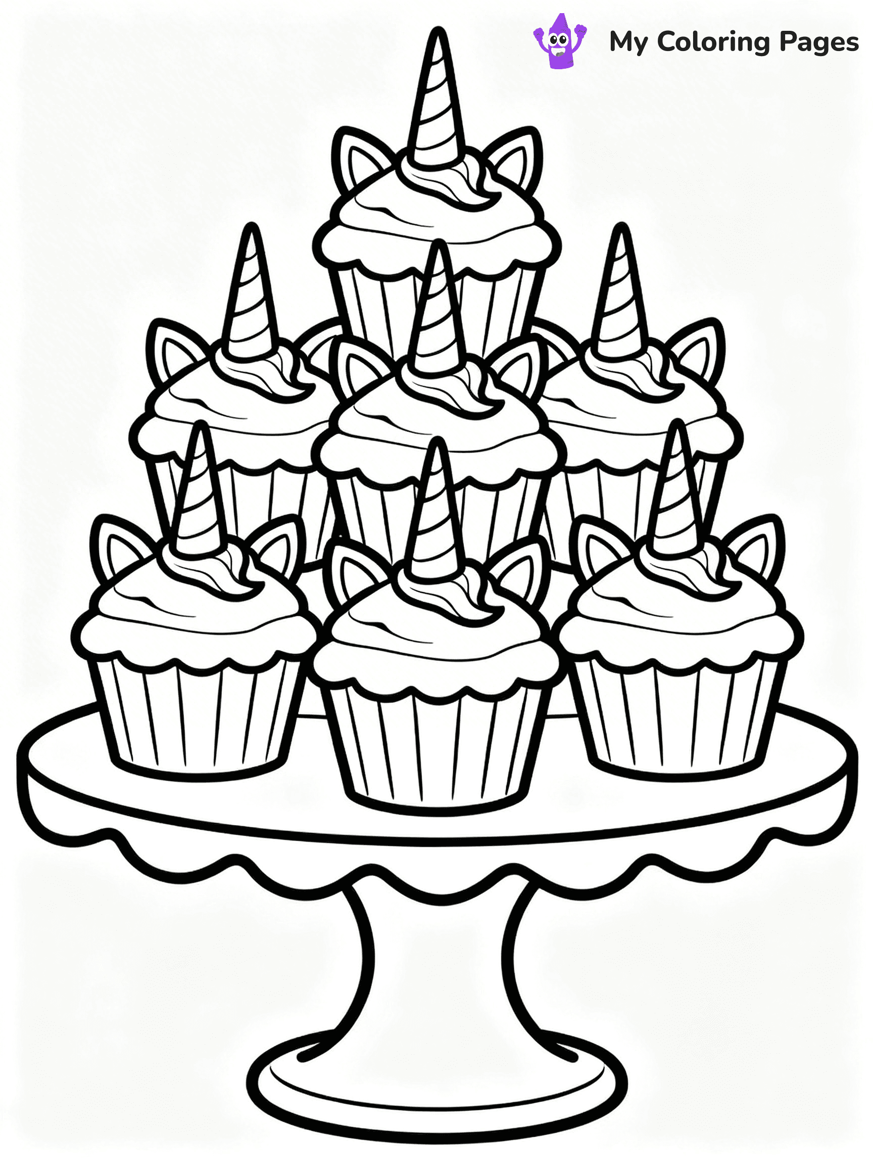 Unicorn Cupcake Coloring Pages - 15