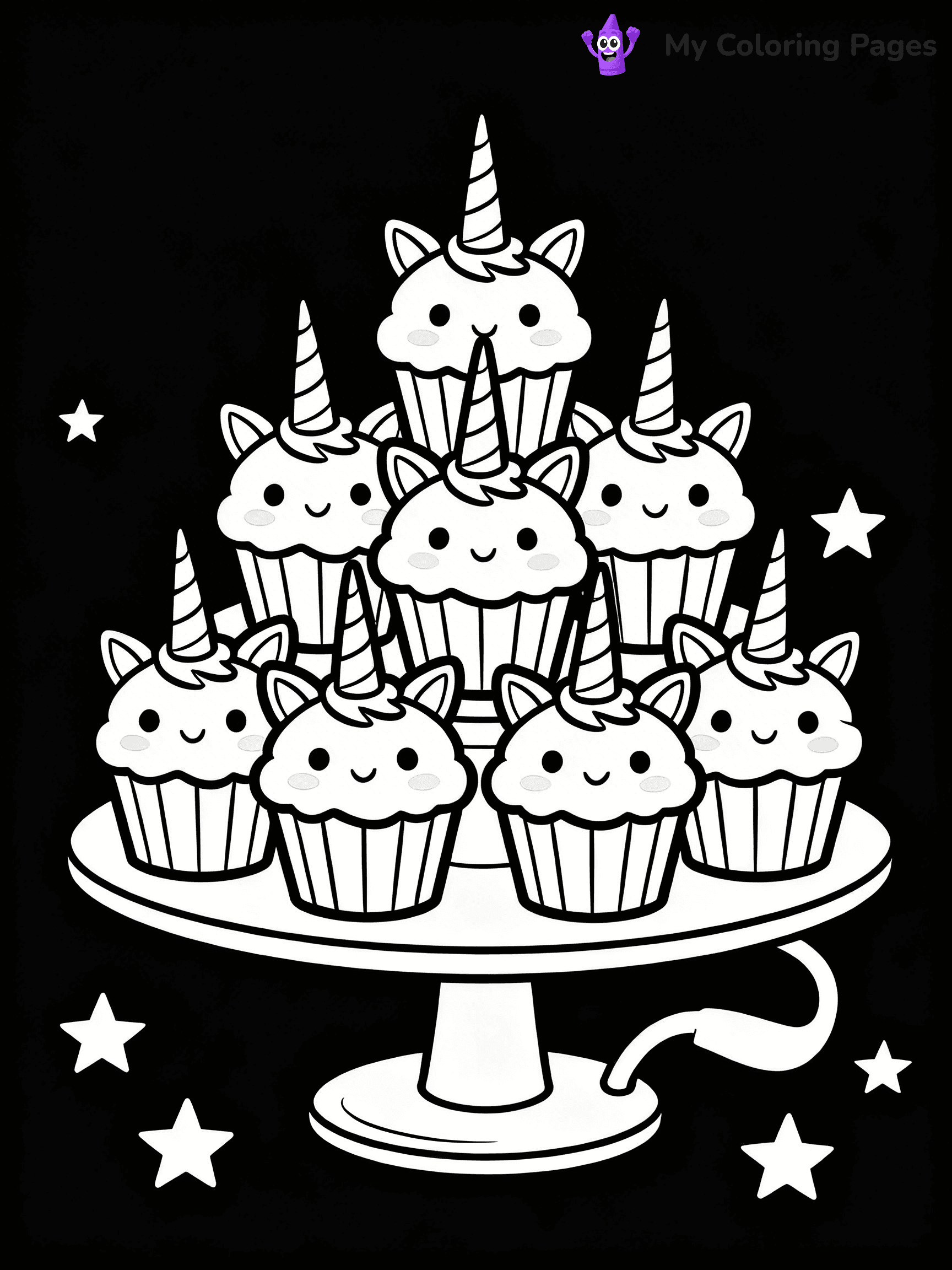Unicorn Cupcake Coloring Pages - 14