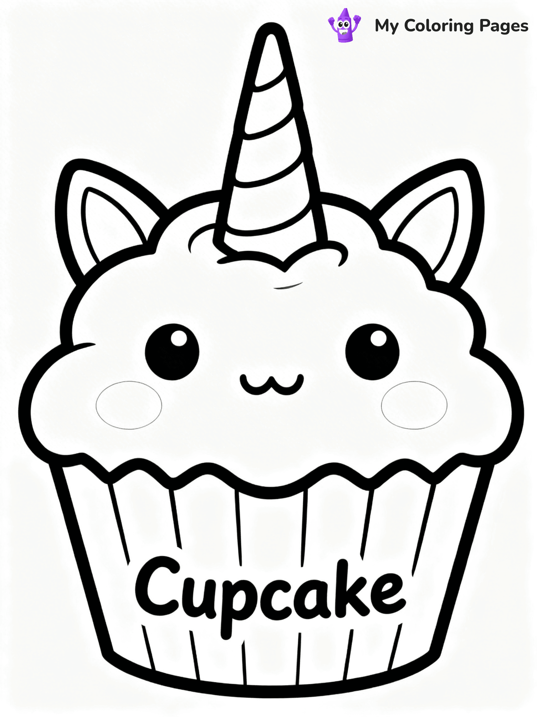 Unicorn Cupcake Coloring Pages - 12