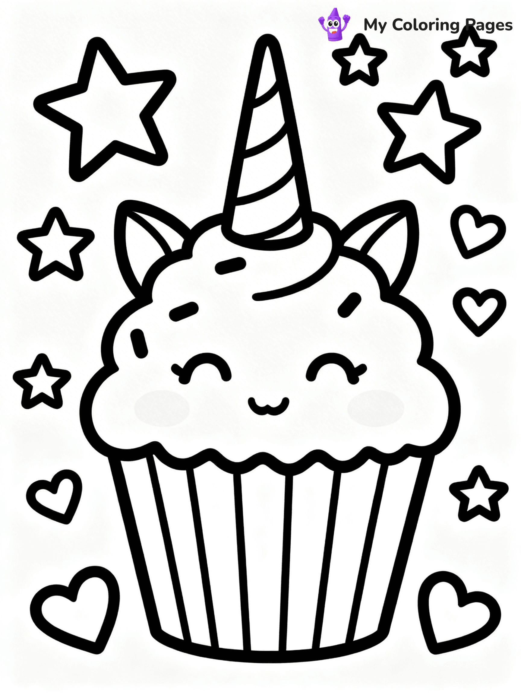 Unicorn Cupcake Coloring Pages - 9
