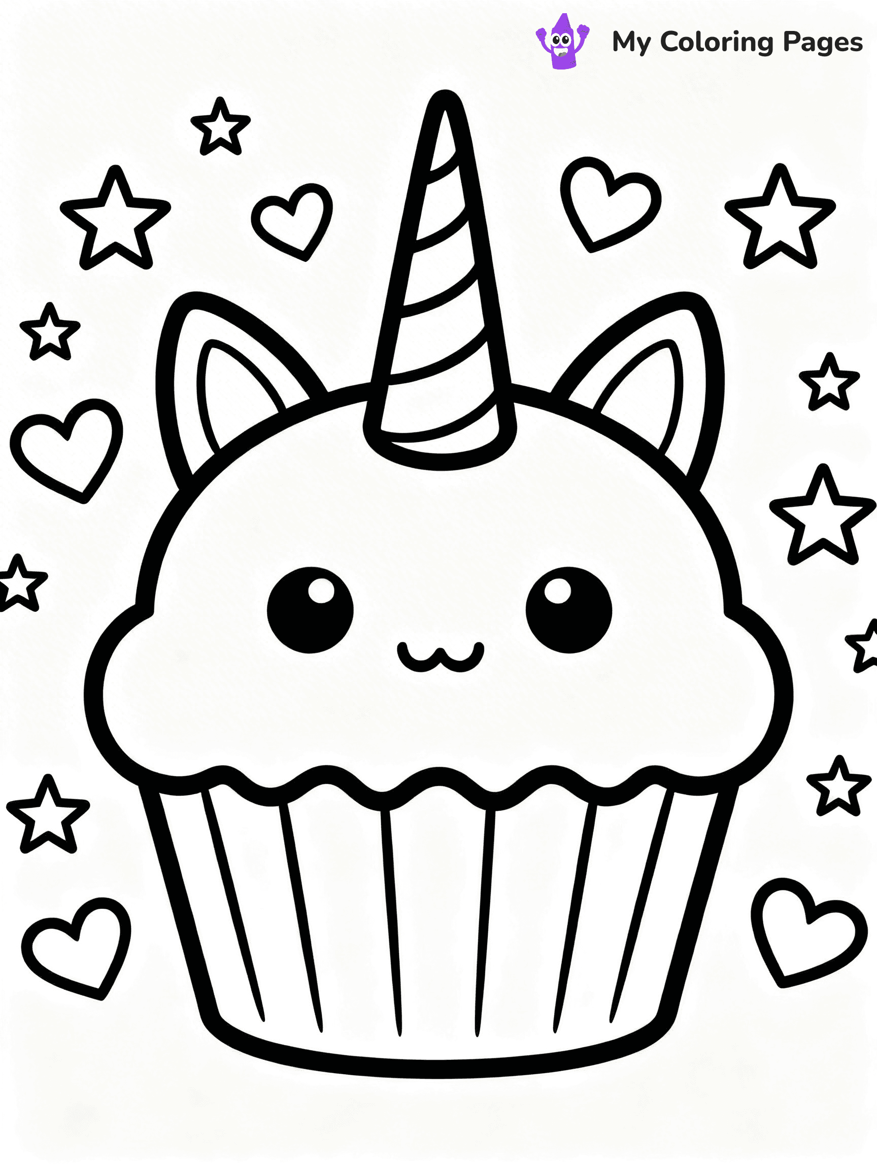 Unicorn Cupcake Coloring Pages - 8