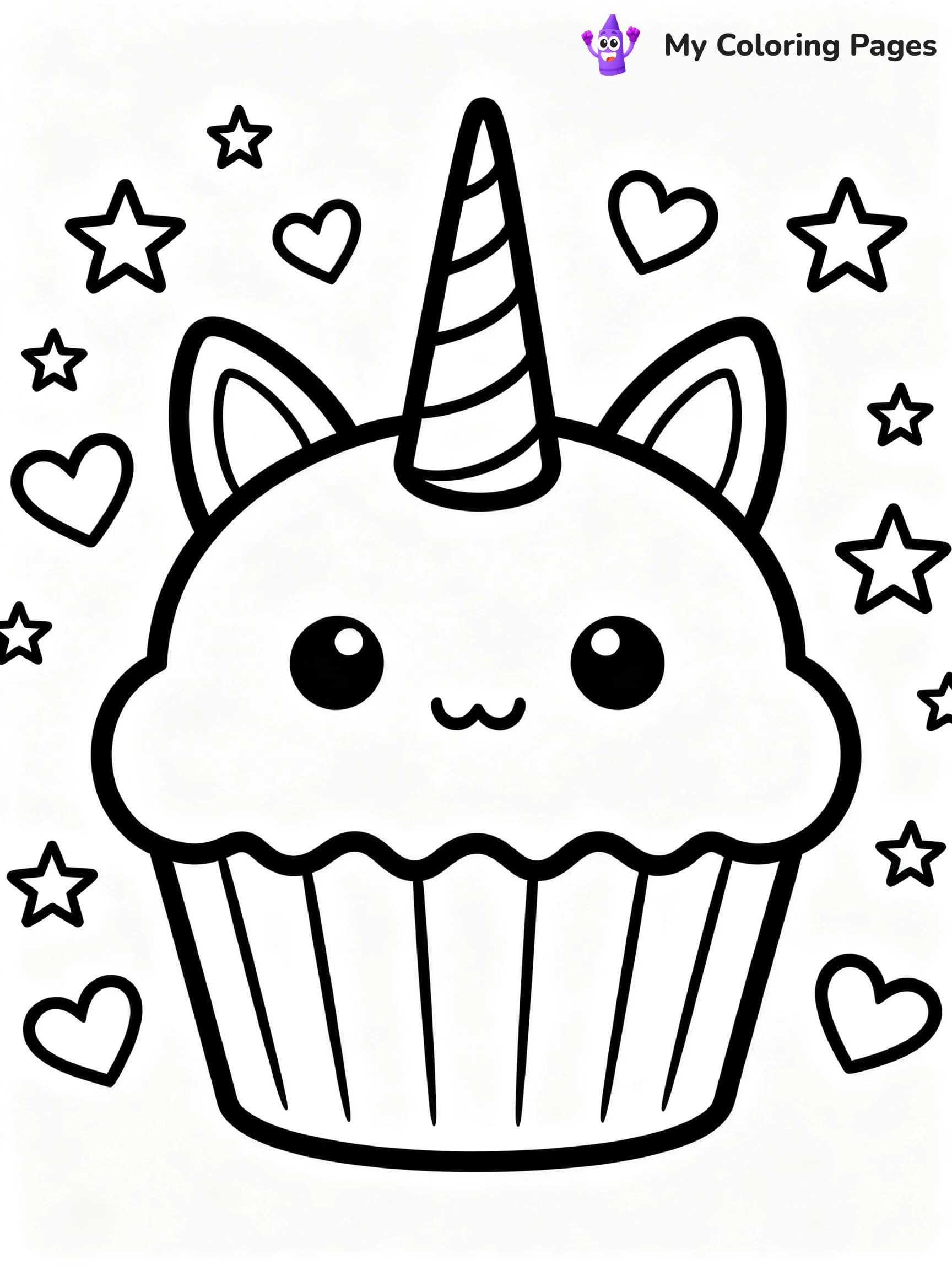 Unicorn Cupcake Coloring Pages - 8