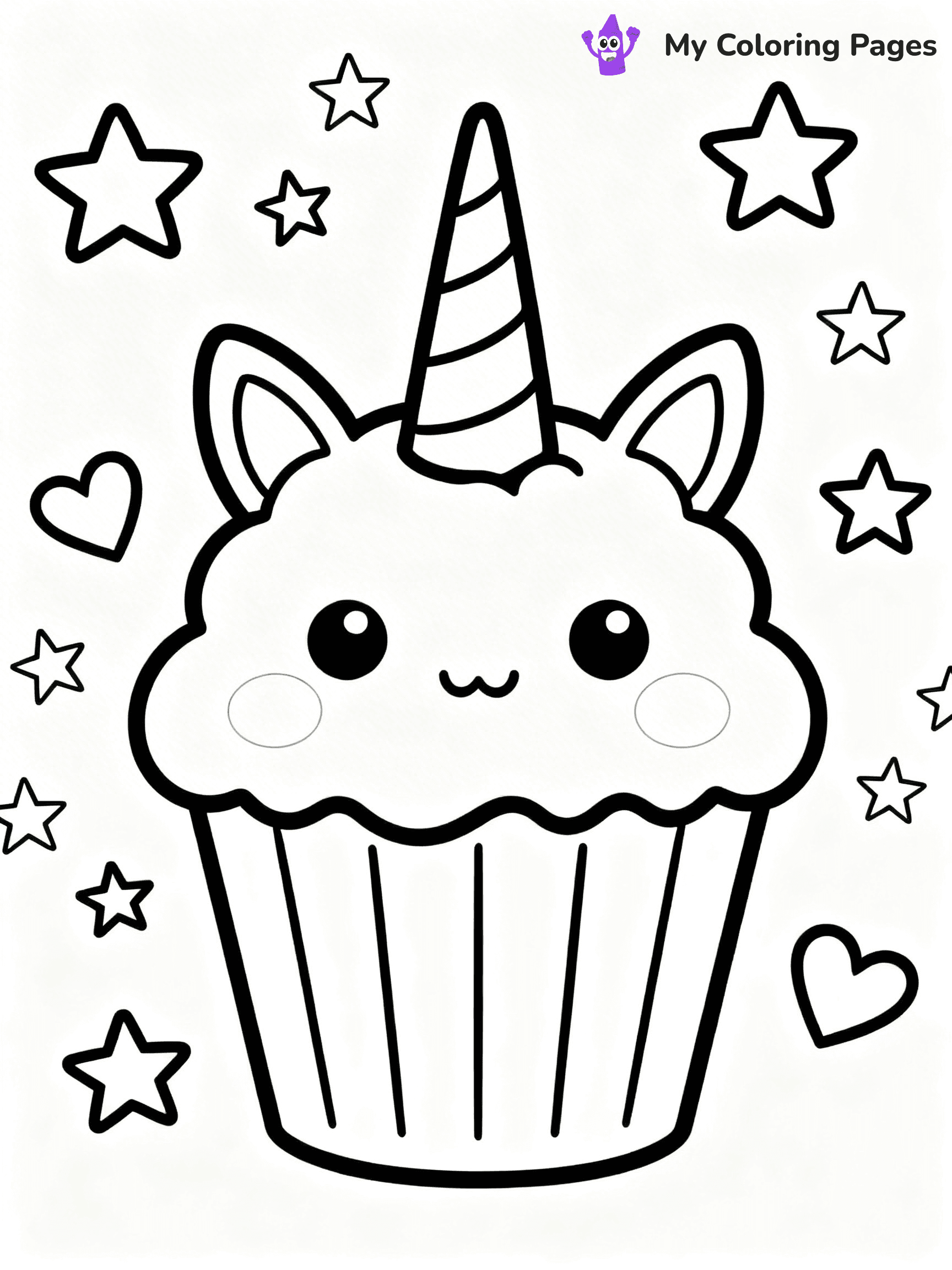 Unicorn Cupcake Coloring Pages - 7