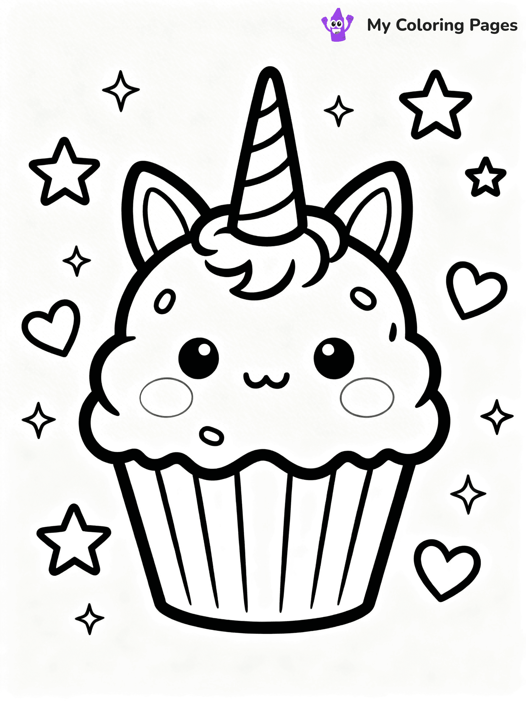 Unicorn Cupcake Coloring Pages - 6