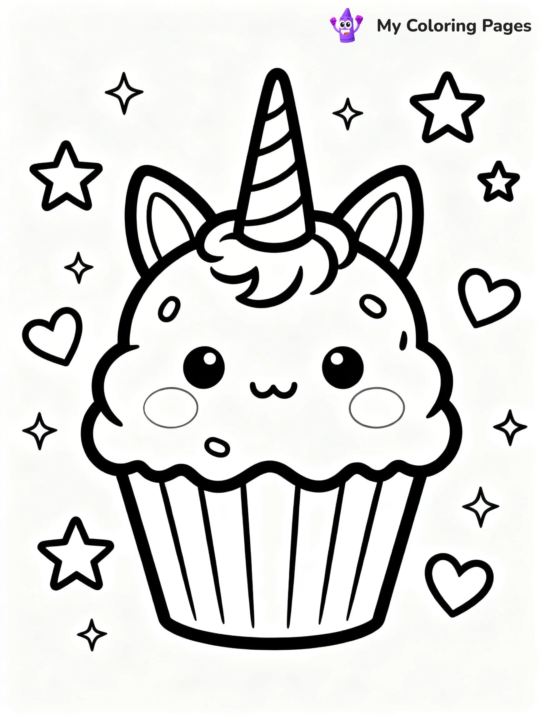 Unicorn Cupcake Coloring Pages - 6