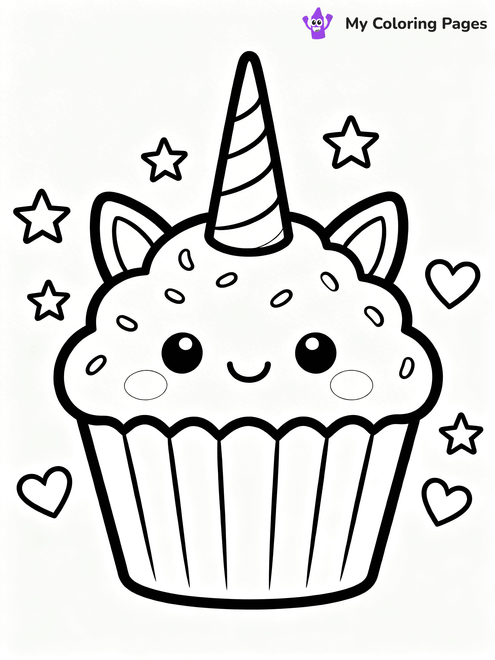 Unicorn Cupcake Coloring Pages - 5