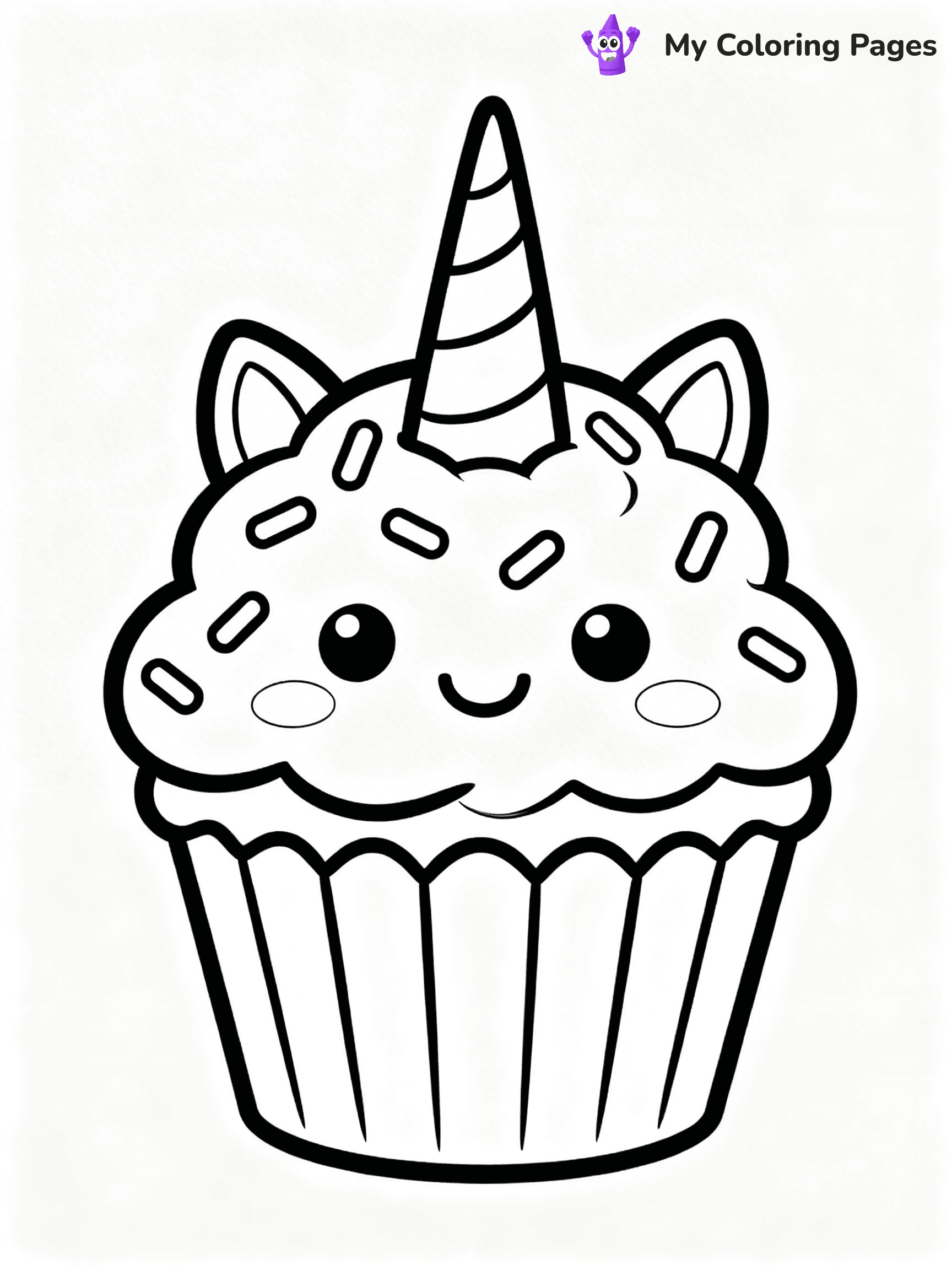 Unicorn Cupcake Coloring Pages - 4