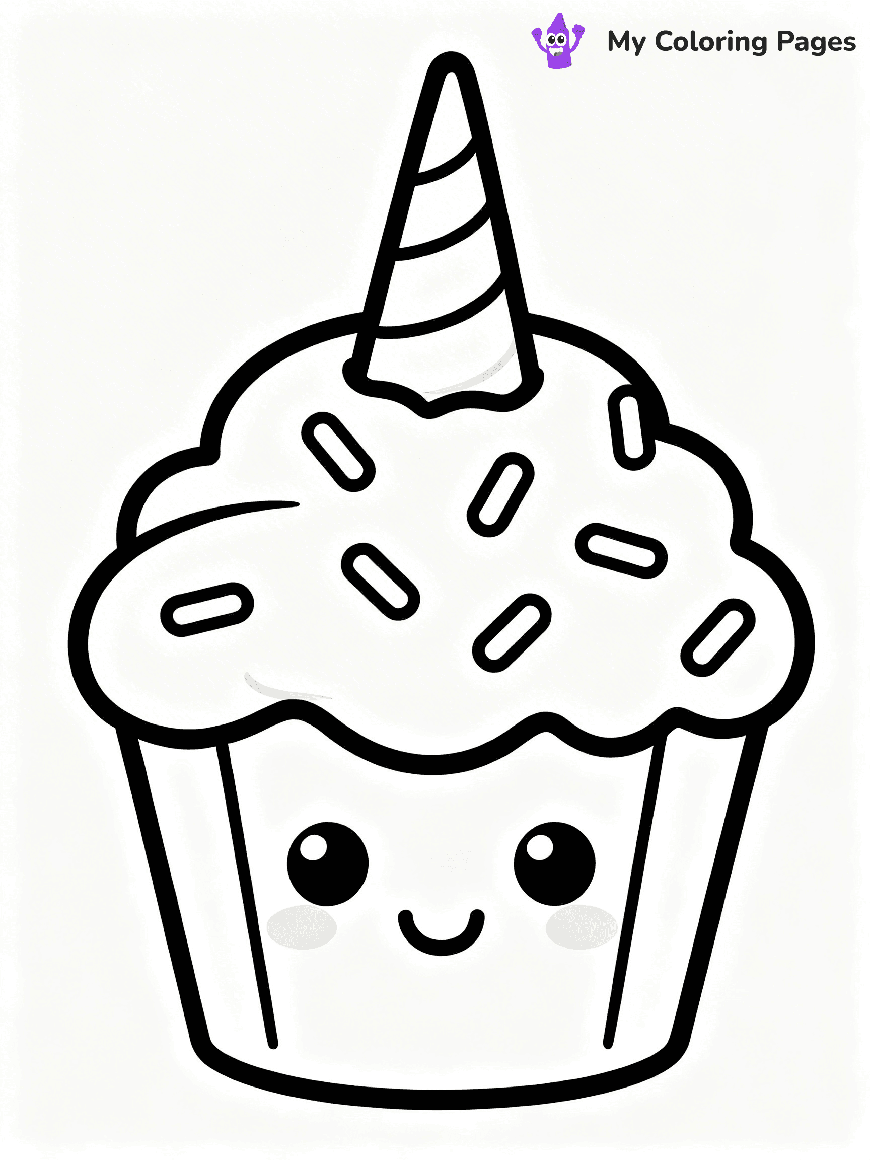 Unicorn Cupcake Coloring Pages - 3