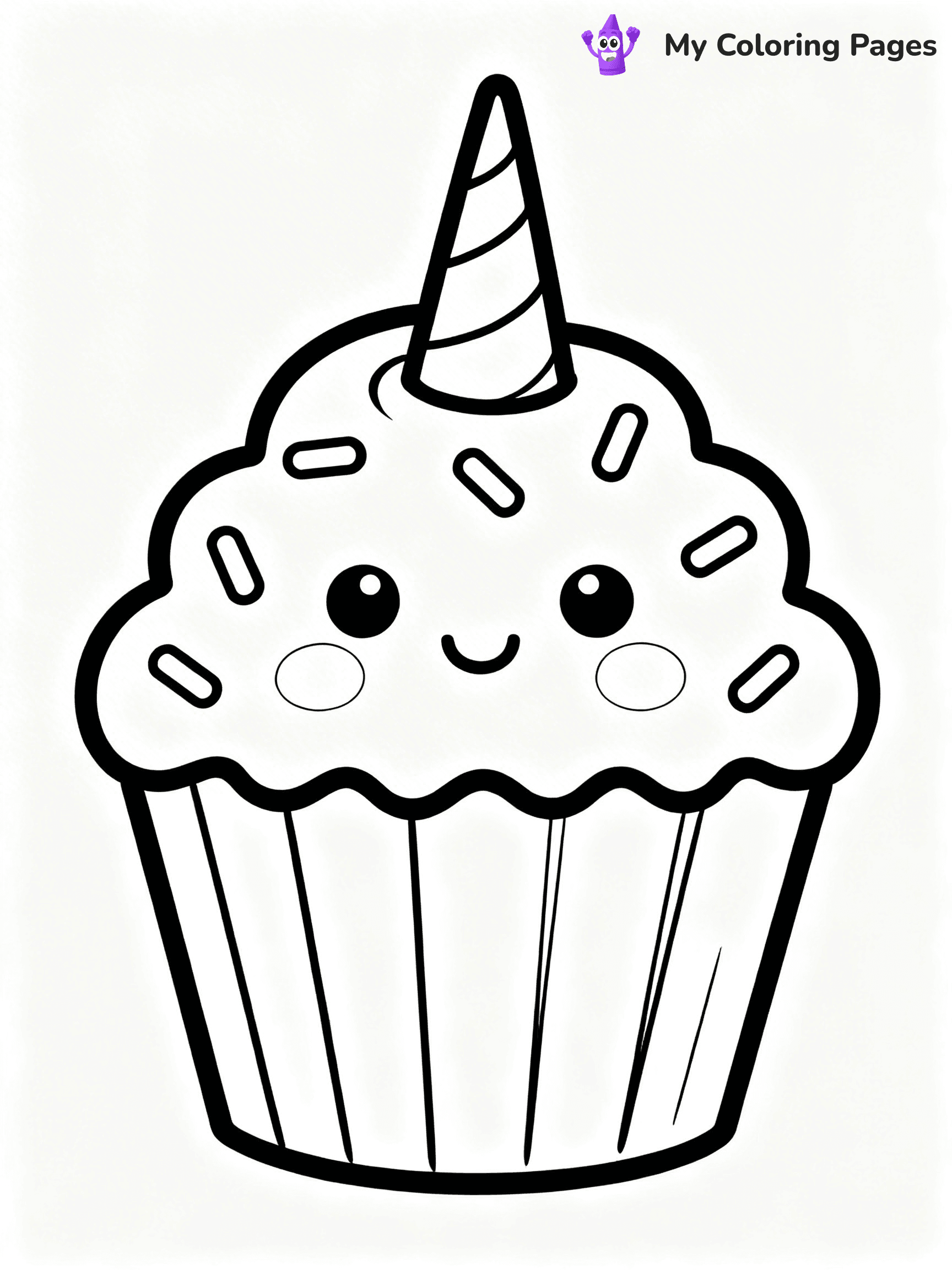 Unicorn Cupcake Coloring Pages - 2