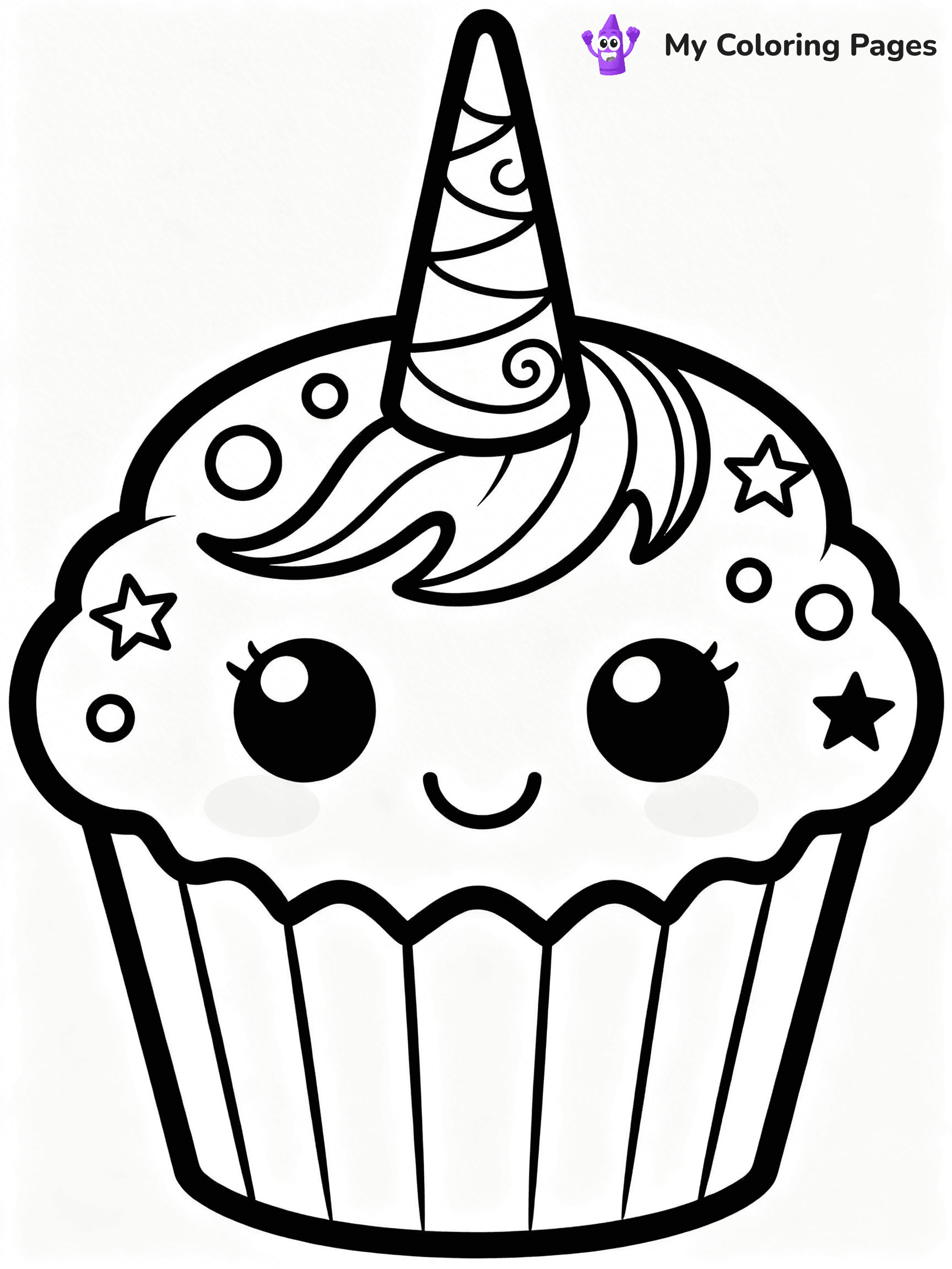 Unicorn Cupcake Coloring Pages - 1