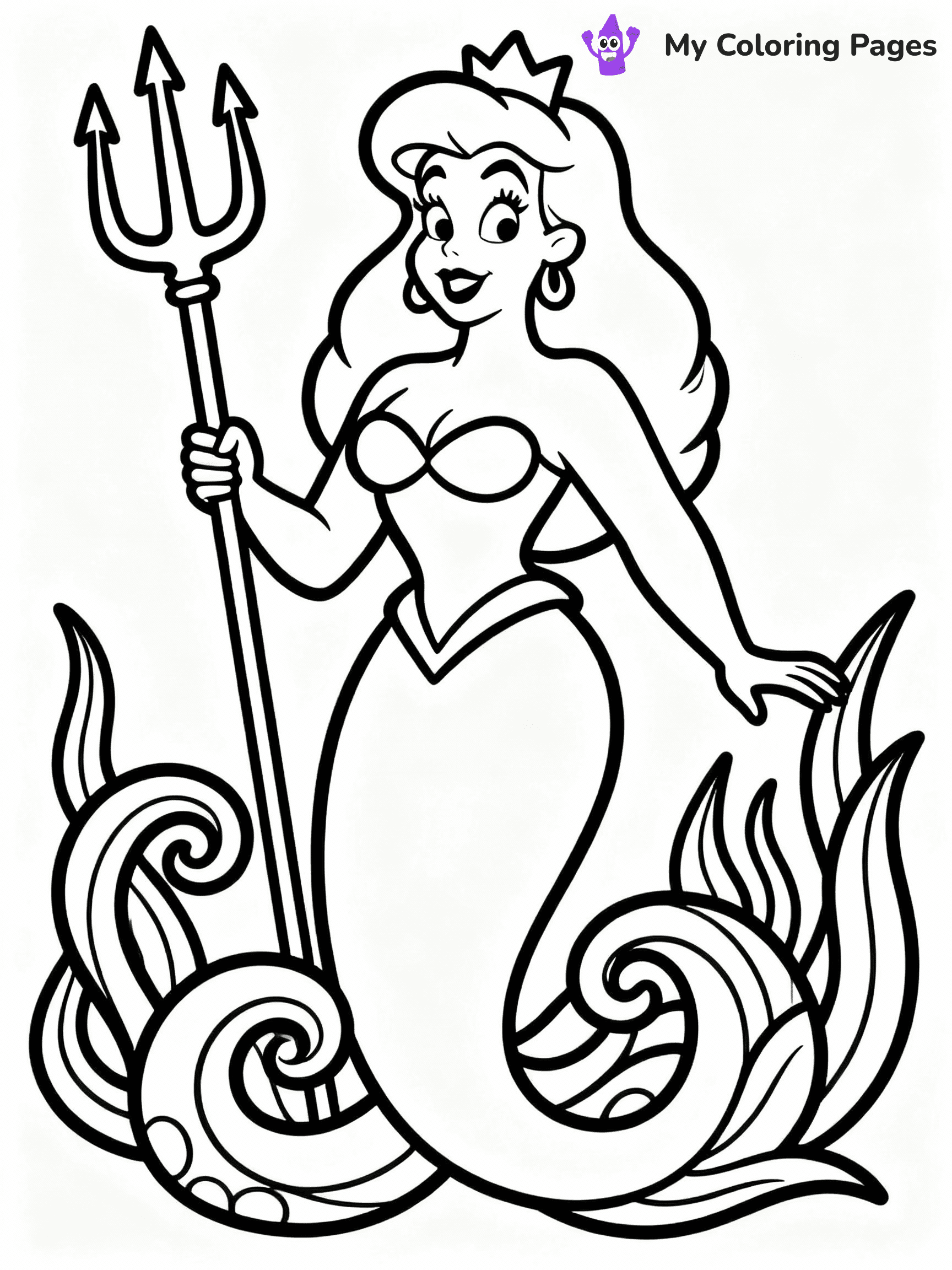 ⚠️ CRITICAL REQUIREMENT - ABSOLUTE BLACK AND WHITE ONLY ⚠️
This MUST be a BLACK AND WHITE line drawing ONLY. NO COLORS whatsoever.
- ONLY pure black lines (#000000) on pure white background (#FFFFFF)
- ABSOLUTELY NO colors, NO shading, NO gradients, NO grayscale
- If there are ANY colors in the output, the image is REJECTED
- This is a COLORING PAGE - meant to be COLORED IN by children
- The output must be UNCOLORED line art ready for coloring
⚠️ SUBJECT TO DRAW: Ursula from The Little Mermaid in Disney animation style, holding trident, surrounded by swirling seaweed
(REMEMBER: Output must be BLACK AND WHITE line art only, NOT colored!)
# COLORING PAGE: BLACK OUTLINES ONLY - WHITE BACKGROUND MANDATORY
Create a **coloring book page** using EXACTLY two values: black lines, white space.
## NON-NEGOTIABLE BINARY RULES
- **ONLY #000000 (black) and #FFFFFF (white)** - NO other values exist
- **EVERY PIXEL = BLACK OR WHITE** - no gray/shading/antialiasing
- **WHITE BACKGROUND MANDATORY** - entire canvas stays white
- **ALL SHAPES HOLLOW** - everything is empty outlines waiting to be colored
- **FORBIDDEN:** fills, shading, gradients, patterns, textures, colors
- **NO SOLID REGIONS** - if it's not a thin line, it's wrong
## Universal Line Standards
- Black outlines ONLY - thin, uniform weight
- Every shape completely empty inside
- Closed contours suitable for coloring
- Simple flat illustration - zero depth/3D/realism
- **Style:** Whimsical Doodle Art Alley - rounded, friendly outlines (unless specified)
## Everything = Outline Only
- Characters/animals: hollow shapes
- Objects/clothing: empty contours
- Backgrounds/scenery: line work only
- Natural elements: outlined forms
- Dark/night areas: don't exist (use outlined symbols)
- Textures/patterns: convert to simple lines
## The Test
Can a child color EVERY white space with crayons? If any area is pre-filled/shaded/gray or colored in, it FAILS. Every shape must be waiting to receive color.
**FINAL OUTPUT**: Binary coloring page. Black lines define shapes. White spaces ready for coloring. Nothing else exists. No exceptions. Print-ready.
⚠️ FINAL REMINDER: Draw the subject "Ursula from The Little Mermaid in Disney animation style, holding trident, surrounded by swirling seaweed" as BLACK AND WHITE line art. Zero colors in output.