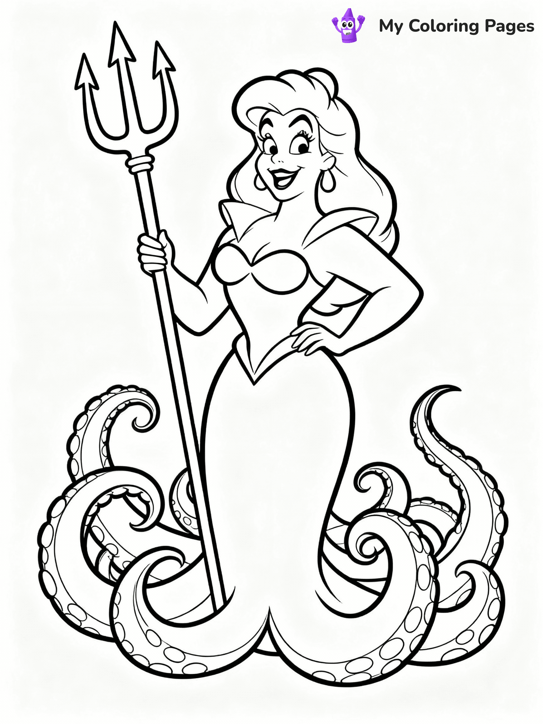 ⚠️ CRITICAL REQUIREMENT - ABSOLUTE BLACK AND WHITE ONLY ⚠️
This MUST be a BLACK AND WHITE line drawing ONLY. NO COLORS whatsoever.
- ONLY pure black lines (#000000) on pure white background (#FFFFFF)
- ABSOLUTELY NO colors, NO shading, NO gradients, NO grayscale
- If there are ANY colors in the output, the image is REJECTED
- This is a COLORING PAGE - meant to be COLORED IN by children
- The output must be UNCOLORED line art ready for coloring
⚠️ SUBJECT TO DRAW: Ursula from The Little Mermaid in Disney animation style, holding trident, surrounded by swirling seaweed
(REMEMBER: Output must be BLACK AND WHITE line art only, NOT colored!)
# COLORING PAGE: BLACK OUTLINES ONLY - WHITE BACKGROUND MANDATORY
Create a **coloring book page** using EXACTLY two values: black lines, white space.
## NON-NEGOTIABLE BINARY RULES
- **ONLY #000000 (black) and #FFFFFF (white)** - NO other values exist
- **EVERY PIXEL = BLACK OR WHITE** - no gray/shading/antialiasing
- **WHITE BACKGROUND MANDATORY** - entire canvas stays white
- **ALL SHAPES HOLLOW** - everything is empty outlines waiting to be colored
- **FORBIDDEN:** fills, shading, gradients, patterns, textures, colors
- **NO SOLID REGIONS** - if it's not a thin line, it's wrong
## Universal Line Standards
- Black outlines ONLY - thin, uniform weight
- Every shape completely empty inside
- Closed contours suitable for coloring
- Simple flat illustration - zero depth/3D/realism
- **Style:** Whimsical Doodle Art Alley - rounded, friendly outlines (unless specified)
## Everything = Outline Only
- Characters/animals: hollow shapes
- Objects/clothing: empty contours
- Backgrounds/scenery: line work only
- Natural elements: outlined forms
- Dark/night areas: don't exist (use outlined symbols)
- Textures/patterns: convert to simple lines
## The Test
Can a child color EVERY white space with crayons? If any area is pre-filled/shaded/gray or colored in, it FAILS. Every shape must be waiting to receive color.
**FINAL OUTPUT**: Binary coloring page. Black lines define shapes. White spaces ready for coloring. Nothing else exists. No exceptions. Print-ready.
⚠️ FINAL REMINDER: Draw the subject "Ursula from The Little Mermaid in Disney animation style, holding trident, surrounded by swirling seaweed" as BLACK AND WHITE line art. Zero colors in output.