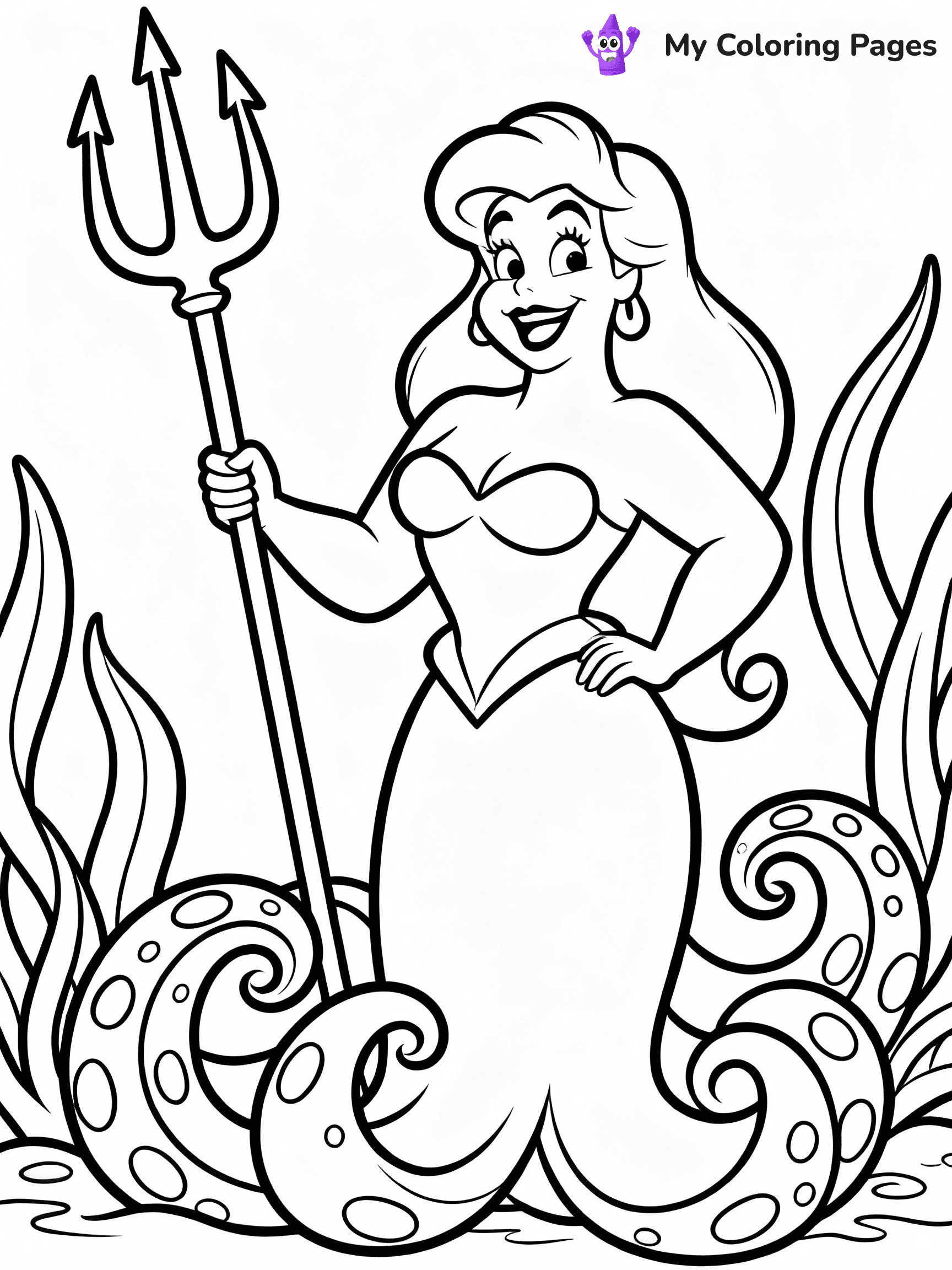 ⚠️ CRITICAL REQUIREMENT - ABSOLUTE BLACK AND WHITE ONLY ⚠️
This MUST be a BLACK AND WHITE line drawing ONLY. NO COLORS whatsoever.
- ONLY pure black lines (#000000) on pure white background (#FFFFFF)
- ABSOLUTELY NO colors, NO shading, NO gradients, NO grayscale
- If there are ANY colors in the output, the image is REJECTED
- This is a COLORING PAGE - meant to be COLORED IN by children
- The output must be UNCOLORED line art ready for coloring
⚠️ SUBJECT TO DRAW: Ursula from The Little Mermaid in Disney animation style, holding trident, surrounded by swirling seaweed
(REMEMBER: Output must be BLACK AND WHITE line art only, NOT colored!)
# COLORING PAGE: BLACK OUTLINES ONLY - WHITE BACKGROUND MANDATORY
Create a **coloring book page** using EXACTLY two values: black lines, white space.
## NON-NEGOTIABLE BINARY RULES
- **ONLY #000000 (black) and #FFFFFF (white)** - NO other values exist
- **EVERY PIXEL = BLACK OR WHITE** - no gray/shading/antialiasing
- **WHITE BACKGROUND MANDATORY** - entire canvas stays white
- **ALL SHAPES HOLLOW** - everything is empty outlines waiting to be colored
- **FORBIDDEN:** fills, shading, gradients, patterns, textures, colors
- **NO SOLID REGIONS** - if it's not a thin line, it's wrong
## Universal Line Standards
- Black outlines ONLY - thin, uniform weight
- Every shape completely empty inside
- Closed contours suitable for coloring
- Simple flat illustration - zero depth/3D/realism
- **Style:** Whimsical Doodle Art Alley - rounded, friendly outlines (unless specified)
## Everything = Outline Only
- Characters/animals: hollow shapes
- Objects/clothing: empty contours
- Backgrounds/scenery: line work only
- Natural elements: outlined forms
- Dark/night areas: don't exist (use outlined symbols)
- Textures/patterns: convert to simple lines
## The Test
Can a child color EVERY white space with crayons? If any area is pre-filled/shaded/gray or colored in, it FAILS. Every shape must be waiting to receive color.
**FINAL OUTPUT**: Binary coloring page. Black lines define shapes. White spaces ready for coloring. Nothing else exists. No exceptions. Print-ready.
⚠️ FINAL REMINDER: Draw the subject "Ursula from The Little Mermaid in Disney animation style, holding trident, surrounded by swirling seaweed" as BLACK AND WHITE line art. Zero colors in output.