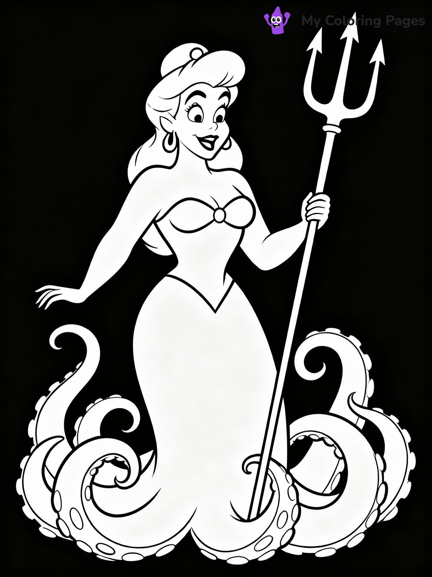 ⚠️ CRITICAL REQUIREMENT - ABSOLUTE BLACK AND WHITE ONLY ⚠️
This MUST be a BLACK AND WHITE line drawing ONLY. NO COLORS whatsoever.
- ONLY pure black lines (#000000) on pure white background (#FFFFFF)
- ABSOLUTELY NO colors, NO shading, NO gradients, NO grayscale
- If there are ANY colors in the output, the image is REJECTED
- This is a COLORING PAGE - meant to be COLORED IN by children
- The output must be UNCOLORED line art ready for coloring
⚠️ SUBJECT TO DRAW: Ursula from The Little Mermaid in Disney animation style, holding trident, surrounded by swirling seaweed
(REMEMBER: Output must be BLACK AND WHITE line art only, NOT colored!)
# COLORING PAGE: BLACK OUTLINES ONLY - WHITE BACKGROUND MANDATORY
Create a **coloring book page** using EXACTLY two values: black lines, white space.
## NON-NEGOTIABLE BINARY RULES
- **ONLY #000000 (black) and #FFFFFF (white)** - NO other values exist
- **EVERY PIXEL = BLACK OR WHITE** - no gray/shading/antialiasing
- **WHITE BACKGROUND MANDATORY** - entire canvas stays white
- **ALL SHAPES HOLLOW** - everything is empty outlines waiting to be colored
- **FORBIDDEN:** fills, shading, gradients, patterns, textures, colors
- **NO SOLID REGIONS** - if it's not a thin line, it's wrong
## Universal Line Standards
- Black outlines ONLY - thin, uniform weight
- Every shape completely empty inside
- Closed contours suitable for coloring
- Simple flat illustration - zero depth/3D/realism
- **Style:** Whimsical Doodle Art Alley - rounded, friendly outlines (unless specified)
## Everything = Outline Only
- Characters/animals: hollow shapes
- Objects/clothing: empty contours
- Backgrounds/scenery: line work only
- Natural elements: outlined forms
- Dark/night areas: don't exist (use outlined symbols)
- Textures/patterns: convert to simple lines
## The Test
Can a child color EVERY white space with crayons? If any area is pre-filled/shaded/gray or colored in, it FAILS. Every shape must be waiting to receive color.
**FINAL OUTPUT**: Binary coloring page. Black lines define shapes. White spaces ready for coloring. Nothing else exists. No exceptions. Print-ready.
⚠️ FINAL REMINDER: Draw the subject "Ursula from The Little Mermaid in Disney animation style, holding trident, surrounded by swirling seaweed" as BLACK AND WHITE line art. Zero colors in output.