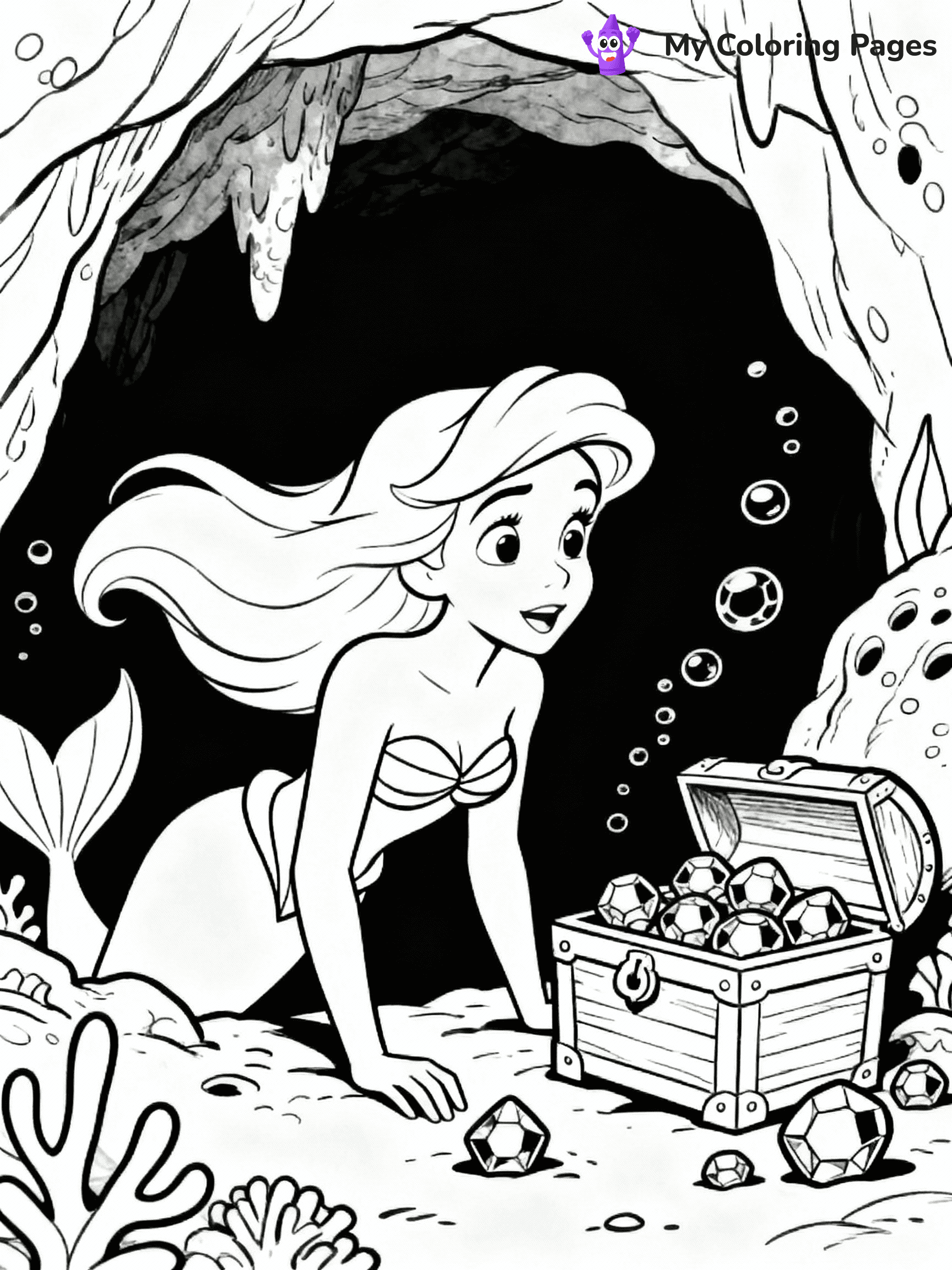 ⚠️ CRITICAL REQUIREMENT - ABSOLUTE BLACK AND WHITE ONLY ⚠️
This MUST be a BLACK AND WHITE line drawing ONLY. NO COLORS whatsoever.
- ONLY pure black lines (#000000) on pure white background (#FFFFFF)
- ABSOLUTELY NO colors, NO shading, NO gradients, NO grayscale
- If there are ANY colors in the output, the image is REJECTED
- This is a COLORING PAGE - meant to be COLORED IN by children
- The output must be UNCOLORED line art ready for coloring
⚠️ SUBJECT TO DRAW: Ariel in Disney animation style, exploring underwater cave, hair flowing, treasure glimmering
(REMEMBER: Output must be BLACK AND WHITE line art only, NOT colored!)
# COLORING PAGE: BLACK OUTLINES ONLY - WHITE BACKGROUND MANDATORY
Create a **coloring book page** using EXACTLY two values: black lines, white space.
## NON-NEGOTIABLE BINARY RULES
- **ONLY #000000 (black) and #FFFFFF (white)** - NO other values exist
- **EVERY PIXEL = BLACK OR WHITE** - no gray/shading/antialiasing
- **WHITE BACKGROUND MANDATORY** - entire canvas stays white
- **ALL SHAPES HOLLOW** - everything is empty outlines waiting to be colored
- **FORBIDDEN:** fills, shading, gradients, patterns, textures, colors
- **NO SOLID REGIONS** - if it's not a thin line, it's wrong
## Universal Line Standards
- Black outlines ONLY - thin, uniform weight
- Every shape completely empty inside
- Closed contours suitable for coloring
- Simple flat illustration - zero depth/3D/realism
- **Style:** Whimsical Doodle Art Alley - rounded, friendly outlines (unless specified)
## Everything = Outline Only
- Characters/animals: hollow shapes
- Objects/clothing: empty contours
- Backgrounds/scenery: line work only
- Natural elements: outlined forms
- Dark/night areas: don't exist (use outlined symbols)
- Textures/patterns: convert to simple lines
## The Test
Can a child color EVERY white space with crayons? If any area is pre-filled/shaded/gray or colored in, it FAILS. Every shape must be waiting to receive color.
**FINAL OUTPUT**: Binary coloring page. Black lines define shapes. White spaces ready for coloring. Nothing else exists. No exceptions. Print-ready.
⚠️ FINAL REMINDER: Draw the subject "Ariel in Disney animation style, exploring underwater cave, hair flowing, treasure glimmering" as BLACK AND WHITE line art. Zero colors in output.