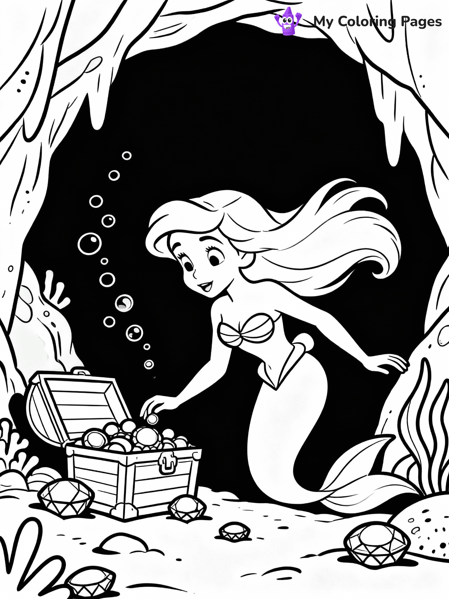 ⚠️ CRITICAL REQUIREMENT - ABSOLUTE BLACK AND WHITE ONLY ⚠️
This MUST be a BLACK AND WHITE line drawing ONLY. NO COLORS whatsoever.
- ONLY pure black lines (#000000) on pure white background (#FFFFFF)
- ABSOLUTELY NO colors, NO shading, NO gradients, NO grayscale
- If there are ANY colors in the output, the image is REJECTED
- This is a COLORING PAGE - meant to be COLORED IN by children
- The output must be UNCOLORED line art ready for coloring
⚠️ SUBJECT TO DRAW: Ariel in Disney animation style, exploring underwater cave, hair flowing, treasure glimmering
(REMEMBER: Output must be BLACK AND WHITE line art only, NOT colored!)
# COLORING PAGE: BLACK OUTLINES ONLY - WHITE BACKGROUND MANDATORY
Create a **coloring book page** using EXACTLY two values: black lines, white space.
## NON-NEGOTIABLE BINARY RULES
- **ONLY #000000 (black) and #FFFFFF (white)** - NO other values exist
- **EVERY PIXEL = BLACK OR WHITE** - no gray/shading/antialiasing
- **WHITE BACKGROUND MANDATORY** - entire canvas stays white
- **ALL SHAPES HOLLOW** - everything is empty outlines waiting to be colored
- **FORBIDDEN:** fills, shading, gradients, patterns, textures, colors
- **NO SOLID REGIONS** - if it's not a thin line, it's wrong
## Universal Line Standards
- Black outlines ONLY - thin, uniform weight
- Every shape completely empty inside
- Closed contours suitable for coloring
- Simple flat illustration - zero depth/3D/realism
- **Style:** Whimsical Doodle Art Alley - rounded, friendly outlines (unless specified)
## Everything = Outline Only
- Characters/animals: hollow shapes
- Objects/clothing: empty contours
- Backgrounds/scenery: line work only
- Natural elements: outlined forms
- Dark/night areas: don't exist (use outlined symbols)
- Textures/patterns: convert to simple lines
## The Test
Can a child color EVERY white space with crayons? If any area is pre-filled/shaded/gray or colored in, it FAILS. Every shape must be waiting to receive color.
**FINAL OUTPUT**: Binary coloring page. Black lines define shapes. White spaces ready for coloring. Nothing else exists. No exceptions. Print-ready.
⚠️ FINAL REMINDER: Draw the subject "Ariel in Disney animation style, exploring underwater cave, hair flowing, treasure glimmering" as BLACK AND WHITE line art. Zero colors in output.