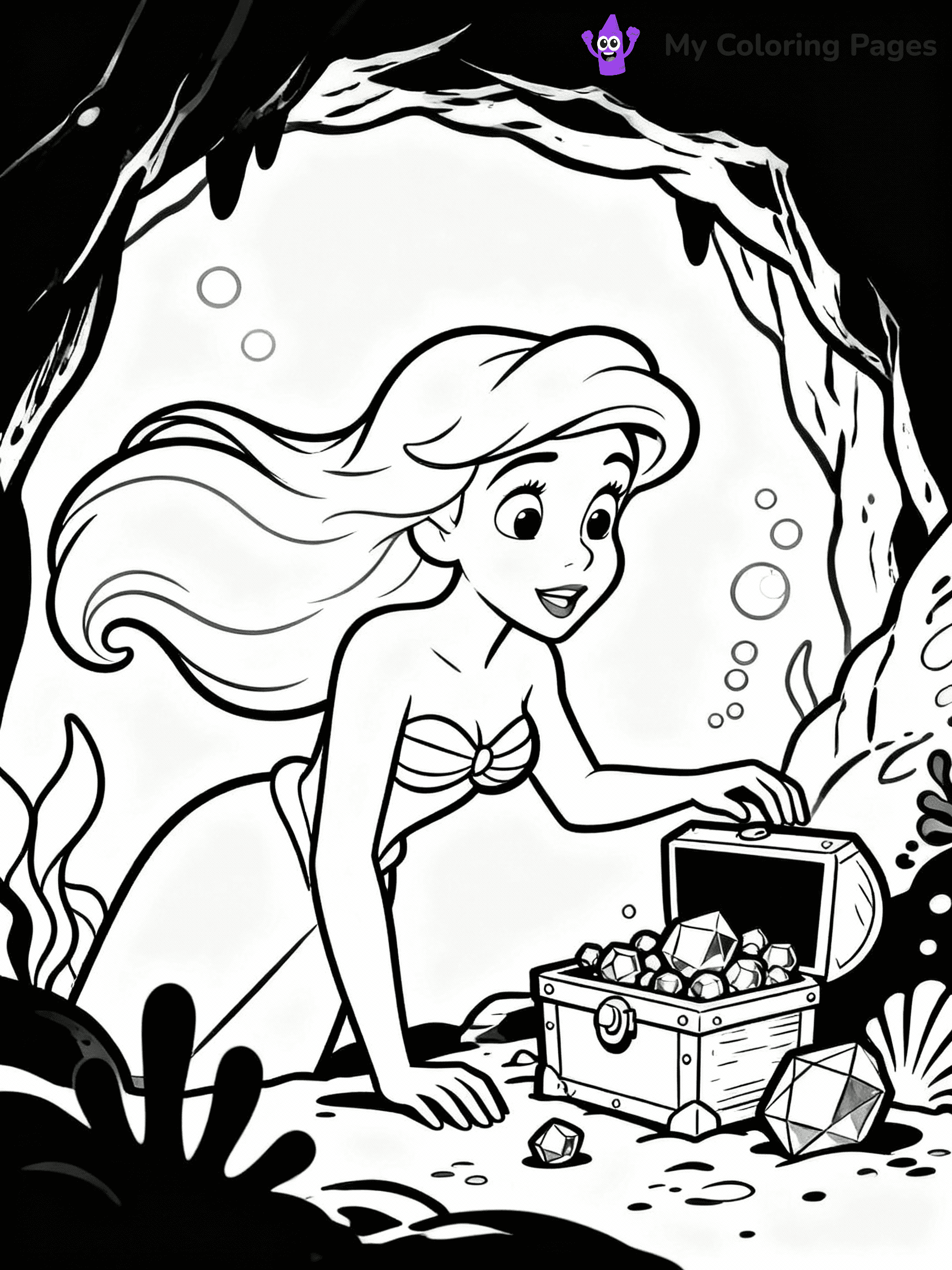 ⚠️ CRITICAL REQUIREMENT - ABSOLUTE BLACK AND WHITE ONLY ⚠️
This MUST be a BLACK AND WHITE line drawing ONLY. NO COLORS whatsoever.
- ONLY pure black lines (#000000) on pure white background (#FFFFFF)
- ABSOLUTELY NO colors, NO shading, NO gradients, NO grayscale
- If there are ANY colors in the output, the image is REJECTED
- This is a COLORING PAGE - meant to be COLORED IN by children
- The output must be UNCOLORED line art ready for coloring
⚠️ SUBJECT TO DRAW: Ariel in Disney animation style, exploring underwater cave, hair flowing, treasure glimmering
(REMEMBER: Output must be BLACK AND WHITE line art only, NOT colored!)
# COLORING PAGE: BLACK OUTLINES ONLY - WHITE BACKGROUND MANDATORY
Create a **coloring book page** using EXACTLY two values: black lines, white space.
## NON-NEGOTIABLE BINARY RULES
- **ONLY #000000 (black) and #FFFFFF (white)** - NO other values exist
- **EVERY PIXEL = BLACK OR WHITE** - no gray/shading/antialiasing
- **WHITE BACKGROUND MANDATORY** - entire canvas stays white
- **ALL SHAPES HOLLOW** - everything is empty outlines waiting to be colored
- **FORBIDDEN:** fills, shading, gradients, patterns, textures, colors
- **NO SOLID REGIONS** - if it's not a thin line, it's wrong
## Universal Line Standards
- Black outlines ONLY - thin, uniform weight
- Every shape completely empty inside
- Closed contours suitable for coloring
- Simple flat illustration - zero depth/3D/realism
- **Style:** Whimsical Doodle Art Alley - rounded, friendly outlines (unless specified)
## Everything = Outline Only
- Characters/animals: hollow shapes
- Objects/clothing: empty contours
- Backgrounds/scenery: line work only
- Natural elements: outlined forms
- Dark/night areas: don't exist (use outlined symbols)
- Textures/patterns: convert to simple lines
## The Test
Can a child color EVERY white space with crayons? If any area is pre-filled/shaded/gray or colored in, it FAILS. Every shape must be waiting to receive color.
**FINAL OUTPUT**: Binary coloring page. Black lines define shapes. White spaces ready for coloring. Nothing else exists. No exceptions. Print-ready.
⚠️ FINAL REMINDER: Draw the subject "Ariel in Disney animation style, exploring underwater cave, hair flowing, treasure glimmering" as BLACK AND WHITE line art. Zero colors in output.