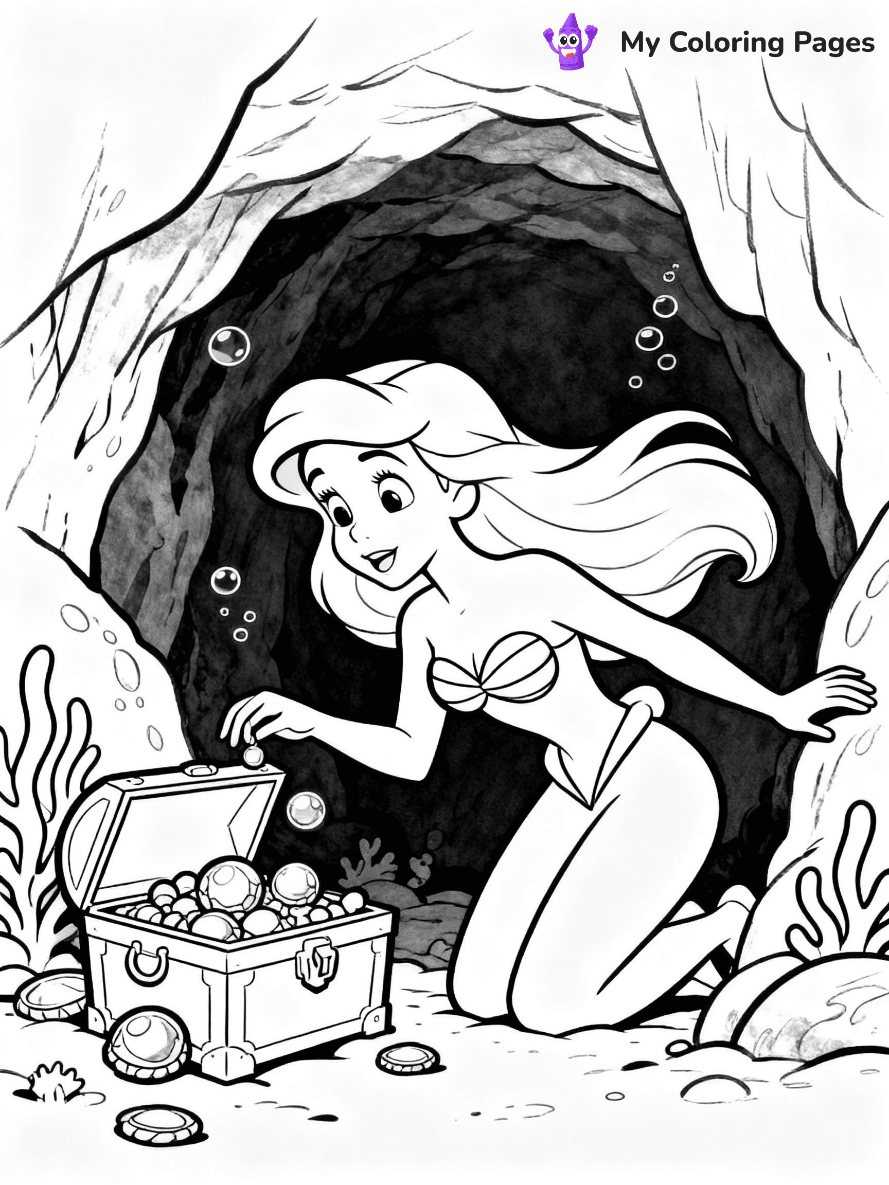 ⚠️ CRITICAL REQUIREMENT - ABSOLUTE BLACK AND WHITE ONLY ⚠️
This MUST be a BLACK AND WHITE line drawing ONLY. NO COLORS whatsoever.
- ONLY pure black lines (#000000) on pure white background (#FFFFFF)
- ABSOLUTELY NO colors, NO shading, NO gradients, NO grayscale
- If there are ANY colors in the output, the image is REJECTED
- This is a COLORING PAGE - meant to be COLORED IN by children
- The output must be UNCOLORED line art ready for coloring
⚠️ SUBJECT TO DRAW: Ariel in Disney animation style, exploring underwater cave, hair flowing, treasure glimmering
(REMEMBER: Output must be BLACK AND WHITE line art only, NOT colored!)
# COLORING PAGE: BLACK OUTLINES ONLY - WHITE BACKGROUND MANDATORY
Create a **coloring book page** using EXACTLY two values: black lines, white space.
## NON-NEGOTIABLE BINARY RULES
- **ONLY #000000 (black) and #FFFFFF (white)** - NO other values exist
- **EVERY PIXEL = BLACK OR WHITE** - no gray/shading/antialiasing
- **WHITE BACKGROUND MANDATORY** - entire canvas stays white
- **ALL SHAPES HOLLOW** - everything is empty outlines waiting to be colored
- **FORBIDDEN:** fills, shading, gradients, patterns, textures, colors
- **NO SOLID REGIONS** - if it's not a thin line, it's wrong
## Universal Line Standards
- Black outlines ONLY - thin, uniform weight
- Every shape completely empty inside
- Closed contours suitable for coloring
- Simple flat illustration - zero depth/3D/realism
- **Style:** Whimsical Doodle Art Alley - rounded, friendly outlines (unless specified)
## Everything = Outline Only
- Characters/animals: hollow shapes
- Objects/clothing: empty contours
- Backgrounds/scenery: line work only
- Natural elements: outlined forms
- Dark/night areas: don't exist (use outlined symbols)
- Textures/patterns: convert to simple lines
## The Test
Can a child color EVERY white space with crayons? If any area is pre-filled/shaded/gray or colored in, it FAILS. Every shape must be waiting to receive color.
**FINAL OUTPUT**: Binary coloring page. Black lines define shapes. White spaces ready for coloring. Nothing else exists. No exceptions. Print-ready.
⚠️ FINAL REMINDER: Draw the subject "Ariel in Disney animation style, exploring underwater cave, hair flowing, treasure glimmering" as BLACK AND WHITE line art. Zero colors in output.