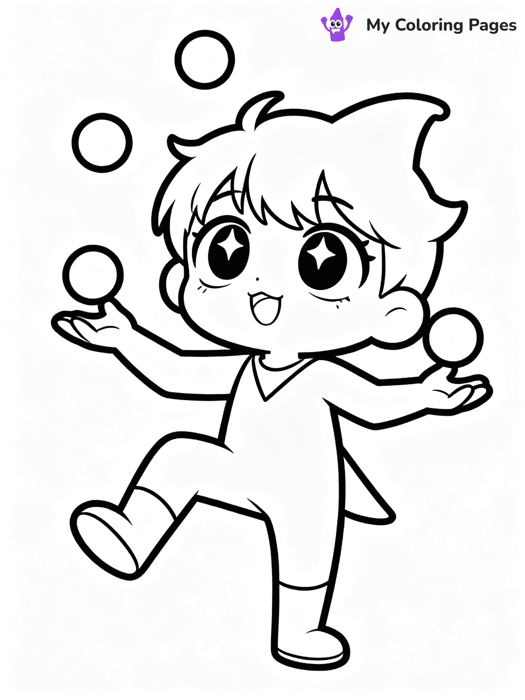 ⚠️ CRITICAL REQUIREMENT - ABSOLUTE BLACK AND WHITE ONLY ⚠️
This MUST be a BLACK AND WHITE line drawing ONLY. NO COLORS whatsoever.
- ONLY pure black lines (#000000) on pure white background (#FFFFFF)
- ABSOLUTELY NO colors, NO shading, NO gradients, NO grayscale
- If there are ANY colors in the output, the image is REJECTED
- This is a COLORING PAGE - meant to be COLORED IN by children
- The output must be UNCOLORED line art ready for coloring
⚠️ SUBJECT TO DRAW: Derpy from Kpop Demon Hunters in animated style, juggling orbs, big eyes sparkling, playful pose
(REMEMBER: Output must be BLACK AND WHITE line art only, NOT colored!)
# COLORING PAGE: BLACK OUTLINES ONLY - WHITE BACKGROUND MANDATORY
Create a **coloring book page** using EXACTLY two values: black lines, white space.
## NON-NEGOTIABLE BINARY RULES
- **ONLY #000000 (black) and #FFFFFF (white)** - NO other values exist
- **EVERY PIXEL = BLACK OR WHITE** - no gray/shading/antialiasing
- **WHITE BACKGROUND MANDATORY** - entire canvas stays white
- **ALL SHAPES HOLLOW** - everything is empty outlines waiting to be colored
- **FORBIDDEN:** fills, shading, gradients, patterns, textures, colors
- **NO SOLID REGIONS** - if it's not a thin line, it's wrong
## Universal Line Standards
- Black outlines ONLY - thin, uniform weight
- Every shape completely empty inside
- Closed contours suitable for coloring
- Simple flat illustration - zero depth/3D/realism
- **Style:** Whimsical Doodle Art Alley - rounded, friendly outlines (unless specified)
## Everything = Outline Only
- Characters/animals: hollow shapes
- Objects/clothing: empty contours
- Backgrounds/scenery: line work only
- Natural elements: outlined forms
- Dark/night areas: don't exist (use outlined symbols)
- Textures/patterns: convert to simple lines
## The Test
Can a child color EVERY white space with crayons? If any area is pre-filled/shaded/gray or colored in, it FAILS. Every shape must be waiting to receive color.
**FINAL OUTPUT**: Binary coloring page. Black lines define shapes. White spaces ready for coloring. Nothing else exists. No exceptions. Print-ready.
⚠️ FINAL REMINDER: Draw the subject "Derpy from Kpop Demon Hunters in animated style, juggling orbs, big eyes sparkling, playful pose" as BLACK AND WHITE line art. Zero colors in output.