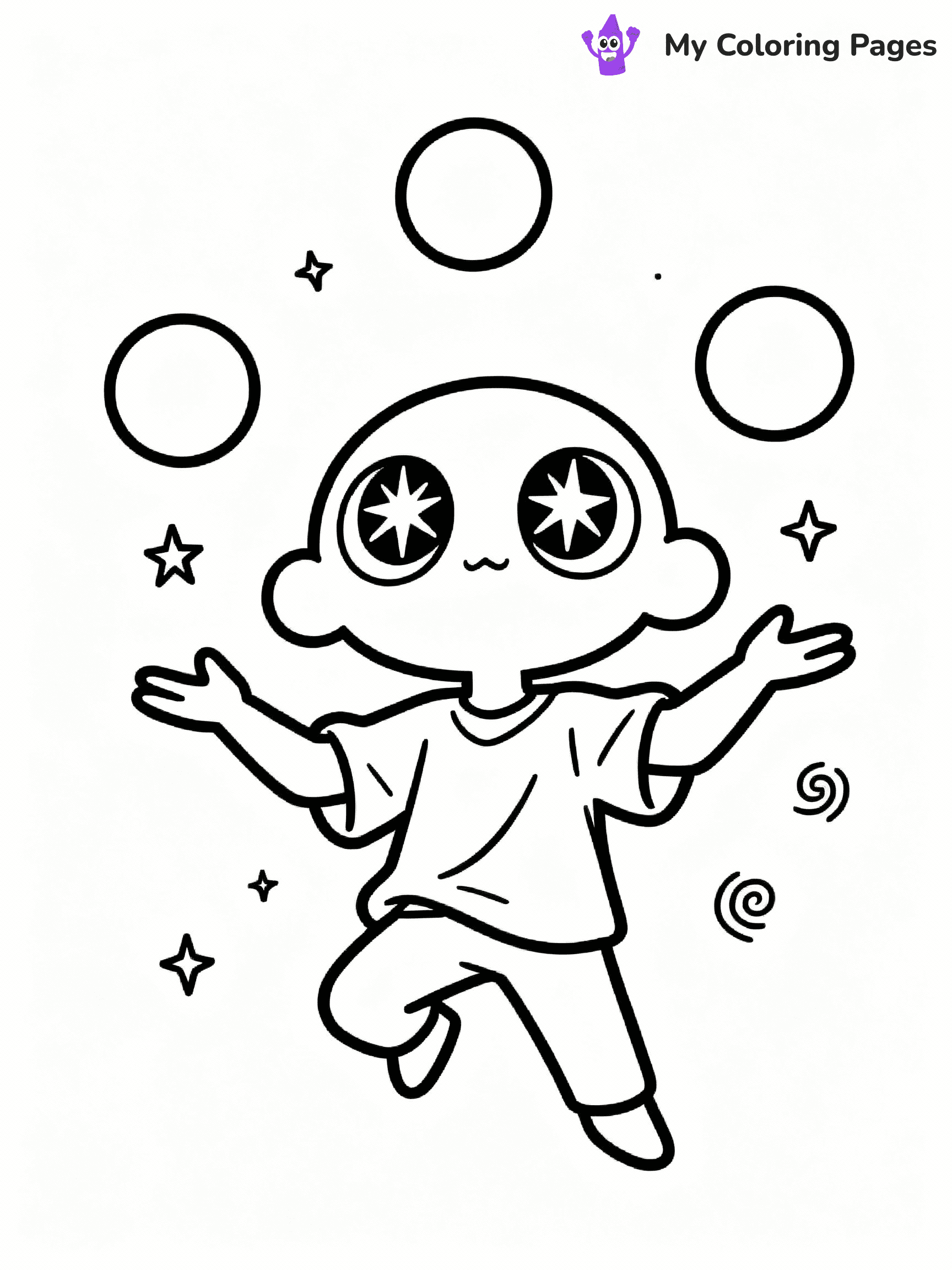 ⚠️ CRITICAL REQUIREMENT - ABSOLUTE BLACK AND WHITE ONLY ⚠️
This MUST be a BLACK AND WHITE line drawing ONLY. NO COLORS whatsoever.
- ONLY pure black lines (#000000) on pure white background (#FFFFFF)
- ABSOLUTELY NO colors, NO shading, NO gradients, NO grayscale
- If there are ANY colors in the output, the image is REJECTED
- This is a COLORING PAGE - meant to be COLORED IN by children
- The output must be UNCOLORED line art ready for coloring
⚠️ SUBJECT TO DRAW: Derpy from Kpop Demon Hunters in animated style, juggling orbs, big eyes sparkling, playful pose
(REMEMBER: Output must be BLACK AND WHITE line art only, NOT colored!)
# COLORING PAGE: BLACK OUTLINES ONLY - WHITE BACKGROUND MANDATORY
Create a **coloring book page** using EXACTLY two values: black lines, white space.
## NON-NEGOTIABLE BINARY RULES
- **ONLY #000000 (black) and #FFFFFF (white)** - NO other values exist
- **EVERY PIXEL = BLACK OR WHITE** - no gray/shading/antialiasing
- **WHITE BACKGROUND MANDATORY** - entire canvas stays white
- **ALL SHAPES HOLLOW** - everything is empty outlines waiting to be colored
- **FORBIDDEN:** fills, shading, gradients, patterns, textures, colors
- **NO SOLID REGIONS** - if it's not a thin line, it's wrong
## Universal Line Standards
- Black outlines ONLY - thin, uniform weight
- Every shape completely empty inside
- Closed contours suitable for coloring
- Simple flat illustration - zero depth/3D/realism
- **Style:** Whimsical Doodle Art Alley - rounded, friendly outlines (unless specified)
## Everything = Outline Only
- Characters/animals: hollow shapes
- Objects/clothing: empty contours
- Backgrounds/scenery: line work only
- Natural elements: outlined forms
- Dark/night areas: don't exist (use outlined symbols)
- Textures/patterns: convert to simple lines
## The Test
Can a child color EVERY white space with crayons? If any area is pre-filled/shaded/gray or colored in, it FAILS. Every shape must be waiting to receive color.
**FINAL OUTPUT**: Binary coloring page. Black lines define shapes. White spaces ready for coloring. Nothing else exists. No exceptions. Print-ready.
⚠️ FINAL REMINDER: Draw the subject "Derpy from Kpop Demon Hunters in animated style, juggling orbs, big eyes sparkling, playful pose" as BLACK AND WHITE line art. Zero colors in output.