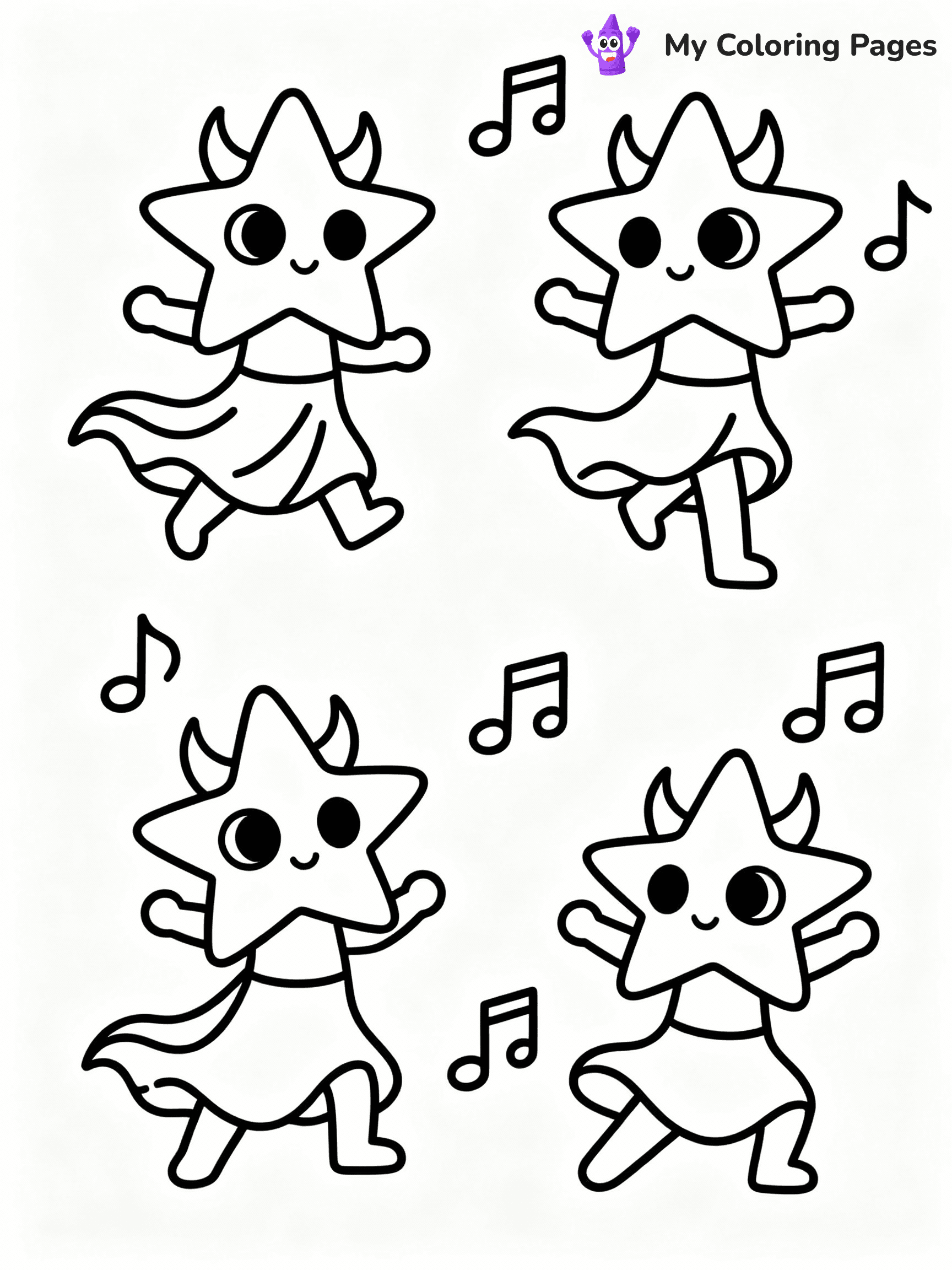 ⚠️ CRITICAL REQUIREMENT - ABSOLUTE BLACK AND WHITE ONLY ⚠️
This MUST be a BLACK AND WHITE line drawing ONLY. NO COLORS whatsoever.
- ONLY pure black lines (#000000) on pure white background (#FFFFFF)
- ABSOLUTELY NO colors, NO shading, NO gradients, NO grayscale
- If there are ANY colors in the output, the image is REJECTED
- This is a COLORING PAGE - meant to be COLORED IN by children
- The output must be UNCOLORED line art ready for coloring
⚠️ SUBJECT TO DRAW: Kpop Demon Stars
(REMEMBER: Output must be BLACK AND WHITE line art only, NOT colored!)
# COLORING PAGE: BLACK OUTLINES ONLY - WHITE BACKGROUND MANDATORY
Create a **coloring book page** using EXACTLY two values: black lines, white space.
## NON-NEGOTIABLE BINARY RULES
- **ONLY #000000 (black) and #FFFFFF (white)** - NO other values exist
- **EVERY PIXEL = BLACK OR WHITE** - no gray/shading/antialiasing
- **WHITE BACKGROUND MANDATORY** - entire canvas stays white
- **ALL SHAPES HOLLOW** - everything is empty outlines waiting to be colored
- **FORBIDDEN:** fills, shading, gradients, patterns, textures, colors
- **NO SOLID REGIONS** - if it's not a thin line, it's wrong
## Universal Line Standards
- Black outlines ONLY - thin, uniform weight
- Every shape completely empty inside
- Closed contours suitable for coloring
- Simple flat illustration - zero depth/3D/realism
- **Style:** Whimsical Doodle Art Alley - rounded, friendly outlines (unless specified)
## Everything = Outline Only
- Characters/animals: hollow shapes
- Objects/clothing: empty contours
- Backgrounds/scenery: line work only
- Natural elements: outlined forms
- Dark/night areas: don't exist (use outlined symbols)
- Textures/patterns: convert to simple lines
## The Test
Can a child color EVERY white space with crayons? If any area is pre-filled/shaded/gray or colored in, it FAILS. Every shape must be waiting to receive color.
**FINAL OUTPUT**: Binary coloring page. Black lines define shapes. White spaces ready for coloring. Nothing else exists. No exceptions. Print-ready.
⚠️ FINAL REMINDER: Draw the subject "Kpop Demon Stars" as BLACK AND WHITE line art. Zero colors in output.