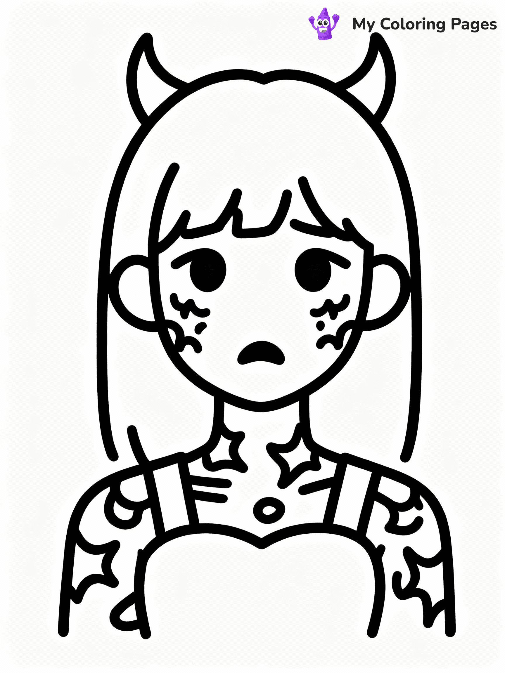 ⚠️ CRITICAL REQUIREMENT - ABSOLUTE BLACK AND WHITE ONLY ⚠️
This MUST be a BLACK AND WHITE line drawing ONLY. NO COLORS whatsoever.
- ONLY pure black lines (#000000) on pure white background (#FFFFFF)
- ABSOLUTELY NO colors, NO shading, NO gradients, NO grayscale
- If there are ANY colors in the output, the image is REJECTED
- This is a COLORING PAGE - meant to be COLORED IN by children
- The output must be UNCOLORED line art ready for coloring
⚠️ SUBJECT TO DRAW: Female K-pop leader with demon patterns on skin, concerned expression
(REMEMBER: Output must be BLACK AND WHITE line art only, NOT colored!)
# COLORING PAGE: BLACK OUTLINES ONLY - WHITE BACKGROUND MANDATORY
Create a **coloring book page** using EXACTLY two values: black lines, white space.
## NON-NEGOTIABLE BINARY RULES
- **ONLY #000000 (black) and #FFFFFF (white)** - NO other values exist
- **EVERY PIXEL = BLACK OR WHITE** - no gray/shading/antialiasing
- **WHITE BACKGROUND MANDATORY** - entire canvas stays white
- **ALL SHAPES HOLLOW** - everything is empty outlines waiting to be colored
- **FORBIDDEN:** fills, shading, gradients, patterns, textures, colors
- **NO SOLID REGIONS** - if it's not a thin line, it's wrong
## Universal Line Standards
- Black outlines ONLY - thin, uniform weight
- Every shape completely empty inside
- Closed contours suitable for coloring
- Simple flat illustration - zero depth/3D/realism
- **Style:** Whimsical Doodle Art Alley - rounded, friendly outlines (unless specified)
## Everything = Outline Only
- Characters/animals: hollow shapes
- Objects/clothing: empty contours
- Backgrounds/scenery: line work only
- Natural elements: outlined forms
- Dark/night areas: don't exist (use outlined symbols)
- Textures/patterns: convert to simple lines
## The Test
Can a child color EVERY white space with crayons? If any area is pre-filled/shaded/gray or colored in, it FAILS. Every shape must be waiting to receive color.
**FINAL OUTPUT**: Binary coloring page. Black lines define shapes. White spaces ready for coloring. Nothing else exists. No exceptions. Print-ready.
⚠️ FINAL REMINDER: Draw the subject "Female K-pop leader with demon patterns on skin, concerned expression" as BLACK AND WHITE line art. Zero colors in output.