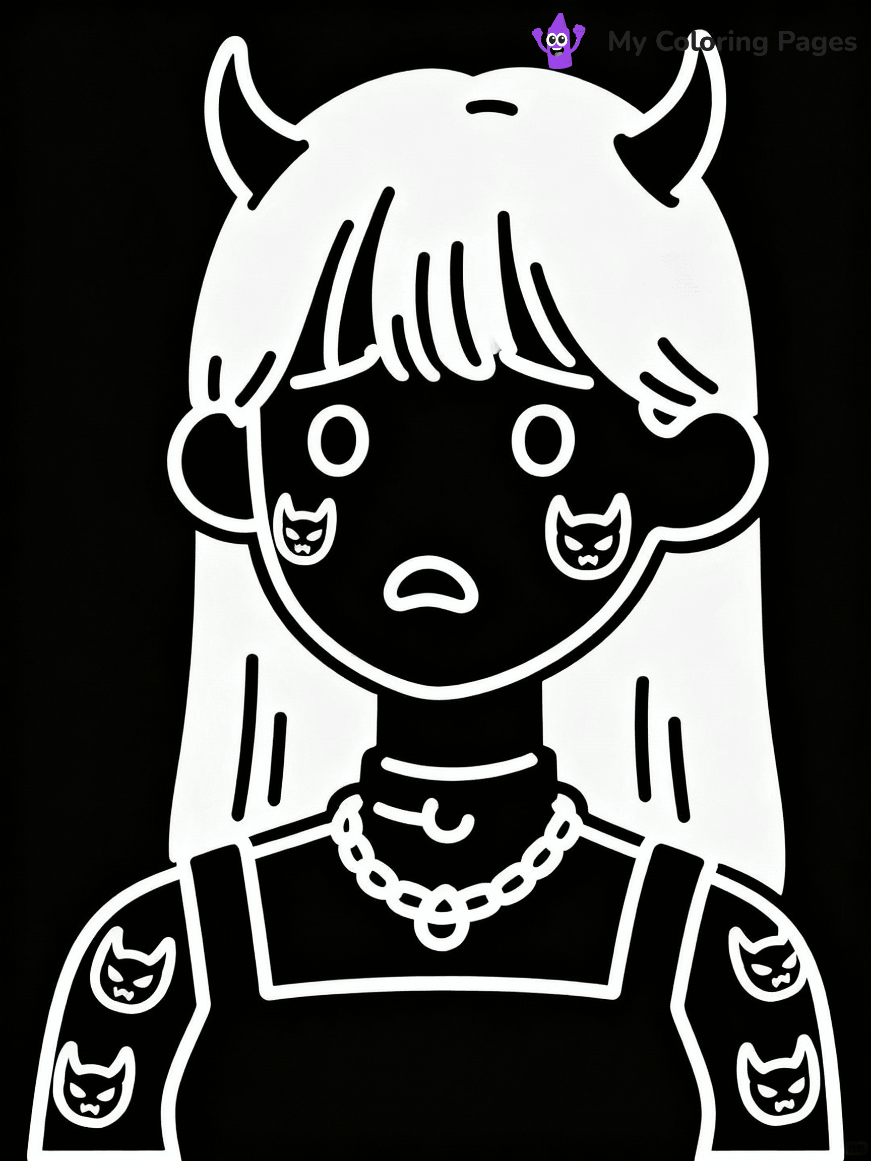 ⚠️ CRITICAL REQUIREMENT - ABSOLUTE BLACK AND WHITE ONLY ⚠️
This MUST be a BLACK AND WHITE line drawing ONLY. NO COLORS whatsoever.
- ONLY pure black lines (#000000) on pure white background (#FFFFFF)
- ABSOLUTELY NO colors, NO shading, NO gradients, NO grayscale
- If there are ANY colors in the output, the image is REJECTED
- This is a COLORING PAGE - meant to be COLORED IN by children
- The output must be UNCOLORED line art ready for coloring
⚠️ SUBJECT TO DRAW: Female K-pop leader with demon patterns on skin, concerned expression
(REMEMBER: Output must be BLACK AND WHITE line art only, NOT colored!)
# COLORING PAGE: BLACK OUTLINES ONLY - WHITE BACKGROUND MANDATORY
Create a **coloring book page** using EXACTLY two values: black lines, white space.
## NON-NEGOTIABLE BINARY RULES
- **ONLY #000000 (black) and #FFFFFF (white)** - NO other values exist
- **EVERY PIXEL = BLACK OR WHITE** - no gray/shading/antialiasing
- **WHITE BACKGROUND MANDATORY** - entire canvas stays white
- **ALL SHAPES HOLLOW** - everything is empty outlines waiting to be colored
- **FORBIDDEN:** fills, shading, gradients, patterns, textures, colors
- **NO SOLID REGIONS** - if it's not a thin line, it's wrong
## Universal Line Standards
- Black outlines ONLY - thin, uniform weight
- Every shape completely empty inside
- Closed contours suitable for coloring
- Simple flat illustration - zero depth/3D/realism
- **Style:** Whimsical Doodle Art Alley - rounded, friendly outlines (unless specified)
## Everything = Outline Only
- Characters/animals: hollow shapes
- Objects/clothing: empty contours
- Backgrounds/scenery: line work only
- Natural elements: outlined forms
- Dark/night areas: don't exist (use outlined symbols)
- Textures/patterns: convert to simple lines
## The Test
Can a child color EVERY white space with crayons? If any area is pre-filled/shaded/gray or colored in, it FAILS. Every shape must be waiting to receive color.
**FINAL OUTPUT**: Binary coloring page. Black lines define shapes. White spaces ready for coloring. Nothing else exists. No exceptions. Print-ready.
⚠️ FINAL REMINDER: Draw the subject "Female K-pop leader with demon patterns on skin, concerned expression" as BLACK AND WHITE line art. Zero colors in output.
