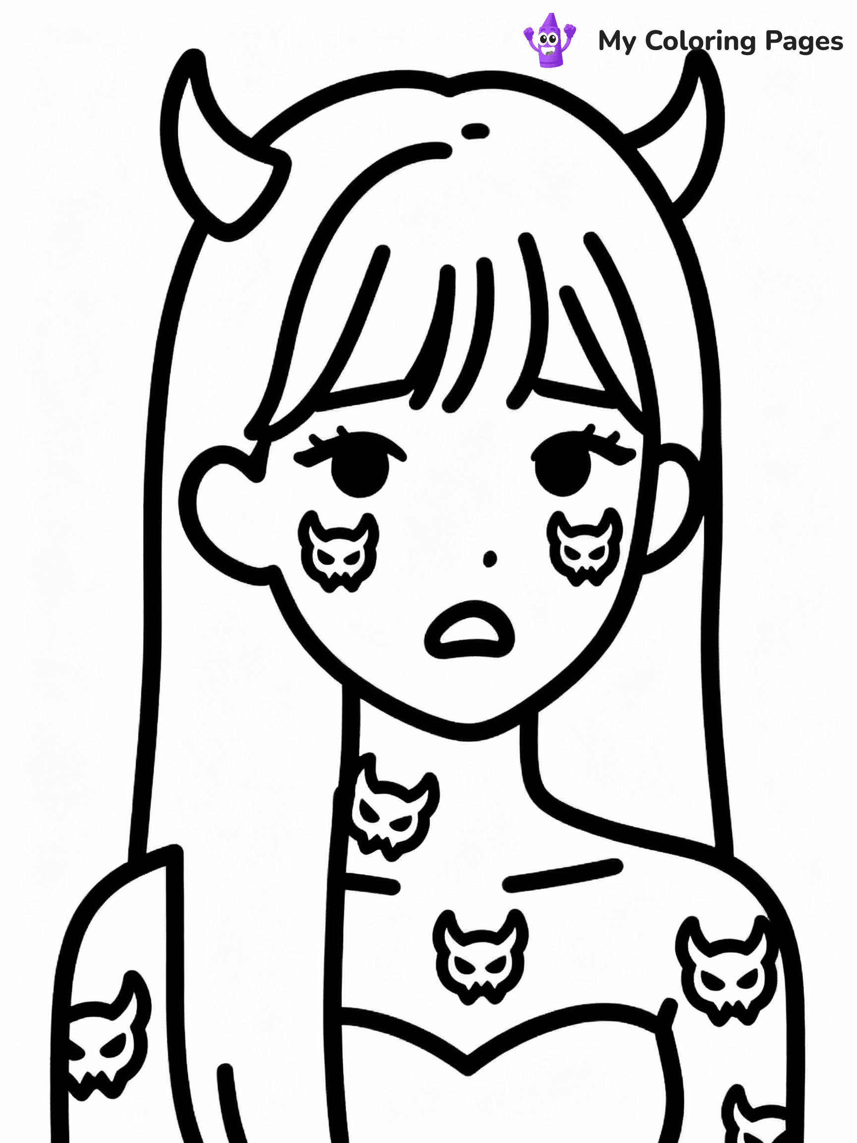 ⚠️ CRITICAL REQUIREMENT - ABSOLUTE BLACK AND WHITE ONLY ⚠️
This MUST be a BLACK AND WHITE line drawing ONLY. NO COLORS whatsoever.
- ONLY pure black lines (#000000) on pure white background (#FFFFFF)
- ABSOLUTELY NO colors, NO shading, NO gradients, NO grayscale
- If there are ANY colors in the output, the image is REJECTED
- This is a COLORING PAGE - meant to be COLORED IN by children
- The output must be UNCOLORED line art ready for coloring
⚠️ SUBJECT TO DRAW: Female K-pop leader with demon patterns on skin, concerned expression
(REMEMBER: Output must be BLACK AND WHITE line art only, NOT colored!)
# COLORING PAGE: BLACK OUTLINES ONLY - WHITE BACKGROUND MANDATORY
Create a **coloring book page** using EXACTLY two values: black lines, white space.
## NON-NEGOTIABLE BINARY RULES
- **ONLY #000000 (black) and #FFFFFF (white)** - NO other values exist
- **EVERY PIXEL = BLACK OR WHITE** - no gray/shading/antialiasing
- **WHITE BACKGROUND MANDATORY** - entire canvas stays white
- **ALL SHAPES HOLLOW** - everything is empty outlines waiting to be colored
- **FORBIDDEN:** fills, shading, gradients, patterns, textures, colors
- **NO SOLID REGIONS** - if it's not a thin line, it's wrong
## Universal Line Standards
- Black outlines ONLY - thin, uniform weight
- Every shape completely empty inside
- Closed contours suitable for coloring
- Simple flat illustration - zero depth/3D/realism
- **Style:** Whimsical Doodle Art Alley - rounded, friendly outlines (unless specified)
## Everything = Outline Only
- Characters/animals: hollow shapes
- Objects/clothing: empty contours
- Backgrounds/scenery: line work only
- Natural elements: outlined forms
- Dark/night areas: don't exist (use outlined symbols)
- Textures/patterns: convert to simple lines
## The Test
Can a child color EVERY white space with crayons? If any area is pre-filled/shaded/gray or colored in, it FAILS. Every shape must be waiting to receive color.
**FINAL OUTPUT**: Binary coloring page. Black lines define shapes. White spaces ready for coloring. Nothing else exists. No exceptions. Print-ready.
⚠️ FINAL REMINDER: Draw the subject "Female K-pop leader with demon patterns on skin, concerned expression" as BLACK AND WHITE line art. Zero colors in output.