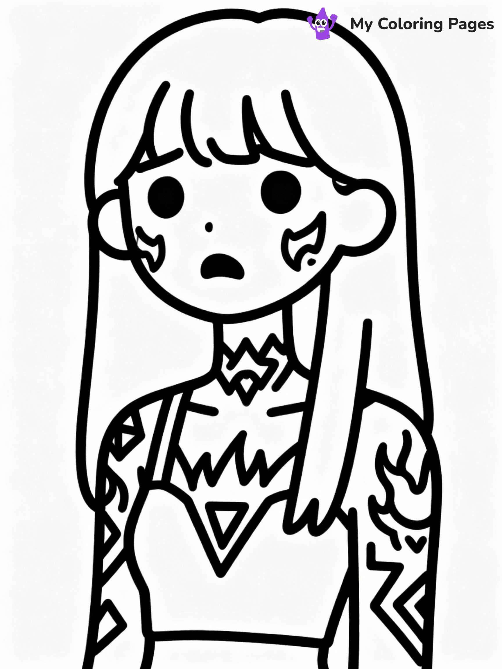 ⚠️ CRITICAL REQUIREMENT - ABSOLUTE BLACK AND WHITE ONLY ⚠️
This MUST be a BLACK AND WHITE line drawing ONLY. NO COLORS whatsoever.
- ONLY pure black lines (#000000) on pure white background (#FFFFFF)
- ABSOLUTELY NO colors, NO shading, NO gradients, NO grayscale
- If there are ANY colors in the output, the image is REJECTED
- This is a COLORING PAGE - meant to be COLORED IN by children
- The output must be UNCOLORED line art ready for coloring
⚠️ SUBJECT TO DRAW: Female K-pop leader with demon patterns on skin, concerned expression
(REMEMBER: Output must be BLACK AND WHITE line art only, NOT colored!)
# COLORING PAGE: BLACK OUTLINES ONLY - WHITE BACKGROUND MANDATORY
Create a **coloring book page** using EXACTLY two values: black lines, white space.
## NON-NEGOTIABLE BINARY RULES
- **ONLY #000000 (black) and #FFFFFF (white)** - NO other values exist
- **EVERY PIXEL = BLACK OR WHITE** - no gray/shading/antialiasing
- **WHITE BACKGROUND MANDATORY** - entire canvas stays white
- **ALL SHAPES HOLLOW** - everything is empty outlines waiting to be colored
- **FORBIDDEN:** fills, shading, gradients, patterns, textures, colors
- **NO SOLID REGIONS** - if it's not a thin line, it's wrong
## Universal Line Standards
- Black outlines ONLY - thin, uniform weight
- Every shape completely empty inside
- Closed contours suitable for coloring
- Simple flat illustration - zero depth/3D/realism
- **Style:** Whimsical Doodle Art Alley - rounded, friendly outlines (unless specified)
## Everything = Outline Only
- Characters/animals: hollow shapes
- Objects/clothing: empty contours
- Backgrounds/scenery: line work only
- Natural elements: outlined forms
- Dark/night areas: don't exist (use outlined symbols)
- Textures/patterns: convert to simple lines
## The Test
Can a child color EVERY white space with crayons? If any area is pre-filled/shaded/gray or colored in, it FAILS. Every shape must be waiting to receive color.
**FINAL OUTPUT**: Binary coloring page. Black lines define shapes. White spaces ready for coloring. Nothing else exists. No exceptions. Print-ready.
⚠️ FINAL REMINDER: Draw the subject "Female K-pop leader with demon patterns on skin, concerned expression" as BLACK AND WHITE line art. Zero colors in output.