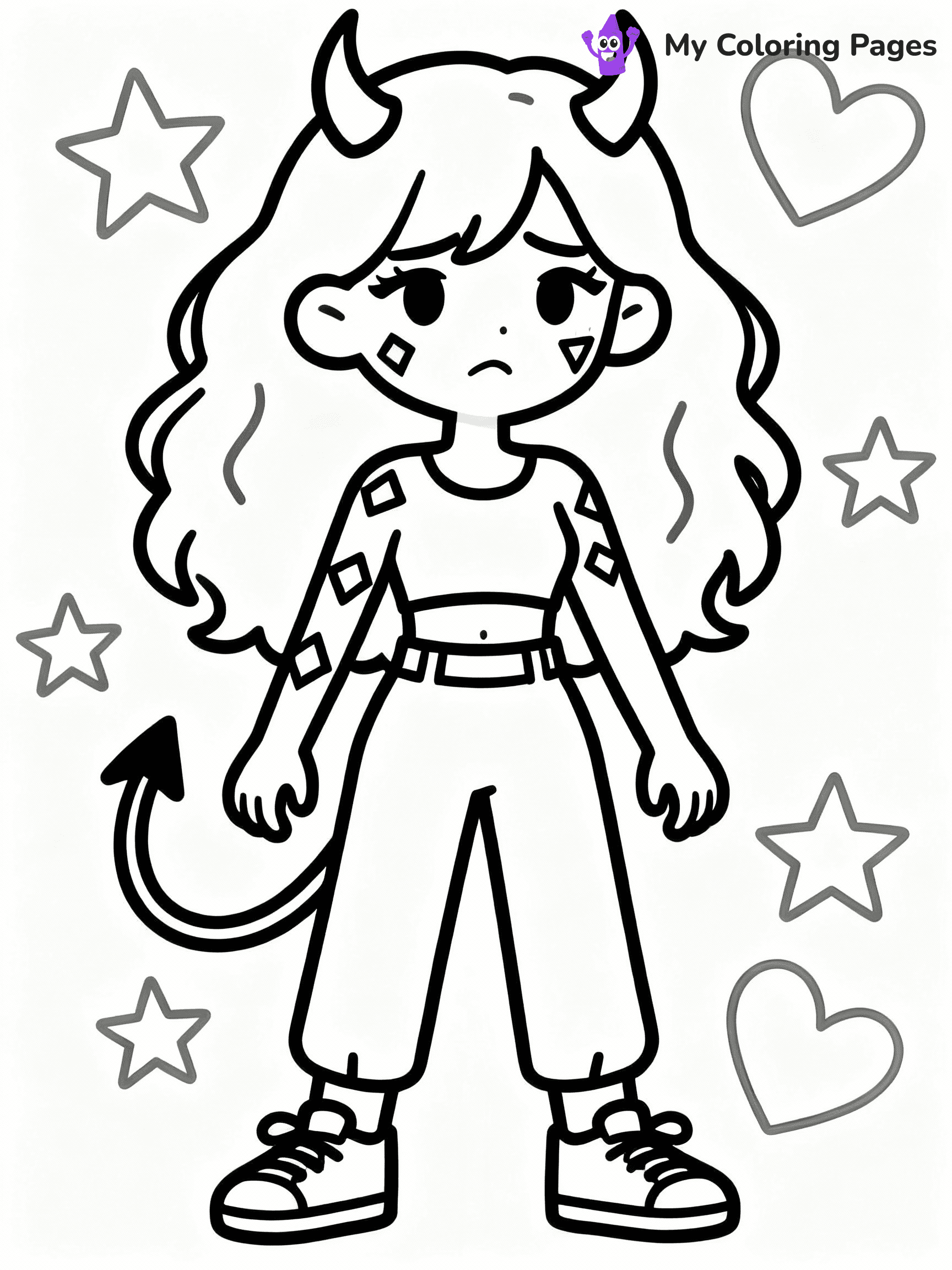 ⚠️ CRITICAL REQUIREMENT - ABSOLUTE BLACK AND WHITE ONLY ⚠️
This MUST be a BLACK AND WHITE line drawing ONLY. NO COLORS whatsoever.
- ONLY pure black lines (#000000) on pure white background (#FFFFFF)
- ABSOLUTELY NO colors, NO shading, NO gradients, NO grayscale
- If there are ANY colors in the output, the image is REJECTED
- This is a COLORING PAGE - meant to be COLORED IN by children
- The output must be UNCOLORED line art ready for coloring
⚠️ SUBJECT TO DRAW: Female K-pop leader with demon patterns on skin, concerned expression
(REMEMBER: Output must be BLACK AND WHITE line art only, NOT colored!)
# COLORING PAGE: BLACK OUTLINES ONLY - WHITE BACKGROUND MANDATORY
Create a **coloring book page** using EXACTLY two values: black lines, white space.
## NON-NEGOTIABLE BINARY RULES
- **ONLY #000000 (black) and #FFFFFF (white)** - NO other values exist
- **EVERY PIXEL = BLACK OR WHITE** - no gray/shading/antialiasing
- **WHITE BACKGROUND MANDATORY** - entire canvas stays white
- **ALL SHAPES HOLLOW** - everything is empty outlines waiting to be colored
- **FORBIDDEN:** fills, shading, gradients, patterns, textures, colors
- **NO SOLID REGIONS** - if it's not a thin line, it's wrong
## Universal Line Standards
- Black outlines ONLY - thin, uniform weight
- Every shape completely empty inside
- Closed contours suitable for coloring
- Simple flat illustration - zero depth/3D/realism
- **Style:** Whimsical Doodle Art Alley - rounded, friendly outlines (unless specified)
## Everything = Outline Only
- Characters/animals: hollow shapes
- Objects/clothing: empty contours
- Backgrounds/scenery: line work only
- Natural elements: outlined forms
- Dark/night areas: don't exist (use outlined symbols)
- Textures/patterns: convert to simple lines
## The Test
Can a child color EVERY white space with crayons? If any area is pre-filled/shaded/gray or colored in, it FAILS. Every shape must be waiting to receive color.
**FINAL OUTPUT**: Binary coloring page. Black lines define shapes. White spaces ready for coloring. Nothing else exists. No exceptions. Print-ready.
⚠️ FINAL REMINDER: Draw the subject "Female K-pop leader with demon patterns on skin, concerned expression" as BLACK AND WHITE line art. Zero colors in output.