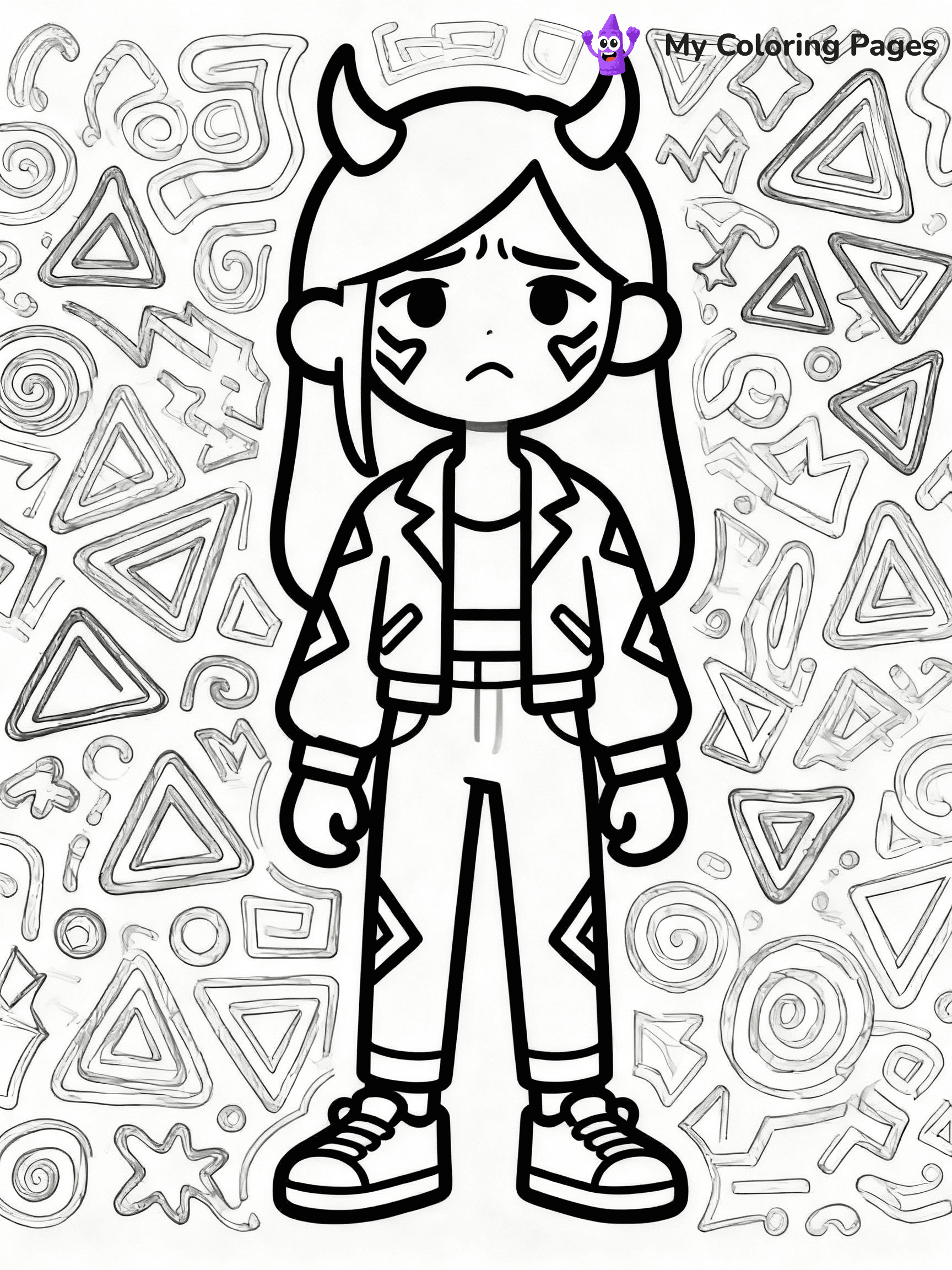 ⚠️ CRITICAL REQUIREMENT - ABSOLUTE BLACK AND WHITE ONLY ⚠️
This MUST be a BLACK AND WHITE line drawing ONLY. NO COLORS whatsoever.
- ONLY pure black lines (#000000) on pure white background (#FFFFFF)
- ABSOLUTELY NO colors, NO shading, NO gradients, NO grayscale
- If there are ANY colors in the output, the image is REJECTED
- This is a COLORING PAGE - meant to be COLORED IN by children
- The output must be UNCOLORED line art ready for coloring
⚠️ SUBJECT TO DRAW: Female K-pop leader with demon patterns on skin, concerned expression
(REMEMBER: Output must be BLACK AND WHITE line art only, NOT colored!)
# COLORING PAGE: BLACK OUTLINES ONLY - WHITE BACKGROUND MANDATORY
Create a **coloring book page** using EXACTLY two values: black lines, white space.
## NON-NEGOTIABLE BINARY RULES
- **ONLY #000000 (black) and #FFFFFF (white)** - NO other values exist
- **EVERY PIXEL = BLACK OR WHITE** - no gray/shading/antialiasing
- **WHITE BACKGROUND MANDATORY** - entire canvas stays white
- **ALL SHAPES HOLLOW** - everything is empty outlines waiting to be colored
- **FORBIDDEN:** fills, shading, gradients, patterns, textures, colors
- **NO SOLID REGIONS** - if it's not a thin line, it's wrong
## Universal Line Standards
- Black outlines ONLY - thin, uniform weight
- Every shape completely empty inside
- Closed contours suitable for coloring
- Simple flat illustration - zero depth/3D/realism
- **Style:** Whimsical Doodle Art Alley - rounded, friendly outlines (unless specified)
## Everything = Outline Only
- Characters/animals: hollow shapes
- Objects/clothing: empty contours
- Backgrounds/scenery: line work only
- Natural elements: outlined forms
- Dark/night areas: don't exist (use outlined symbols)
- Textures/patterns: convert to simple lines
## The Test
Can a child color EVERY white space with crayons? If any area is pre-filled/shaded/gray or colored in, it FAILS. Every shape must be waiting to receive color.
**FINAL OUTPUT**: Binary coloring page. Black lines define shapes. White spaces ready for coloring. Nothing else exists. No exceptions. Print-ready.
⚠️ FINAL REMINDER: Draw the subject "Female K-pop leader with demon patterns on skin, concerned expression" as BLACK AND WHITE line art. Zero colors in output.