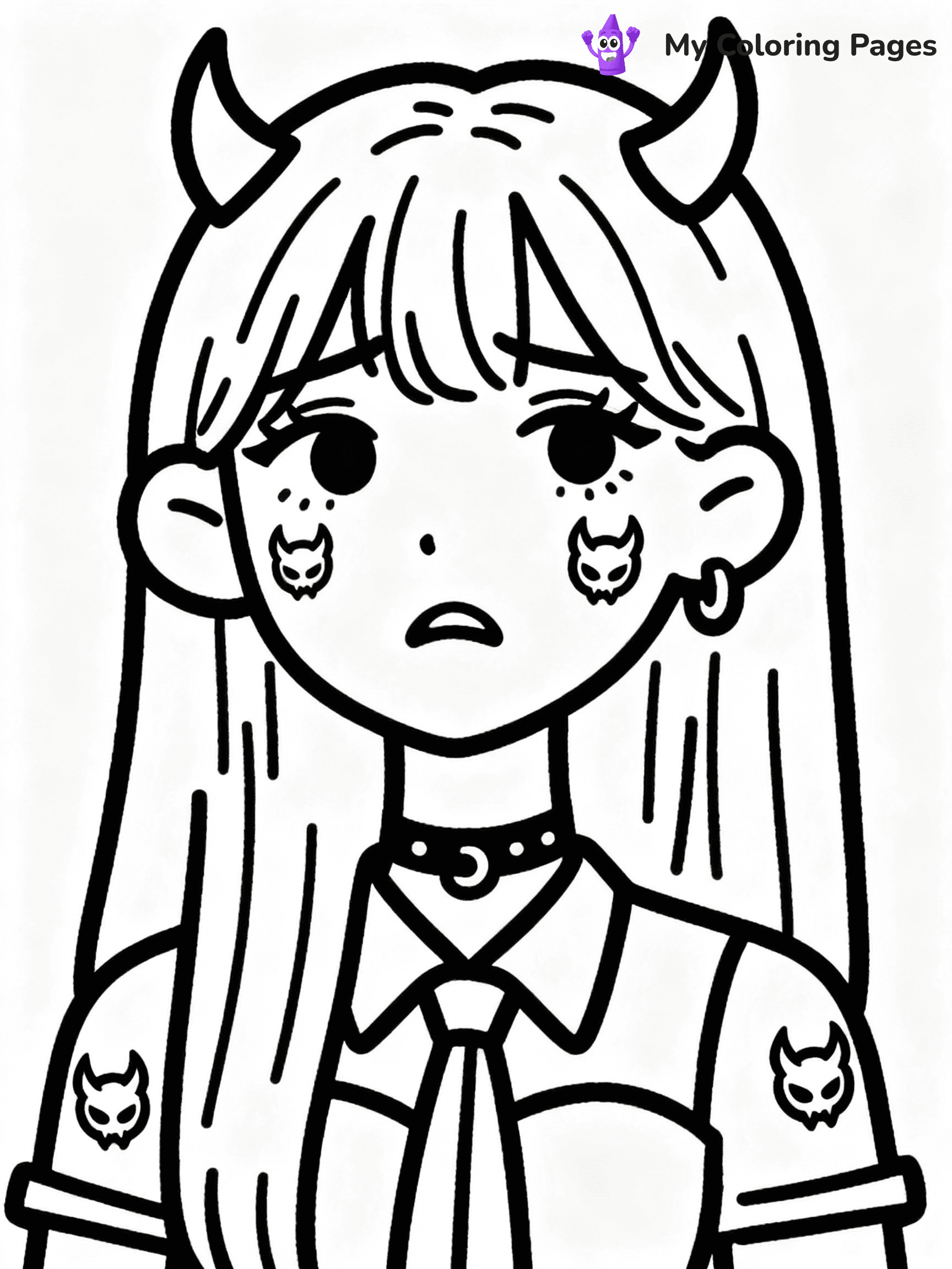 ⚠️ CRITICAL REQUIREMENT - ABSOLUTE BLACK AND WHITE ONLY ⚠️
This MUST be a BLACK AND WHITE line drawing ONLY. NO COLORS whatsoever.
- ONLY pure black lines (#000000) on pure white background (#FFFFFF)
- ABSOLUTELY NO colors, NO shading, NO gradients, NO grayscale
- If there are ANY colors in the output, the image is REJECTED
- This is a COLORING PAGE - meant to be COLORED IN by children
- The output must be UNCOLORED line art ready for coloring
⚠️ SUBJECT TO DRAW: Female K-pop leader with demon patterns on skin, concerned expression
(REMEMBER: Output must be BLACK AND WHITE line art only, NOT colored!)
# COLORING PAGE: BLACK OUTLINES ONLY - WHITE BACKGROUND MANDATORY
Create a **coloring book page** using EXACTLY two values: black lines, white space.
## NON-NEGOTIABLE BINARY RULES
- **ONLY #000000 (black) and #FFFFFF (white)** - NO other values exist
- **EVERY PIXEL = BLACK OR WHITE** - no gray/shading/antialiasing
- **WHITE BACKGROUND MANDATORY** - entire canvas stays white
- **ALL SHAPES HOLLOW** - everything is empty outlines waiting to be colored
- **FORBIDDEN:** fills, shading, gradients, patterns, textures, colors
- **NO SOLID REGIONS** - if it's not a thin line, it's wrong
## Universal Line Standards
- Black outlines ONLY - thin, uniform weight
- Every shape completely empty inside
- Closed contours suitable for coloring
- Simple flat illustration - zero depth/3D/realism
- **Style:** Whimsical Doodle Art Alley - rounded, friendly outlines (unless specified)
## Everything = Outline Only
- Characters/animals: hollow shapes
- Objects/clothing: empty contours
- Backgrounds/scenery: line work only
- Natural elements: outlined forms
- Dark/night areas: don't exist (use outlined symbols)
- Textures/patterns: convert to simple lines
## The Test
Can a child color EVERY white space with crayons? If any area is pre-filled/shaded/gray or colored in, it FAILS. Every shape must be waiting to receive color.
**FINAL OUTPUT**: Binary coloring page. Black lines define shapes. White spaces ready for coloring. Nothing else exists. No exceptions. Print-ready.
⚠️ FINAL REMINDER: Draw the subject "Female K-pop leader with demon patterns on skin, concerned expression" as BLACK AND WHITE line art. Zero colors in output.