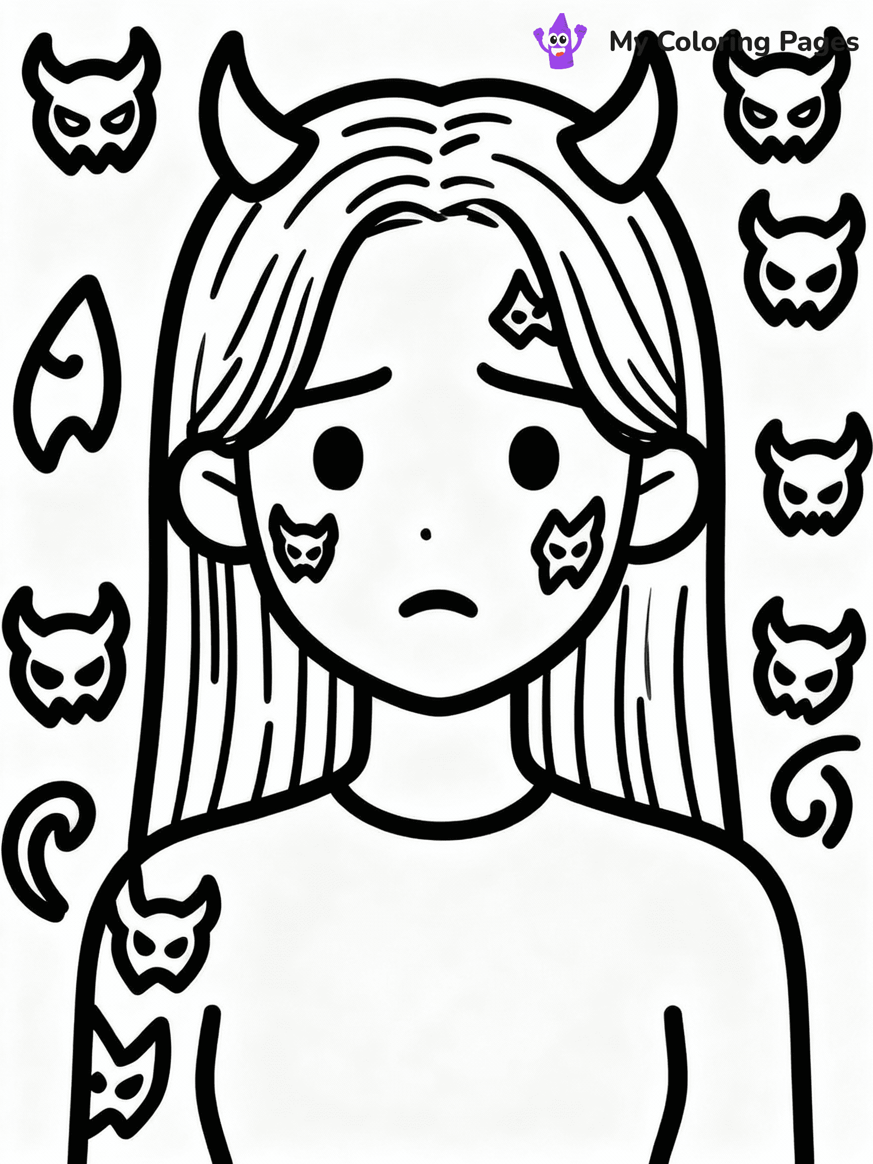 ⚠️ CRITICAL REQUIREMENT - ABSOLUTE BLACK AND WHITE ONLY ⚠️
This MUST be a BLACK AND WHITE line drawing ONLY. NO COLORS whatsoever.
- ONLY pure black lines (#000000) on pure white background (#FFFFFF)
- ABSOLUTELY NO colors, NO shading, NO gradients, NO grayscale
- If there are ANY colors in the output, the image is REJECTED
- This is a COLORING PAGE - meant to be COLORED IN by children
- The output must be UNCOLORED line art ready for coloring
⚠️ SUBJECT TO DRAW: Female K-pop leader with demon patterns on skin, concerned expression
(REMEMBER: Output must be BLACK AND WHITE line art only, NOT colored!)
# COLORING PAGE: BLACK OUTLINES ONLY - WHITE BACKGROUND MANDATORY
Create a **coloring book page** using EXACTLY two values: black lines, white space.
## NON-NEGOTIABLE BINARY RULES
- **ONLY #000000 (black) and #FFFFFF (white)** - NO other values exist
- **EVERY PIXEL = BLACK OR WHITE** - no gray/shading/antialiasing
- **WHITE BACKGROUND MANDATORY** - entire canvas stays white
- **ALL SHAPES HOLLOW** - everything is empty outlines waiting to be colored
- **FORBIDDEN:** fills, shading, gradients, patterns, textures, colors
- **NO SOLID REGIONS** - if it's not a thin line, it's wrong
## Universal Line Standards
- Black outlines ONLY - thin, uniform weight
- Every shape completely empty inside
- Closed contours suitable for coloring
- Simple flat illustration - zero depth/3D/realism
- **Style:** Whimsical Doodle Art Alley - rounded, friendly outlines (unless specified)
## Everything = Outline Only
- Characters/animals: hollow shapes
- Objects/clothing: empty contours
- Backgrounds/scenery: line work only
- Natural elements: outlined forms
- Dark/night areas: don't exist (use outlined symbols)
- Textures/patterns: convert to simple lines
## The Test
Can a child color EVERY white space with crayons? If any area is pre-filled/shaded/gray or colored in, it FAILS. Every shape must be waiting to receive color.
**FINAL OUTPUT**: Binary coloring page. Black lines define shapes. White spaces ready for coloring. Nothing else exists. No exceptions. Print-ready.
⚠️ FINAL REMINDER: Draw the subject "Female K-pop leader with demon patterns on skin, concerned expression" as BLACK AND WHITE line art. Zero colors in output.
