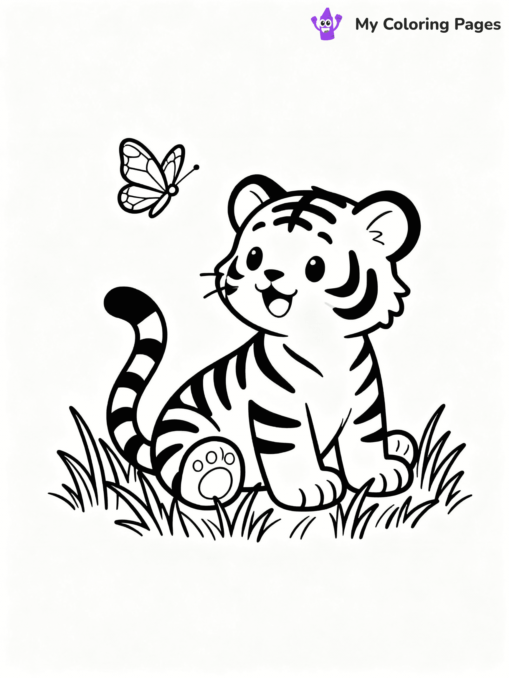 ⚠️ CRITICAL REQUIREMENT - ABSOLUTE BLACK AND WHITE ONLY ⚠️
This MUST be a BLACK AND WHITE line drawing ONLY. NO COLORS whatsoever.
- ONLY pure black lines (#000000) on pure white background (#FFFFFF)
- ABSOLUTELY NO colors, NO shading, NO gradients, NO grayscale
- If there are ANY colors in the output, the image is REJECTED
- This is a COLORING PAGE - meant to be COLORED IN by children
- The output must be UNCOLORED line art ready for coloring
⚠️ SUBJECT TO DRAW: Cute baby tiger in a playful pose, sitting on grass, with a butterfly fluttering nearby, realistic style
(REMEMBER: Output must be BLACK AND WHITE line art only, NOT colored!)
# COLORING PAGE: BLACK OUTLINES ONLY - WHITE BACKGROUND MANDATORY
Create a **coloring book page** using EXACTLY two values: black lines, white space.
## NON-NEGOTIABLE BINARY RULES
- **ONLY #000000 (black) and #FFFFFF (white)** - NO other values exist
- **EVERY PIXEL = BLACK OR WHITE** - no gray/shading/antialiasing
- **WHITE BACKGROUND MANDATORY** - entire canvas stays white
- **ALL SHAPES HOLLOW** - everything is empty outlines waiting to be colored
- **FORBIDDEN:** fills, shading, gradients, patterns, textures, colors
- **NO SOLID REGIONS** - if it's not a thin line, it's wrong
## Universal Line Standards
- Black outlines ONLY - thin, uniform weight
- Every shape completely empty inside
- Closed contours suitable for coloring
- Simple flat illustration - zero depth/3D/realism
- **Style:** Whimsical Doodle Art Alley - rounded, friendly outlines (unless specified)
## Everything = Outline Only
- Characters/animals: hollow shapes
- Objects/clothing: empty contours
- Backgrounds/scenery: line work only
- Natural elements: outlined forms
- Dark/night areas: don't exist (use outlined symbols)
- Textures/patterns: convert to simple lines
## The Test
Can a child color EVERY white space with crayons? If any area is pre-filled/shaded/gray or colored in, it FAILS. Every shape must be waiting to receive color.
**FINAL OUTPUT**: Binary coloring page. Black lines define shapes. White spaces ready for coloring. Nothing else exists. No exceptions. Print-ready.
⚠️ FINAL REMINDER: Draw the subject "Cute baby tiger in a playful pose, sitting on grass, with a butterfly fluttering nearby, realistic style" as BLACK AND WHITE line art. Zero colors in output.