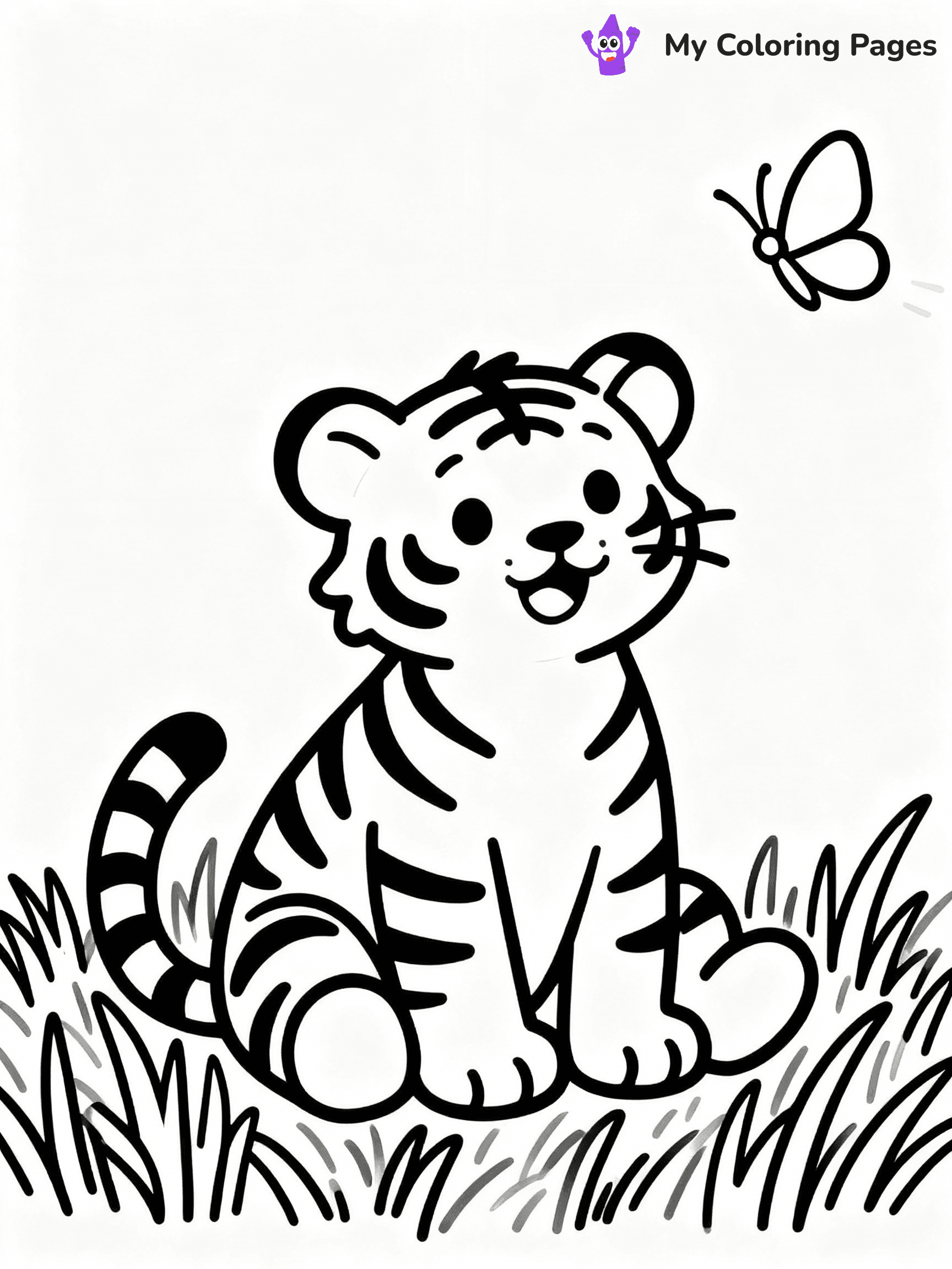 ⚠️ CRITICAL REQUIREMENT - ABSOLUTE BLACK AND WHITE ONLY ⚠️
This MUST be a BLACK AND WHITE line drawing ONLY. NO COLORS whatsoever.
- ONLY pure black lines (#000000) on pure white background (#FFFFFF)
- ABSOLUTELY NO colors, NO shading, NO gradients, NO grayscale
- If there are ANY colors in the output, the image is REJECTED
- This is a COLORING PAGE - meant to be COLORED IN by children
- The output must be UNCOLORED line art ready for coloring
⚠️ SUBJECT TO DRAW: Cute baby tiger in a playful pose, sitting on grass, with a butterfly fluttering nearby, realistic style
(REMEMBER: Output must be BLACK AND WHITE line art only, NOT colored!)
# COLORING PAGE: BLACK OUTLINES ONLY - WHITE BACKGROUND MANDATORY
Create a **coloring book page** using EXACTLY two values: black lines, white space.
## NON-NEGOTIABLE BINARY RULES
- **ONLY #000000 (black) and #FFFFFF (white)** - NO other values exist
- **EVERY PIXEL = BLACK OR WHITE** - no gray/shading/antialiasing
- **WHITE BACKGROUND MANDATORY** - entire canvas stays white
- **ALL SHAPES HOLLOW** - everything is empty outlines waiting to be colored
- **FORBIDDEN:** fills, shading, gradients, patterns, textures, colors
- **NO SOLID REGIONS** - if it's not a thin line, it's wrong
## Universal Line Standards
- Black outlines ONLY - thin, uniform weight
- Every shape completely empty inside
- Closed contours suitable for coloring
- Simple flat illustration - zero depth/3D/realism
- **Style:** Whimsical Doodle Art Alley - rounded, friendly outlines (unless specified)
## Everything = Outline Only
- Characters/animals: hollow shapes
- Objects/clothing: empty contours
- Backgrounds/scenery: line work only
- Natural elements: outlined forms
- Dark/night areas: don't exist (use outlined symbols)
- Textures/patterns: convert to simple lines
## The Test
Can a child color EVERY white space with crayons? If any area is pre-filled/shaded/gray or colored in, it FAILS. Every shape must be waiting to receive color.
**FINAL OUTPUT**: Binary coloring page. Black lines define shapes. White spaces ready for coloring. Nothing else exists. No exceptions. Print-ready.
⚠️ FINAL REMINDER: Draw the subject "Cute baby tiger in a playful pose, sitting on grass, with a butterfly fluttering nearby, realistic style" as BLACK AND WHITE line art. Zero colors in output.