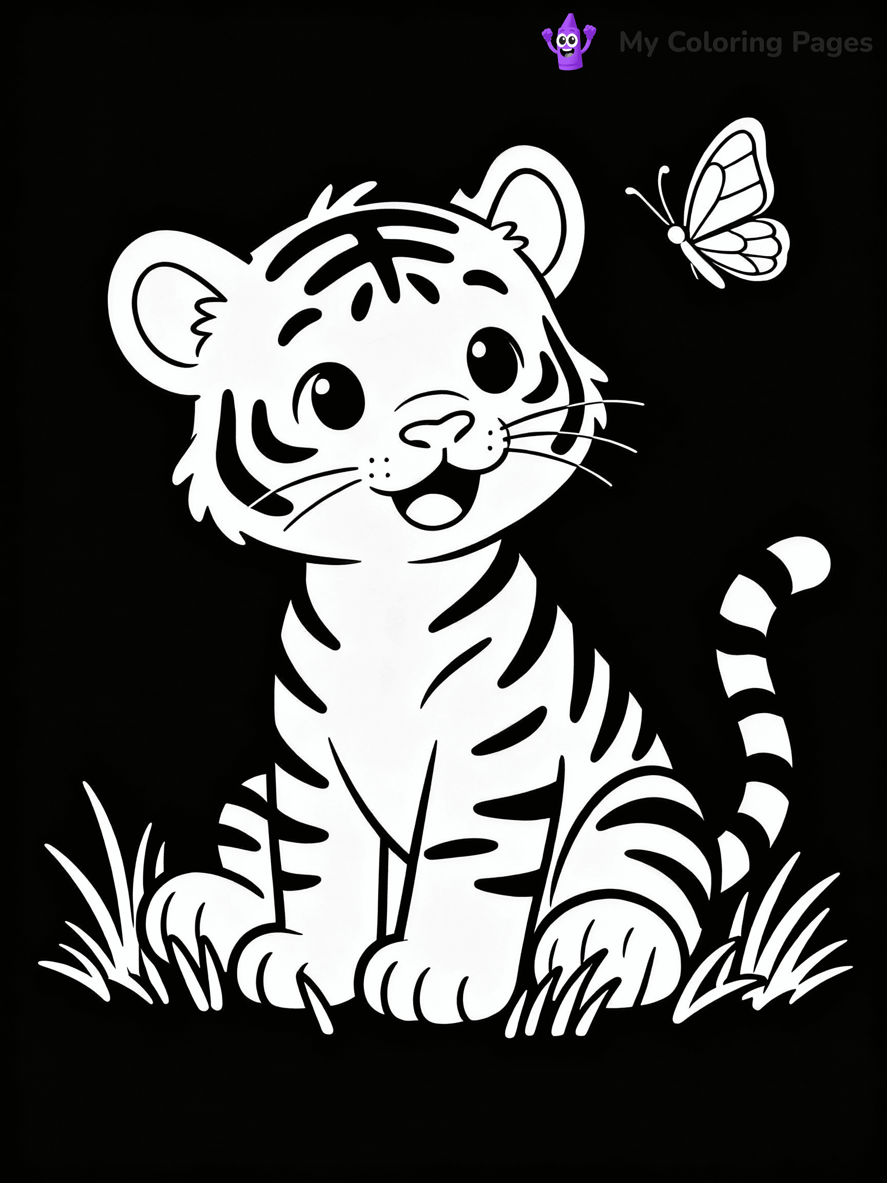 ⚠️ CRITICAL REQUIREMENT - ABSOLUTE BLACK AND WHITE ONLY ⚠️
This MUST be a BLACK AND WHITE line drawing ONLY. NO COLORS whatsoever.
- ONLY pure black lines (#000000) on pure white background (#FFFFFF)
- ABSOLUTELY NO colors, NO shading, NO gradients, NO grayscale
- If there are ANY colors in the output, the image is REJECTED
- This is a COLORING PAGE - meant to be COLORED IN by children
- The output must be UNCOLORED line art ready for coloring
⚠️ SUBJECT TO DRAW: Cute baby tiger in a playful pose, sitting on grass, with a butterfly fluttering nearby, realistic style
(REMEMBER: Output must be BLACK AND WHITE line art only, NOT colored!)
# COLORING PAGE: BLACK OUTLINES ONLY - WHITE BACKGROUND MANDATORY
Create a **coloring book page** using EXACTLY two values: black lines, white space.
## NON-NEGOTIABLE BINARY RULES
- **ONLY #000000 (black) and #FFFFFF (white)** - NO other values exist
- **EVERY PIXEL = BLACK OR WHITE** - no gray/shading/antialiasing
- **WHITE BACKGROUND MANDATORY** - entire canvas stays white
- **ALL SHAPES HOLLOW** - everything is empty outlines waiting to be colored
- **FORBIDDEN:** fills, shading, gradients, patterns, textures, colors
- **NO SOLID REGIONS** - if it's not a thin line, it's wrong
## Universal Line Standards
- Black outlines ONLY - thin, uniform weight
- Every shape completely empty inside
- Closed contours suitable for coloring
- Simple flat illustration - zero depth/3D/realism
- **Style:** Whimsical Doodle Art Alley - rounded, friendly outlines (unless specified)
## Everything = Outline Only
- Characters/animals: hollow shapes
- Objects/clothing: empty contours
- Backgrounds/scenery: line work only
- Natural elements: outlined forms
- Dark/night areas: don't exist (use outlined symbols)
- Textures/patterns: convert to simple lines
## The Test
Can a child color EVERY white space with crayons? If any area is pre-filled/shaded/gray or colored in, it FAILS. Every shape must be waiting to receive color.
**FINAL OUTPUT**: Binary coloring page. Black lines define shapes. White spaces ready for coloring. Nothing else exists. No exceptions. Print-ready.
⚠️ FINAL REMINDER: Draw the subject "Cute baby tiger in a playful pose, sitting on grass, with a butterfly fluttering nearby, realistic style" as BLACK AND WHITE line art. Zero colors in output.