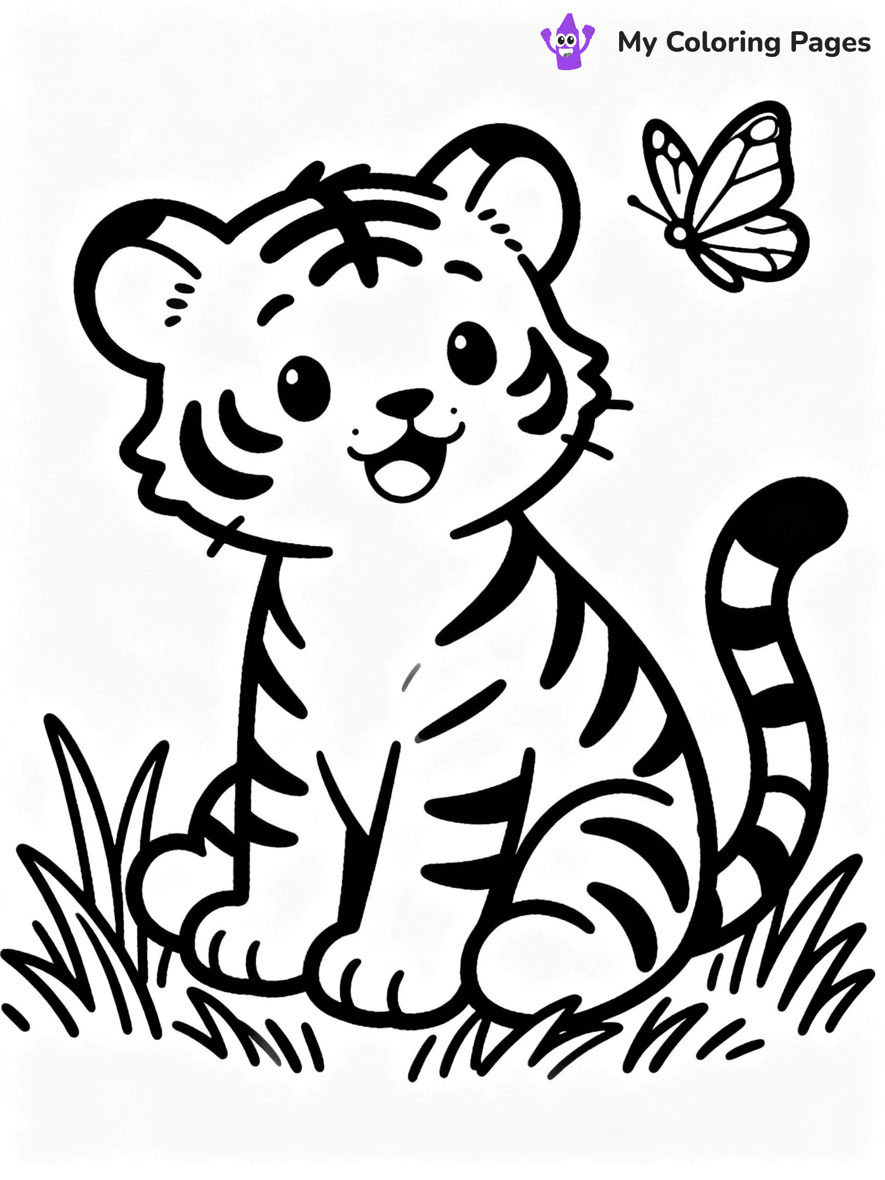 ⚠️ CRITICAL REQUIREMENT - ABSOLUTE BLACK AND WHITE ONLY ⚠️
This MUST be a BLACK AND WHITE line drawing ONLY. NO COLORS whatsoever.
- ONLY pure black lines (#000000) on pure white background (#FFFFFF)
- ABSOLUTELY NO colors, NO shading, NO gradients, NO grayscale
- If there are ANY colors in the output, the image is REJECTED
- This is a COLORING PAGE - meant to be COLORED IN by children
- The output must be UNCOLORED line art ready for coloring
⚠️ SUBJECT TO DRAW: Cute baby tiger in a playful pose, sitting on grass, with a butterfly fluttering nearby, realistic style
(REMEMBER: Output must be BLACK AND WHITE line art only, NOT colored!)
# COLORING PAGE: BLACK OUTLINES ONLY - WHITE BACKGROUND MANDATORY
Create a **coloring book page** using EXACTLY two values: black lines, white space.
## NON-NEGOTIABLE BINARY RULES
- **ONLY #000000 (black) and #FFFFFF (white)** - NO other values exist
- **EVERY PIXEL = BLACK OR WHITE** - no gray/shading/antialiasing
- **WHITE BACKGROUND MANDATORY** - entire canvas stays white
- **ALL SHAPES HOLLOW** - everything is empty outlines waiting to be colored
- **FORBIDDEN:** fills, shading, gradients, patterns, textures, colors
- **NO SOLID REGIONS** - if it's not a thin line, it's wrong
## Universal Line Standards
- Black outlines ONLY - thin, uniform weight
- Every shape completely empty inside
- Closed contours suitable for coloring
- Simple flat illustration - zero depth/3D/realism
- **Style:** Whimsical Doodle Art Alley - rounded, friendly outlines (unless specified)
## Everything = Outline Only
- Characters/animals: hollow shapes
- Objects/clothing: empty contours
- Backgrounds/scenery: line work only
- Natural elements: outlined forms
- Dark/night areas: don't exist (use outlined symbols)
- Textures/patterns: convert to simple lines
## The Test
Can a child color EVERY white space with crayons? If any area is pre-filled/shaded/gray or colored in, it FAILS. Every shape must be waiting to receive color.
**FINAL OUTPUT**: Binary coloring page. Black lines define shapes. White spaces ready for coloring. Nothing else exists. No exceptions. Print-ready.
⚠️ FINAL REMINDER: Draw the subject "Cute baby tiger in a playful pose, sitting on grass, with a butterfly fluttering nearby, realistic style" as BLACK AND WHITE line art. Zero colors in output.