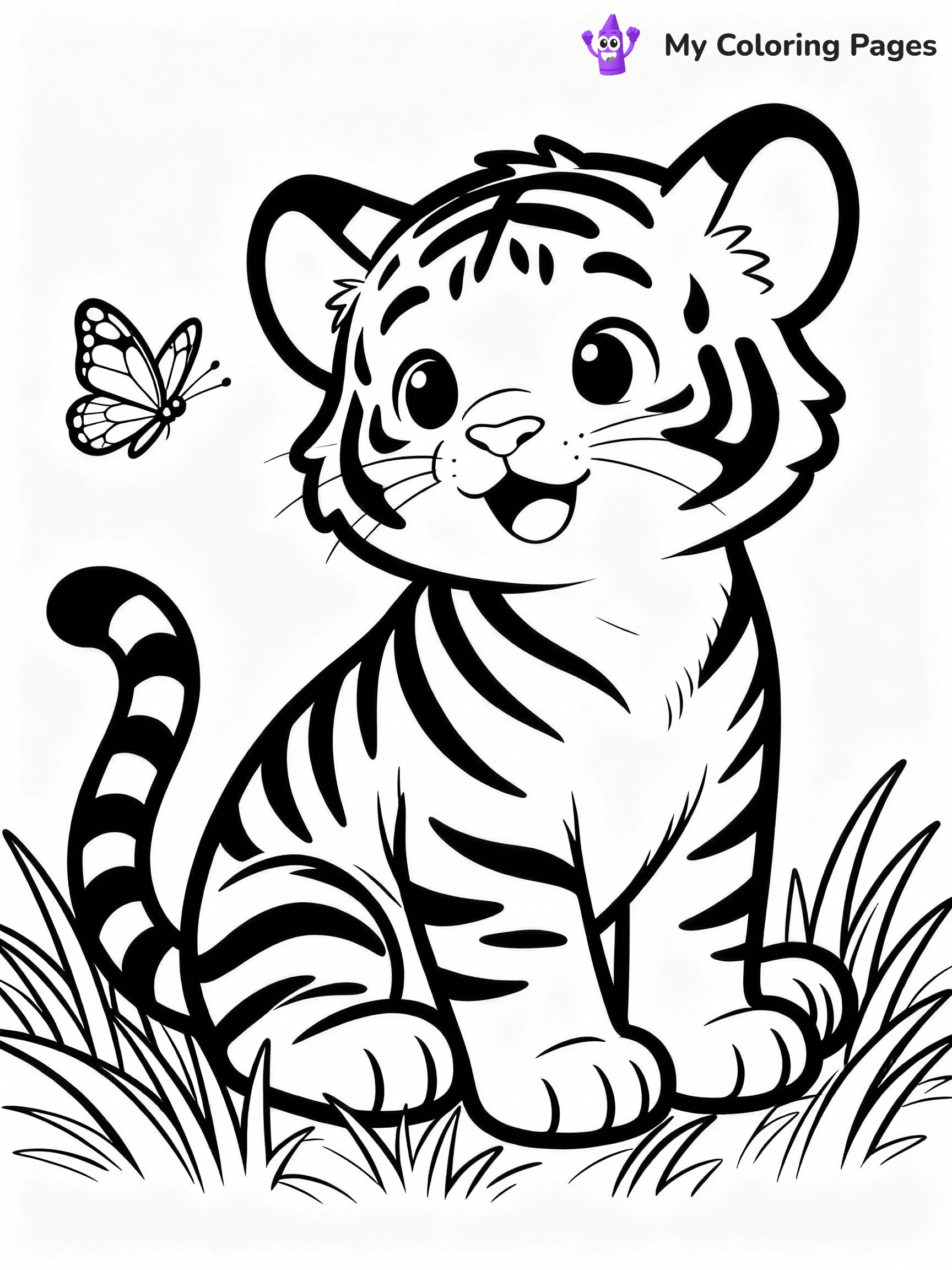 ⚠️ CRITICAL REQUIREMENT - ABSOLUTE BLACK AND WHITE ONLY ⚠️
This MUST be a BLACK AND WHITE line drawing ONLY. NO COLORS whatsoever.
- ONLY pure black lines (#000000) on pure white background (#FFFFFF)
- ABSOLUTELY NO colors, NO shading, NO gradients, NO grayscale
- If there are ANY colors in the output, the image is REJECTED
- This is a COLORING PAGE - meant to be COLORED IN by children
- The output must be UNCOLORED line art ready for coloring
⚠️ SUBJECT TO DRAW: Cute baby tiger in a playful pose, sitting on grass, with a butterfly fluttering nearby, realistic style
(REMEMBER: Output must be BLACK AND WHITE line art only, NOT colored!)
# COLORING PAGE: BLACK OUTLINES ONLY - WHITE BACKGROUND MANDATORY
Create a **coloring book page** using EXACTLY two values: black lines, white space.
## NON-NEGOTIABLE BINARY RULES
- **ONLY #000000 (black) and #FFFFFF (white)** - NO other values exist
- **EVERY PIXEL = BLACK OR WHITE** - no gray/shading/antialiasing
- **WHITE BACKGROUND MANDATORY** - entire canvas stays white
- **ALL SHAPES HOLLOW** - everything is empty outlines waiting to be colored
- **FORBIDDEN:** fills, shading, gradients, patterns, textures, colors
- **NO SOLID REGIONS** - if it's not a thin line, it's wrong
## Universal Line Standards
- Black outlines ONLY - thin, uniform weight
- Every shape completely empty inside
- Closed contours suitable for coloring
- Simple flat illustration - zero depth/3D/realism
- **Style:** Whimsical Doodle Art Alley - rounded, friendly outlines (unless specified)
## Everything = Outline Only
- Characters/animals: hollow shapes
- Objects/clothing: empty contours
- Backgrounds/scenery: line work only
- Natural elements: outlined forms
- Dark/night areas: don't exist (use outlined symbols)
- Textures/patterns: convert to simple lines
## The Test
Can a child color EVERY white space with crayons? If any area is pre-filled/shaded/gray or colored in, it FAILS. Every shape must be waiting to receive color.
**FINAL OUTPUT**: Binary coloring page. Black lines define shapes. White spaces ready for coloring. Nothing else exists. No exceptions. Print-ready.
⚠️ FINAL REMINDER: Draw the subject "Cute baby tiger in a playful pose, sitting on grass, with a butterfly fluttering nearby, realistic style" as BLACK AND WHITE line art. Zero colors in output.