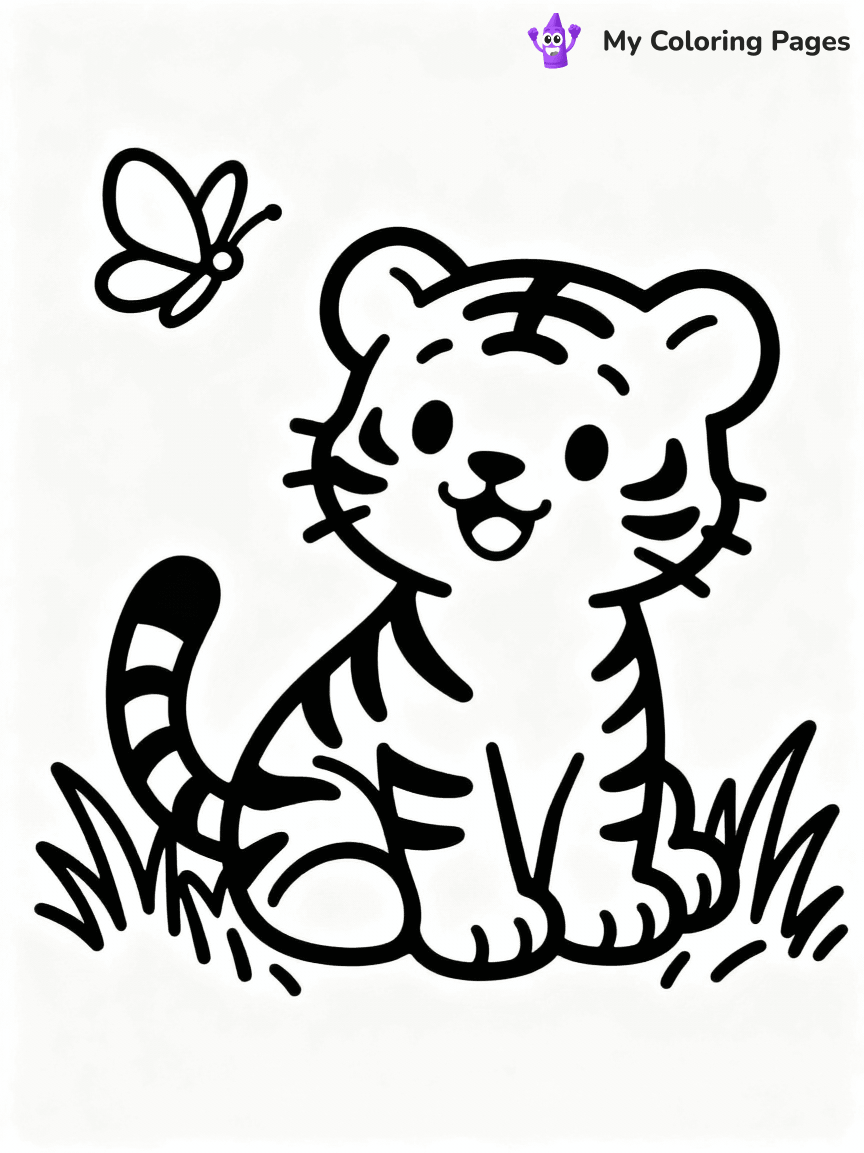 ⚠️ CRITICAL REQUIREMENT - ABSOLUTE BLACK AND WHITE ONLY ⚠️
This MUST be a BLACK AND WHITE line drawing ONLY. NO COLORS whatsoever.
- ONLY pure black lines (#000000) on pure white background (#FFFFFF)
- ABSOLUTELY NO colors, NO shading, NO gradients, NO grayscale
- If there are ANY colors in the output, the image is REJECTED
- This is a COLORING PAGE - meant to be COLORED IN by children
- The output must be UNCOLORED line art ready for coloring
⚠️ SUBJECT TO DRAW: Cute baby tiger in a playful pose, sitting on grass, with a butterfly fluttering nearby, realistic style
(REMEMBER: Output must be BLACK AND WHITE line art only, NOT colored!)
# COLORING PAGE: BLACK OUTLINES ONLY - WHITE BACKGROUND MANDATORY
Create a **coloring book page** using EXACTLY two values: black lines, white space.
## NON-NEGOTIABLE BINARY RULES
- **ONLY #000000 (black) and #FFFFFF (white)** - NO other values exist
- **EVERY PIXEL = BLACK OR WHITE** - no gray/shading/antialiasing
- **WHITE BACKGROUND MANDATORY** - entire canvas stays white
- **ALL SHAPES HOLLOW** - everything is empty outlines waiting to be colored
- **FORBIDDEN:** fills, shading, gradients, patterns, textures, colors
- **NO SOLID REGIONS** - if it's not a thin line, it's wrong
## Universal Line Standards
- Black outlines ONLY - thin, uniform weight
- Every shape completely empty inside
- Closed contours suitable for coloring
- Simple flat illustration - zero depth/3D/realism
- **Style:** Whimsical Doodle Art Alley - rounded, friendly outlines (unless specified)
## Everything = Outline Only
- Characters/animals: hollow shapes
- Objects/clothing: empty contours
- Backgrounds/scenery: line work only
- Natural elements: outlined forms
- Dark/night areas: don't exist (use outlined symbols)
- Textures/patterns: convert to simple lines
## The Test
Can a child color EVERY white space with crayons? If any area is pre-filled/shaded/gray or colored in, it FAILS. Every shape must be waiting to receive color.
**FINAL OUTPUT**: Binary coloring page. Black lines define shapes. White spaces ready for coloring. Nothing else exists. No exceptions. Print-ready.
⚠️ FINAL REMINDER: Draw the subject "Cute baby tiger in a playful pose, sitting on grass, with a butterfly fluttering nearby, realistic style" as BLACK AND WHITE line art. Zero colors in output.