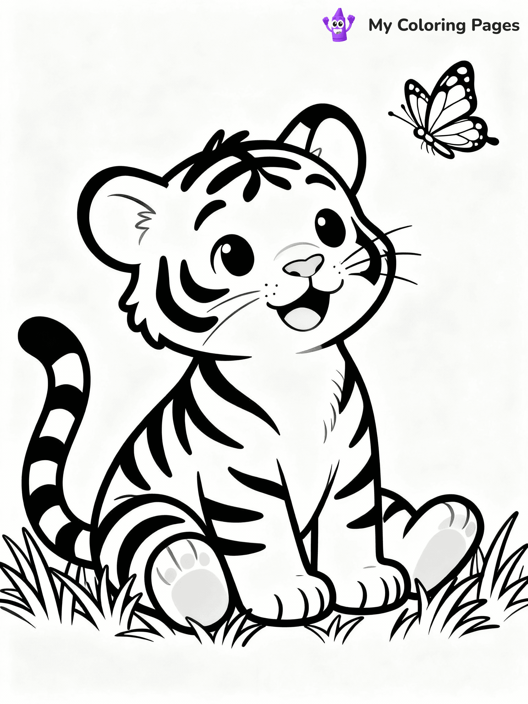 ⚠️ CRITICAL REQUIREMENT - ABSOLUTE BLACK AND WHITE ONLY ⚠️
This MUST be a BLACK AND WHITE line drawing ONLY. NO COLORS whatsoever.
- ONLY pure black lines (#000000) on pure white background (#FFFFFF)
- ABSOLUTELY NO colors, NO shading, NO gradients, NO grayscale
- If there are ANY colors in the output, the image is REJECTED
- This is a COLORING PAGE - meant to be COLORED IN by children
- The output must be UNCOLORED line art ready for coloring
⚠️ SUBJECT TO DRAW: Cute baby tiger in a playful pose, sitting on grass, with a butterfly fluttering nearby, realistic style
(REMEMBER: Output must be BLACK AND WHITE line art only, NOT colored!)
# COLORING PAGE: BLACK OUTLINES ONLY - WHITE BACKGROUND MANDATORY
Create a **coloring book page** using EXACTLY two values: black lines, white space.
## NON-NEGOTIABLE BINARY RULES
- **ONLY #000000 (black) and #FFFFFF (white)** - NO other values exist
- **EVERY PIXEL = BLACK OR WHITE** - no gray/shading/antialiasing
- **WHITE BACKGROUND MANDATORY** - entire canvas stays white
- **ALL SHAPES HOLLOW** - everything is empty outlines waiting to be colored
- **FORBIDDEN:** fills, shading, gradients, patterns, textures, colors
- **NO SOLID REGIONS** - if it's not a thin line, it's wrong
## Universal Line Standards
- Black outlines ONLY - thin, uniform weight
- Every shape completely empty inside
- Closed contours suitable for coloring
- Simple flat illustration - zero depth/3D/realism
- **Style:** Whimsical Doodle Art Alley - rounded, friendly outlines (unless specified)
## Everything = Outline Only
- Characters/animals: hollow shapes
- Objects/clothing: empty contours
- Backgrounds/scenery: line work only
- Natural elements: outlined forms
- Dark/night areas: don't exist (use outlined symbols)
- Textures/patterns: convert to simple lines
## The Test
Can a child color EVERY white space with crayons? If any area is pre-filled/shaded/gray or colored in, it FAILS. Every shape must be waiting to receive color.
**FINAL OUTPUT**: Binary coloring page. Black lines define shapes. White spaces ready for coloring. Nothing else exists. No exceptions. Print-ready.
⚠️ FINAL REMINDER: Draw the subject "Cute baby tiger in a playful pose, sitting on grass, with a butterfly fluttering nearby, realistic style" as BLACK AND WHITE line art. Zero colors in output.