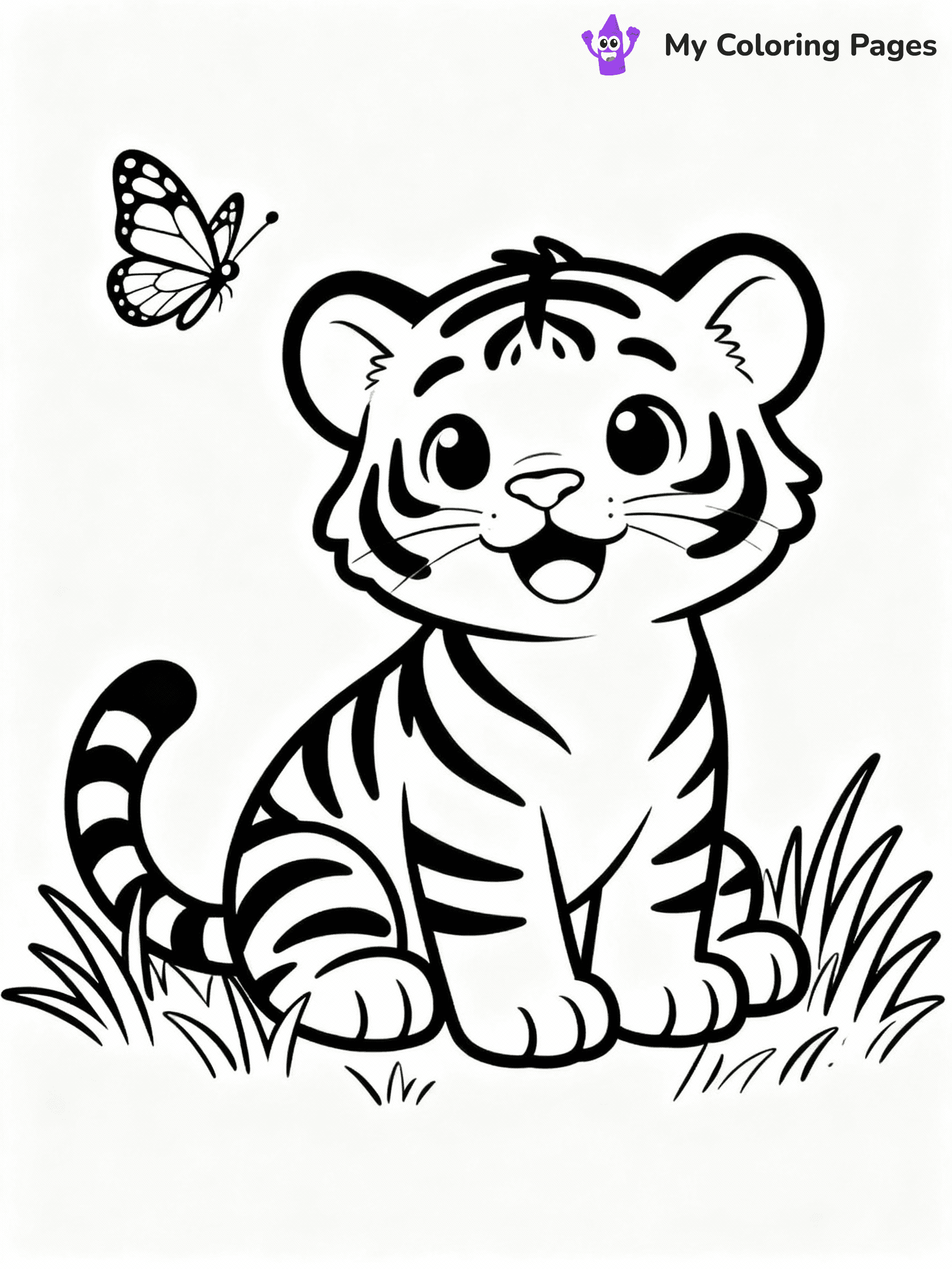 ⚠️ CRITICAL REQUIREMENT - ABSOLUTE BLACK AND WHITE ONLY ⚠️
This MUST be a BLACK AND WHITE line drawing ONLY. NO COLORS whatsoever.
- ONLY pure black lines (#000000) on pure white background (#FFFFFF)
- ABSOLUTELY NO colors, NO shading, NO gradients, NO grayscale
- If there are ANY colors in the output, the image is REJECTED
- This is a COLORING PAGE - meant to be COLORED IN by children
- The output must be UNCOLORED line art ready for coloring
⚠️ SUBJECT TO DRAW: Cute baby tiger in a playful pose, sitting on grass, with a butterfly fluttering nearby, realistic style
(REMEMBER: Output must be BLACK AND WHITE line art only, NOT colored!)
# COLORING PAGE: BLACK OUTLINES ONLY - WHITE BACKGROUND MANDATORY
Create a **coloring book page** using EXACTLY two values: black lines, white space.
## NON-NEGOTIABLE BINARY RULES
- **ONLY #000000 (black) and #FFFFFF (white)** - NO other values exist
- **EVERY PIXEL = BLACK OR WHITE** - no gray/shading/antialiasing
- **WHITE BACKGROUND MANDATORY** - entire canvas stays white
- **ALL SHAPES HOLLOW** - everything is empty outlines waiting to be colored
- **FORBIDDEN:** fills, shading, gradients, patterns, textures, colors
- **NO SOLID REGIONS** - if it's not a thin line, it's wrong
## Universal Line Standards
- Black outlines ONLY - thin, uniform weight
- Every shape completely empty inside
- Closed contours suitable for coloring
- Simple flat illustration - zero depth/3D/realism
- **Style:** Whimsical Doodle Art Alley - rounded, friendly outlines (unless specified)
## Everything = Outline Only
- Characters/animals: hollow shapes
- Objects/clothing: empty contours
- Backgrounds/scenery: line work only
- Natural elements: outlined forms
- Dark/night areas: don't exist (use outlined symbols)
- Textures/patterns: convert to simple lines
## The Test
Can a child color EVERY white space with crayons? If any area is pre-filled/shaded/gray or colored in, it FAILS. Every shape must be waiting to receive color.
**FINAL OUTPUT**: Binary coloring page. Black lines define shapes. White spaces ready for coloring. Nothing else exists. No exceptions. Print-ready.
⚠️ FINAL REMINDER: Draw the subject "Cute baby tiger in a playful pose, sitting on grass, with a butterfly fluttering nearby, realistic style" as BLACK AND WHITE line art. Zero colors in output.