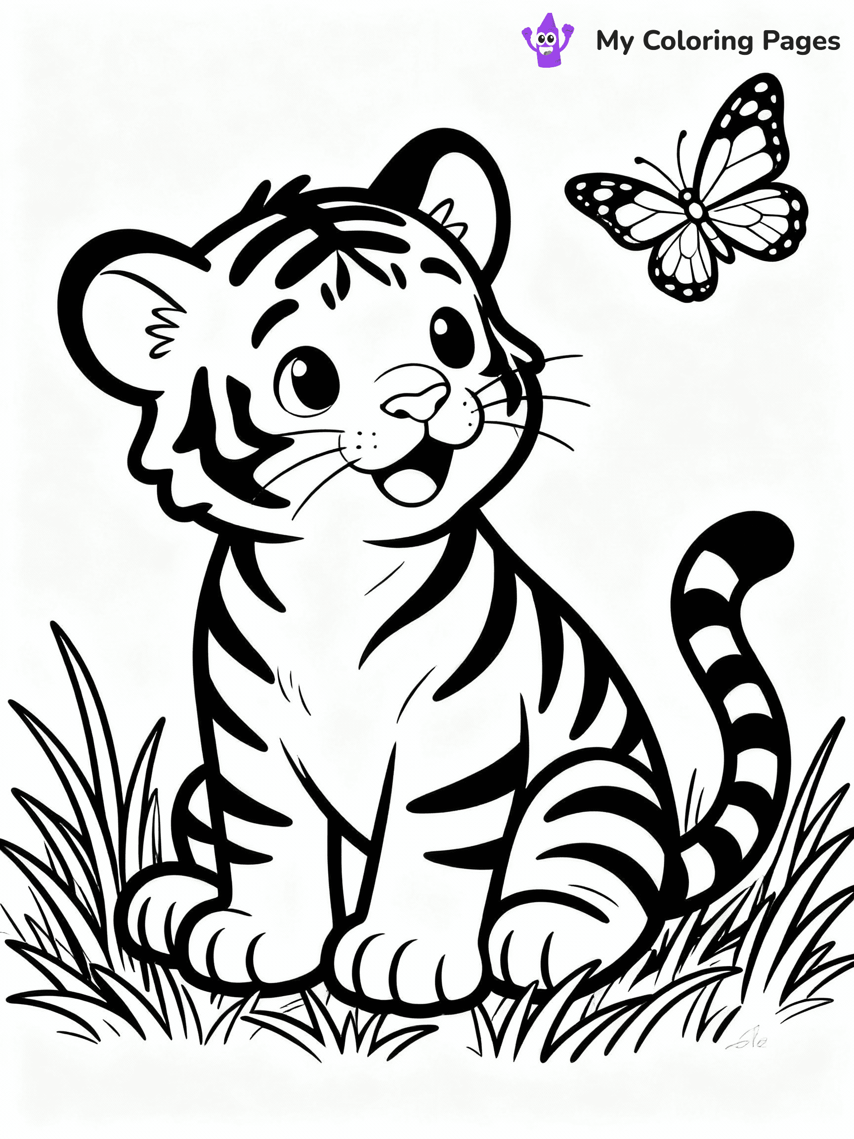 ⚠️ CRITICAL REQUIREMENT - ABSOLUTE BLACK AND WHITE ONLY ⚠️
This MUST be a BLACK AND WHITE line drawing ONLY. NO COLORS whatsoever.
- ONLY pure black lines (#000000) on pure white background (#FFFFFF)
- ABSOLUTELY NO colors, NO shading, NO gradients, NO grayscale
- If there are ANY colors in the output, the image is REJECTED
- This is a COLORING PAGE - meant to be COLORED IN by children
- The output must be UNCOLORED line art ready for coloring
⚠️ SUBJECT TO DRAW: Cute baby tiger in a playful pose, sitting on grass, with a butterfly fluttering nearby, realistic style
(REMEMBER: Output must be BLACK AND WHITE line art only, NOT colored!)
# COLORING PAGE: BLACK OUTLINES ONLY - WHITE BACKGROUND MANDATORY
Create a **coloring book page** using EXACTLY two values: black lines, white space.
## NON-NEGOTIABLE BINARY RULES
- **ONLY #000000 (black) and #FFFFFF (white)** - NO other values exist
- **EVERY PIXEL = BLACK OR WHITE** - no gray/shading/antialiasing
- **WHITE BACKGROUND MANDATORY** - entire canvas stays white
- **ALL SHAPES HOLLOW** - everything is empty outlines waiting to be colored
- **FORBIDDEN:** fills, shading, gradients, patterns, textures, colors
- **NO SOLID REGIONS** - if it's not a thin line, it's wrong
## Universal Line Standards
- Black outlines ONLY - thin, uniform weight
- Every shape completely empty inside
- Closed contours suitable for coloring
- Simple flat illustration - zero depth/3D/realism
- **Style:** Whimsical Doodle Art Alley - rounded, friendly outlines (unless specified)
## Everything = Outline Only
- Characters/animals: hollow shapes
- Objects/clothing: empty contours
- Backgrounds/scenery: line work only
- Natural elements: outlined forms
- Dark/night areas: don't exist (use outlined symbols)
- Textures/patterns: convert to simple lines
## The Test
Can a child color EVERY white space with crayons? If any area is pre-filled/shaded/gray or colored in, it FAILS. Every shape must be waiting to receive color.
**FINAL OUTPUT**: Binary coloring page. Black lines define shapes. White spaces ready for coloring. Nothing else exists. No exceptions. Print-ready.
⚠️ FINAL REMINDER: Draw the subject "Cute baby tiger in a playful pose, sitting on grass, with a butterfly fluttering nearby, realistic style" as BLACK AND WHITE line art. Zero colors in output.