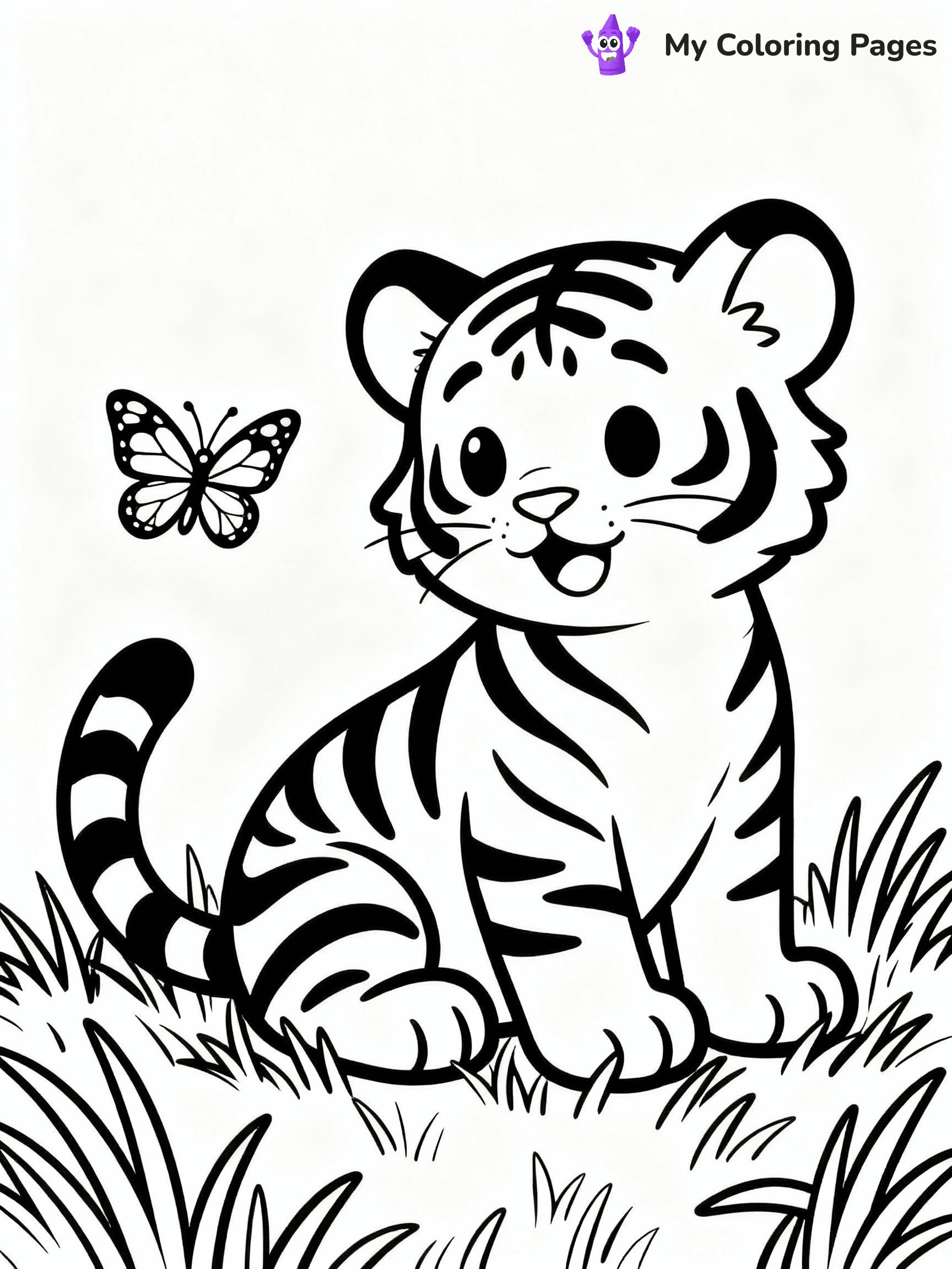 ⚠️ CRITICAL REQUIREMENT - ABSOLUTE BLACK AND WHITE ONLY ⚠️
This MUST be a BLACK AND WHITE line drawing ONLY. NO COLORS whatsoever.
- ONLY pure black lines (#000000) on pure white background (#FFFFFF)
- ABSOLUTELY NO colors, NO shading, NO gradients, NO grayscale
- If there are ANY colors in the output, the image is REJECTED
- This is a COLORING PAGE - meant to be COLORED IN by children
- The output must be UNCOLORED line art ready for coloring
⚠️ SUBJECT TO DRAW: Cute baby tiger in a playful pose, sitting on grass, with a butterfly fluttering nearby, realistic style
(REMEMBER: Output must be BLACK AND WHITE line art only, NOT colored!)
# COLORING PAGE: BLACK OUTLINES ONLY - WHITE BACKGROUND MANDATORY
Create a **coloring book page** using EXACTLY two values: black lines, white space.
## NON-NEGOTIABLE BINARY RULES
- **ONLY #000000 (black) and #FFFFFF (white)** - NO other values exist
- **EVERY PIXEL = BLACK OR WHITE** - no gray/shading/antialiasing
- **WHITE BACKGROUND MANDATORY** - entire canvas stays white
- **ALL SHAPES HOLLOW** - everything is empty outlines waiting to be colored
- **FORBIDDEN:** fills, shading, gradients, patterns, textures, colors
- **NO SOLID REGIONS** - if it's not a thin line, it's wrong
## Universal Line Standards
- Black outlines ONLY - thin, uniform weight
- Every shape completely empty inside
- Closed contours suitable for coloring
- Simple flat illustration - zero depth/3D/realism
- **Style:** Whimsical Doodle Art Alley - rounded, friendly outlines (unless specified)
## Everything = Outline Only
- Characters/animals: hollow shapes
- Objects/clothing: empty contours
- Backgrounds/scenery: line work only
- Natural elements: outlined forms
- Dark/night areas: don't exist (use outlined symbols)
- Textures/patterns: convert to simple lines
## The Test
Can a child color EVERY white space with crayons? If any area is pre-filled/shaded/gray or colored in, it FAILS. Every shape must be waiting to receive color.
**FINAL OUTPUT**: Binary coloring page. Black lines define shapes. White spaces ready for coloring. Nothing else exists. No exceptions. Print-ready.
⚠️ FINAL REMINDER: Draw the subject "Cute baby tiger in a playful pose, sitting on grass, with a butterfly fluttering nearby, realistic style" as BLACK AND WHITE line art. Zero colors in output.