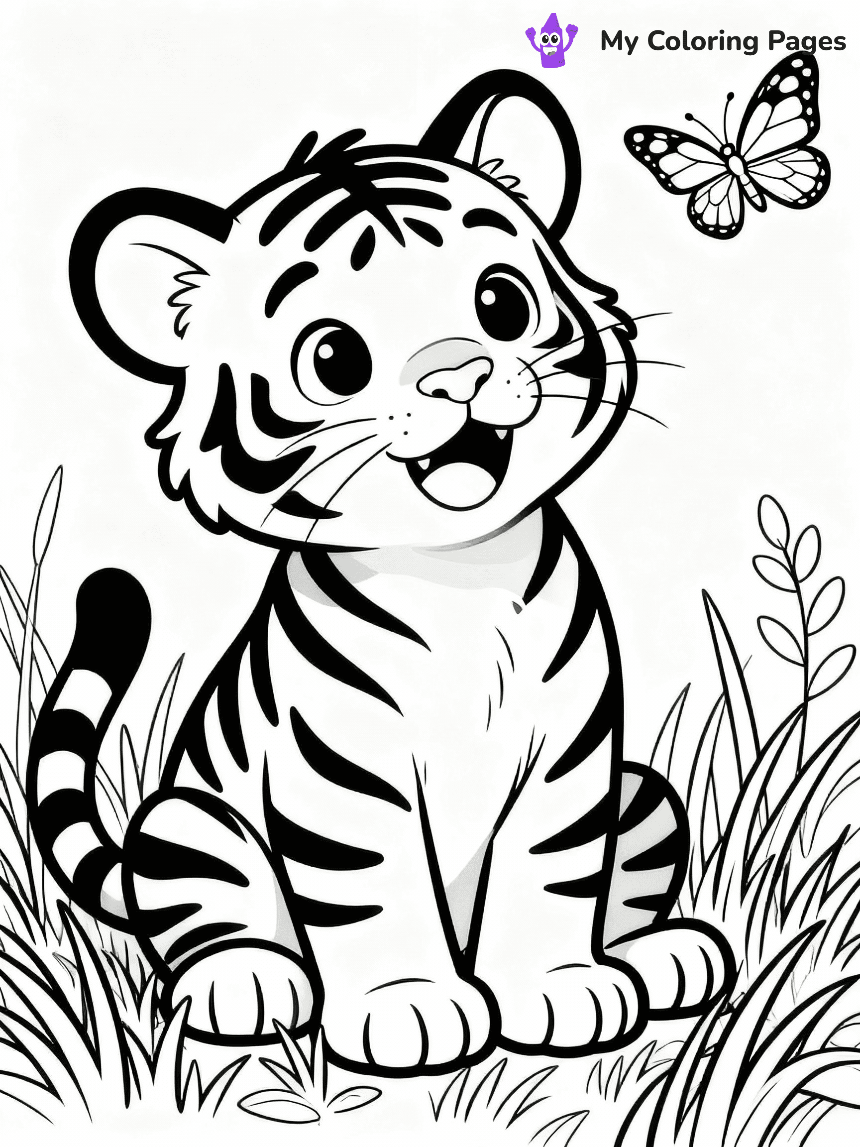 ⚠️ CRITICAL REQUIREMENT - ABSOLUTE BLACK AND WHITE ONLY ⚠️
This MUST be a BLACK AND WHITE line drawing ONLY. NO COLORS whatsoever.
- ONLY pure black lines (#000000) on pure white background (#FFFFFF)
- ABSOLUTELY NO colors, NO shading, NO gradients, NO grayscale
- If there are ANY colors in the output, the image is REJECTED
- This is a COLORING PAGE - meant to be COLORED IN by children
- The output must be UNCOLORED line art ready for coloring
⚠️ SUBJECT TO DRAW: Cute baby tiger in a playful pose, sitting on grass, with a butterfly fluttering nearby, realistic style
(REMEMBER: Output must be BLACK AND WHITE line art only, NOT colored!)
# COLORING PAGE: BLACK OUTLINES ONLY - WHITE BACKGROUND MANDATORY
Create a **coloring book page** using EXACTLY two values: black lines, white space.
## NON-NEGOTIABLE BINARY RULES
- **ONLY #000000 (black) and #FFFFFF (white)** - NO other values exist
- **EVERY PIXEL = BLACK OR WHITE** - no gray/shading/antialiasing
- **WHITE BACKGROUND MANDATORY** - entire canvas stays white
- **ALL SHAPES HOLLOW** - everything is empty outlines waiting to be colored
- **FORBIDDEN:** fills, shading, gradients, patterns, textures, colors
- **NO SOLID REGIONS** - if it's not a thin line, it's wrong
## Universal Line Standards
- Black outlines ONLY - thin, uniform weight
- Every shape completely empty inside
- Closed contours suitable for coloring
- Simple flat illustration - zero depth/3D/realism
- **Style:** Whimsical Doodle Art Alley - rounded, friendly outlines (unless specified)
## Everything = Outline Only
- Characters/animals: hollow shapes
- Objects/clothing: empty contours
- Backgrounds/scenery: line work only
- Natural elements: outlined forms
- Dark/night areas: don't exist (use outlined symbols)
- Textures/patterns: convert to simple lines
## The Test
Can a child color EVERY white space with crayons? If any area is pre-filled/shaded/gray or colored in, it FAILS. Every shape must be waiting to receive color.
**FINAL OUTPUT**: Binary coloring page. Black lines define shapes. White spaces ready for coloring. Nothing else exists. No exceptions. Print-ready.
⚠️ FINAL REMINDER: Draw the subject "Cute baby tiger in a playful pose, sitting on grass, with a butterfly fluttering nearby, realistic style" as BLACK AND WHITE line art. Zero colors in output.