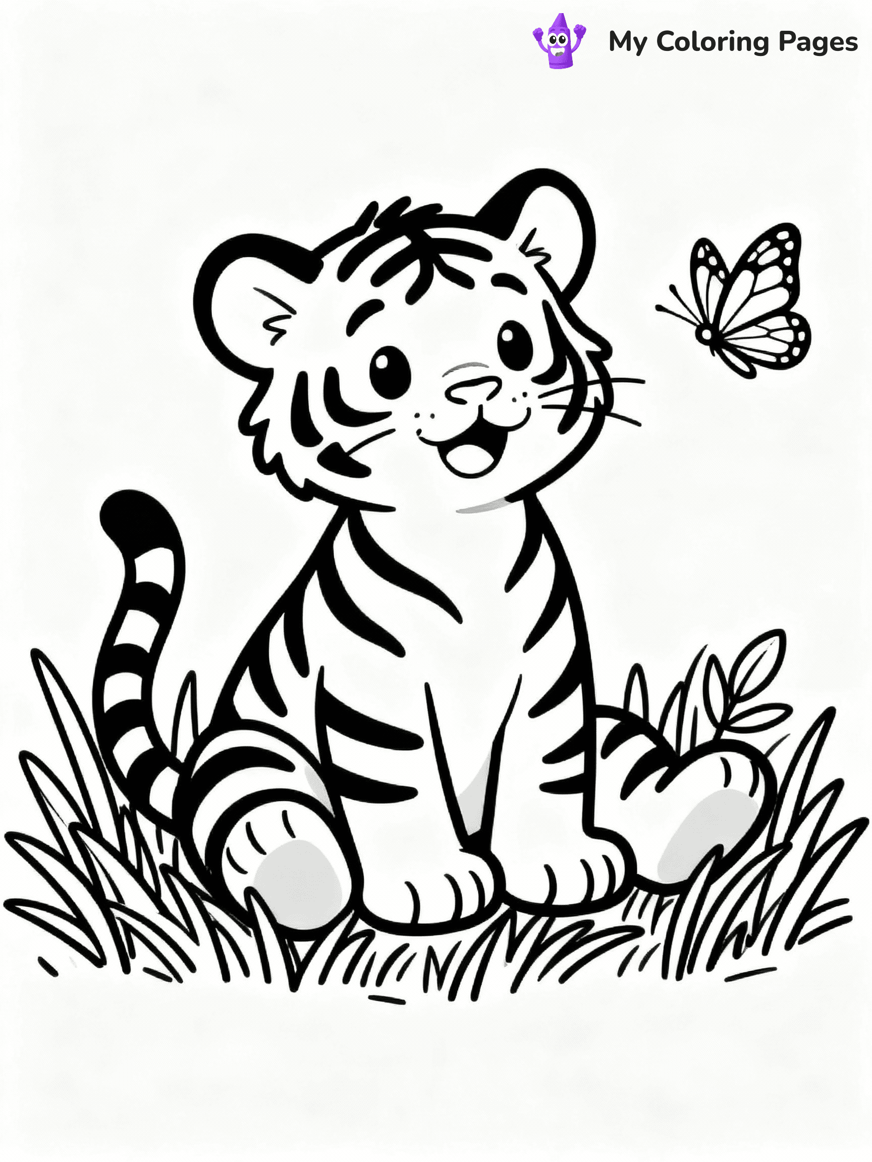 ⚠️ CRITICAL REQUIREMENT - ABSOLUTE BLACK AND WHITE ONLY ⚠️
This MUST be a BLACK AND WHITE line drawing ONLY. NO COLORS whatsoever.
- ONLY pure black lines (#000000) on pure white background (#FFFFFF)
- ABSOLUTELY NO colors, NO shading, NO gradients, NO grayscale
- If there are ANY colors in the output, the image is REJECTED
- This is a COLORING PAGE - meant to be COLORED IN by children
- The output must be UNCOLORED line art ready for coloring
⚠️ SUBJECT TO DRAW: Cute baby tiger in a playful pose, sitting on grass, with a butterfly fluttering nearby, realistic style
(REMEMBER: Output must be BLACK AND WHITE line art only, NOT colored!)
# COLORING PAGE: BLACK OUTLINES ONLY - WHITE BACKGROUND MANDATORY
Create a **coloring book page** using EXACTLY two values: black lines, white space.
## NON-NEGOTIABLE BINARY RULES
- **ONLY #000000 (black) and #FFFFFF (white)** - NO other values exist
- **EVERY PIXEL = BLACK OR WHITE** - no gray/shading/antialiasing
- **WHITE BACKGROUND MANDATORY** - entire canvas stays white
- **ALL SHAPES HOLLOW** - everything is empty outlines waiting to be colored
- **FORBIDDEN:** fills, shading, gradients, patterns, textures, colors
- **NO SOLID REGIONS** - if it's not a thin line, it's wrong
## Universal Line Standards
- Black outlines ONLY - thin, uniform weight
- Every shape completely empty inside
- Closed contours suitable for coloring
- Simple flat illustration - zero depth/3D/realism
- **Style:** Whimsical Doodle Art Alley - rounded, friendly outlines (unless specified)
## Everything = Outline Only
- Characters/animals: hollow shapes
- Objects/clothing: empty contours
- Backgrounds/scenery: line work only
- Natural elements: outlined forms
- Dark/night areas: don't exist (use outlined symbols)
- Textures/patterns: convert to simple lines
## The Test
Can a child color EVERY white space with crayons? If any area is pre-filled/shaded/gray or colored in, it FAILS. Every shape must be waiting to receive color.
**FINAL OUTPUT**: Binary coloring page. Black lines define shapes. White spaces ready for coloring. Nothing else exists. No exceptions. Print-ready.
⚠️ FINAL REMINDER: Draw the subject "Cute baby tiger in a playful pose, sitting on grass, with a butterfly fluttering nearby, realistic style" as BLACK AND WHITE line art. Zero colors in output.