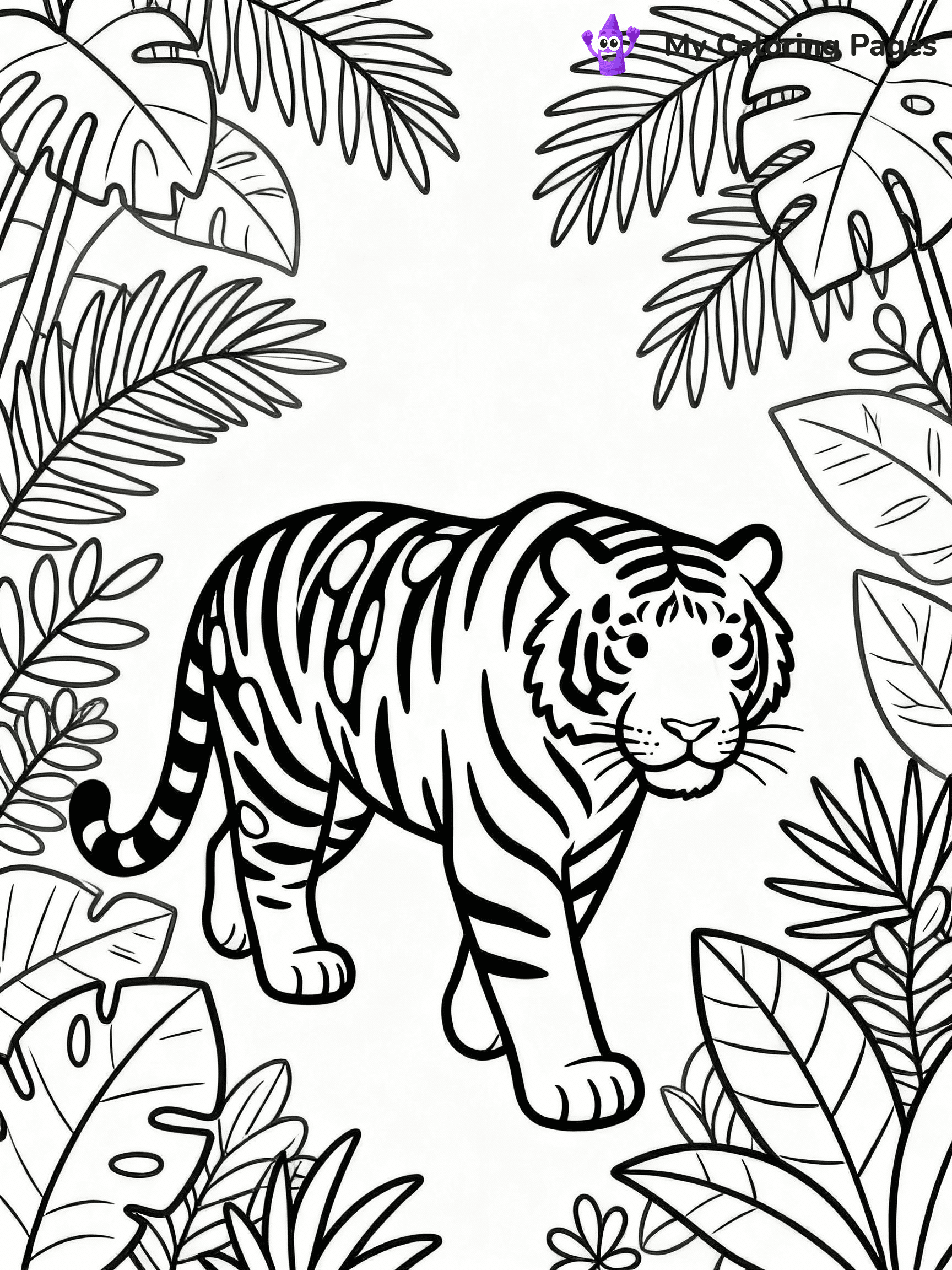 ⚠️ CRITICAL REQUIREMENT - ABSOLUTE BLACK AND WHITE ONLY ⚠️
This MUST be a BLACK AND WHITE line drawing ONLY. NO COLORS whatsoever.
- ONLY pure black lines (#000000) on pure white background (#FFFFFF)
- ABSOLUTELY NO colors, NO shading, NO gradients, NO grayscale
- If there are ANY colors in the output, the image is REJECTED
- This is a COLORING PAGE - meant to be COLORED IN by children
- The output must be UNCOLORED line art ready for coloring
⚠️ SUBJECT TO DRAW: Majestic adult tiger prowling through dense jungle, detailed fur patterns, surrounded by tropical foliage, realistic style
(REMEMBER: Output must be BLACK AND WHITE line art only, NOT colored!)
# COLORING PAGE: BLACK OUTLINES ONLY - WHITE BACKGROUND MANDATORY
Create a **coloring book page** using EXACTLY two values: black lines, white space.
## NON-NEGOTIABLE BINARY RULES
- **ONLY #000000 (black) and #FFFFFF (white)** - NO other values exist
- **EVERY PIXEL = BLACK OR WHITE** - no gray/shading/antialiasing
- **WHITE BACKGROUND MANDATORY** - entire canvas stays white
- **ALL SHAPES HOLLOW** - everything is empty outlines waiting to be colored
- **FORBIDDEN:** fills, shading, gradients, patterns, textures, colors
- **NO SOLID REGIONS** - if it's not a thin line, it's wrong
## Universal Line Standards
- Black outlines ONLY - thin, uniform weight
- Every shape completely empty inside
- Closed contours suitable for coloring
- Simple flat illustration - zero depth/3D/realism
- **Style:** Whimsical Doodle Art Alley - rounded, friendly outlines (unless specified)
## Everything = Outline Only
- Characters/animals: hollow shapes
- Objects/clothing: empty contours
- Backgrounds/scenery: line work only
- Natural elements: outlined forms
- Dark/night areas: don't exist (use outlined symbols)
- Textures/patterns: convert to simple lines
## The Test
Can a child color EVERY white space with crayons? If any area is pre-filled/shaded/gray or colored in, it FAILS. Every shape must be waiting to receive color.
**FINAL OUTPUT**: Binary coloring page. Black lines define shapes. White spaces ready for coloring. Nothing else exists. No exceptions. Print-ready.
⚠️ FINAL REMINDER: Draw the subject "Majestic adult tiger prowling through dense jungle, detailed fur patterns, surrounded by tropical foliage, realistic style" as BLACK AND WHITE line art. Zero colors in output.