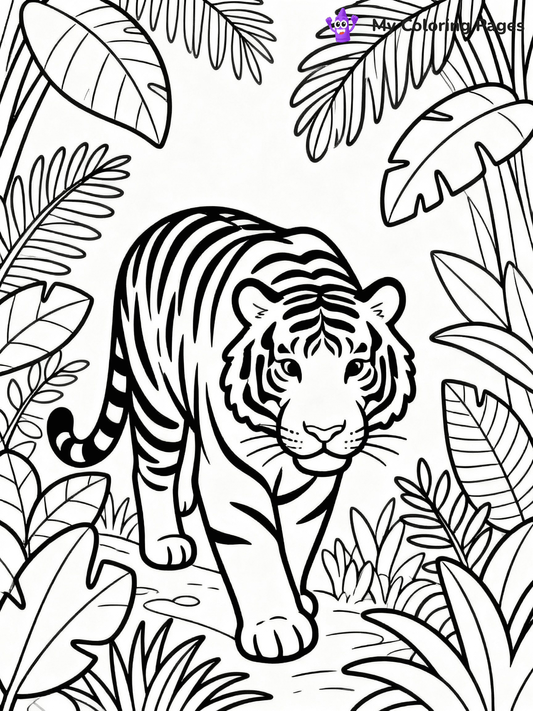 ⚠️ CRITICAL REQUIREMENT - ABSOLUTE BLACK AND WHITE ONLY ⚠️
This MUST be a BLACK AND WHITE line drawing ONLY. NO COLORS whatsoever.
- ONLY pure black lines (#000000) on pure white background (#FFFFFF)
- ABSOLUTELY NO colors, NO shading, NO gradients, NO grayscale
- If there are ANY colors in the output, the image is REJECTED
- This is a COLORING PAGE - meant to be COLORED IN by children
- The output must be UNCOLORED line art ready for coloring
⚠️ SUBJECT TO DRAW: Majestic adult tiger prowling through dense jungle, detailed fur patterns, surrounded by tropical foliage, realistic style
(REMEMBER: Output must be BLACK AND WHITE line art only, NOT colored!)
# COLORING PAGE: BLACK OUTLINES ONLY - WHITE BACKGROUND MANDATORY
Create a **coloring book page** using EXACTLY two values: black lines, white space.
## NON-NEGOTIABLE BINARY RULES
- **ONLY #000000 (black) and #FFFFFF (white)** - NO other values exist
- **EVERY PIXEL = BLACK OR WHITE** - no gray/shading/antialiasing
- **WHITE BACKGROUND MANDATORY** - entire canvas stays white
- **ALL SHAPES HOLLOW** - everything is empty outlines waiting to be colored
- **FORBIDDEN:** fills, shading, gradients, patterns, textures, colors
- **NO SOLID REGIONS** - if it's not a thin line, it's wrong
## Universal Line Standards
- Black outlines ONLY - thin, uniform weight
- Every shape completely empty inside
- Closed contours suitable for coloring
- Simple flat illustration - zero depth/3D/realism
- **Style:** Whimsical Doodle Art Alley - rounded, friendly outlines (unless specified)
## Everything = Outline Only
- Characters/animals: hollow shapes
- Objects/clothing: empty contours
- Backgrounds/scenery: line work only
- Natural elements: outlined forms
- Dark/night areas: don't exist (use outlined symbols)
- Textures/patterns: convert to simple lines
## The Test
Can a child color EVERY white space with crayons? If any area is pre-filled/shaded/gray or colored in, it FAILS. Every shape must be waiting to receive color.
**FINAL OUTPUT**: Binary coloring page. Black lines define shapes. White spaces ready for coloring. Nothing else exists. No exceptions. Print-ready.
⚠️ FINAL REMINDER: Draw the subject "Majestic adult tiger prowling through dense jungle, detailed fur patterns, surrounded by tropical foliage, realistic style" as BLACK AND WHITE line art. Zero colors in output.