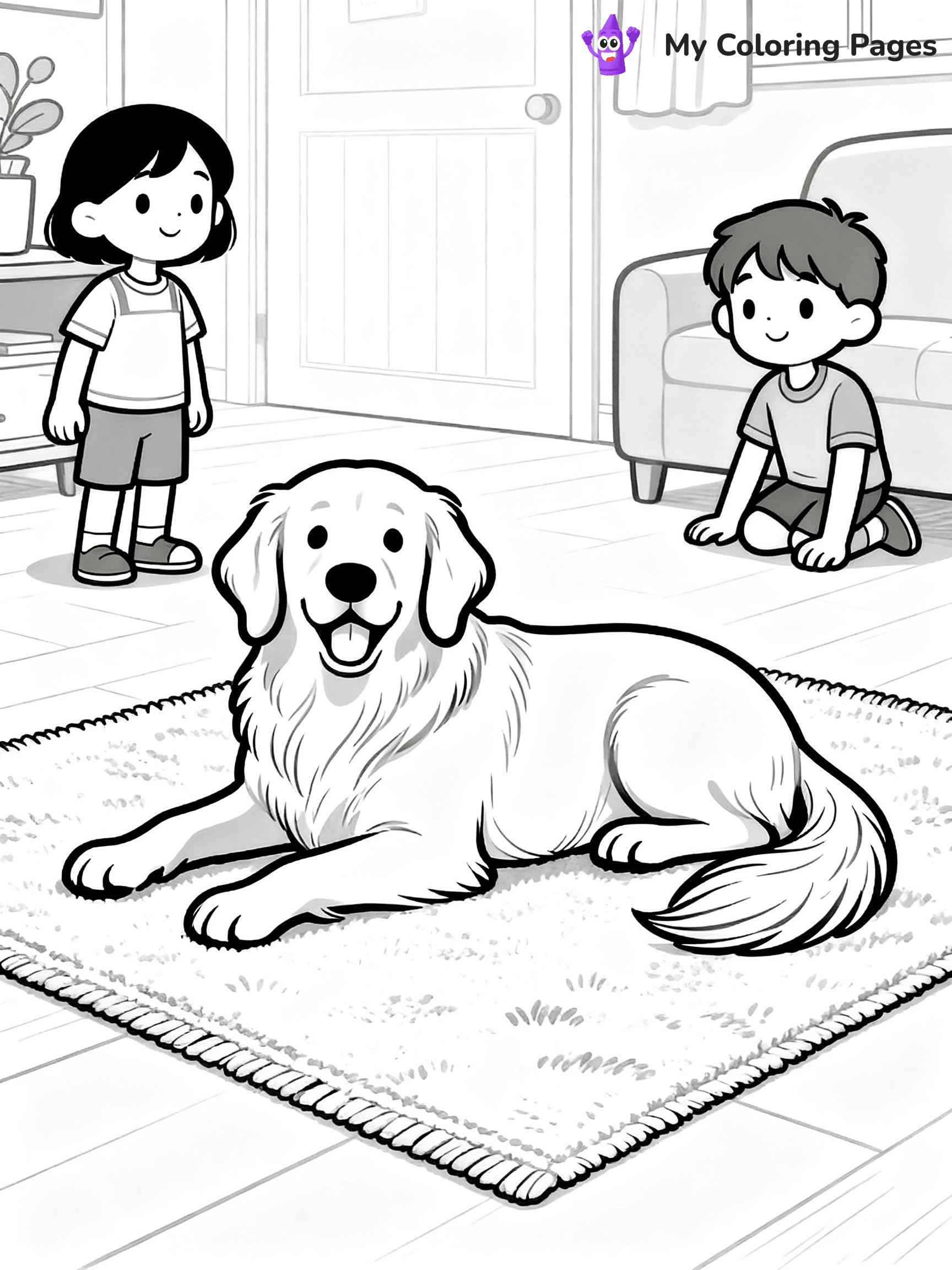 Golden Retriever Coloring Pages - 25