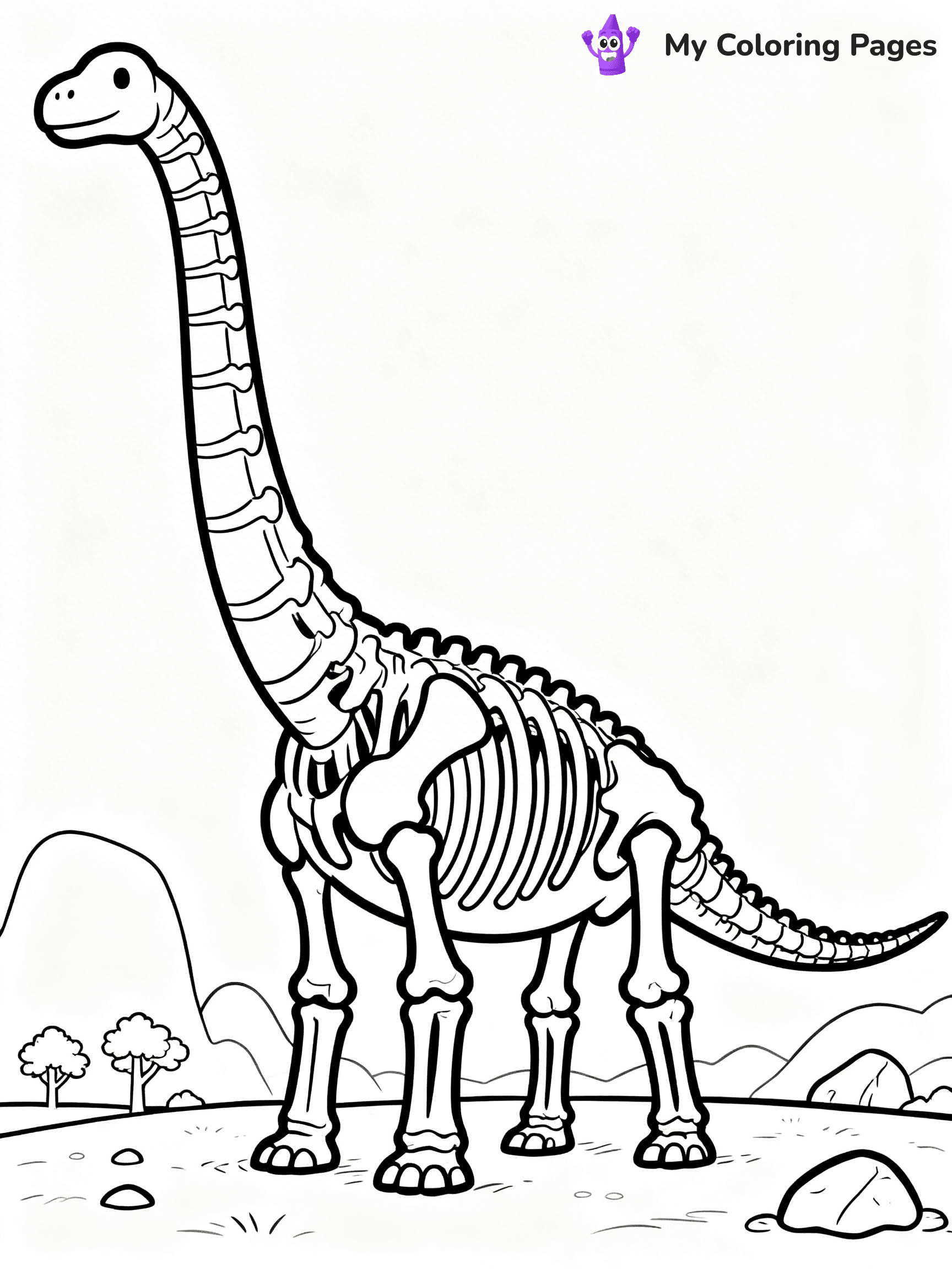 Dinosaur Skeleton Coloring Pages - 24