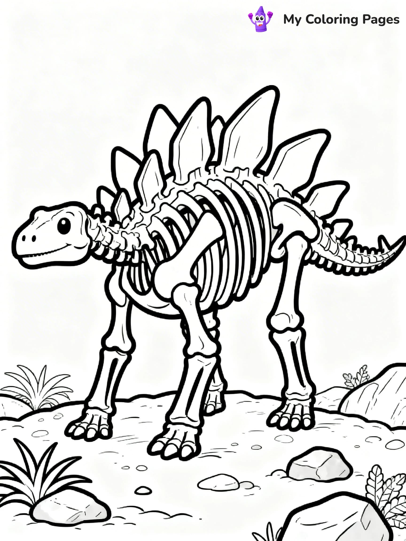 Dinosaur Skeleton Coloring Pages - 20